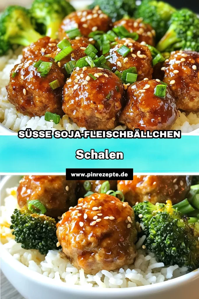 Entdecke dieses köstliche Rezept für süße Soja-Glasierte Fleischbällchen! Diese asiatischen Schalenrezepte mit Hähnchen Fleischbällchen sind glutenfrei und perfekt für ein schnelles Abendessen. Die zarte Glasur mit Sojasauce verleiht deinem Gericht das besondere Etwas. Probiere es aus und verwöhne deine Familie mit einem gesunden und leckeren Gericht! Speichere jetzt das Rezept! #Fleischbällchen #Glutenfrei #AsiatischeKüche #SchnelleRezepte
