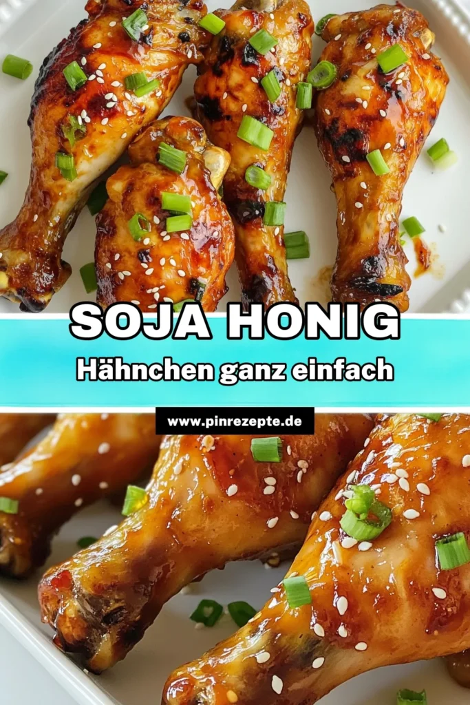 Entdecke unser süßes Hähnchenrezept mit sojaglasierten Hähnchenschenkeln, die im Ofen knusprig gebacken werden. Diese köstlichen Schenkel sind mit einer verführerischen Honigmarinade für Hähnchen und Aromen von Knoblauch und Ingwer mariniert. Ideal für dein nächstes Abendessen! Probiere es aus und teile deine Kreationen! #Hähnchenschenkel #AsiatischesRezept #SüßesHähnchen #EssenImOfen