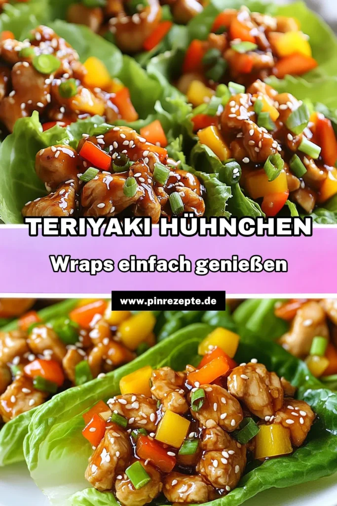 Entdecke das köstliche Rezept für Teriyaki Hühnchen Wraps, die perfekt in Salatblättern serviert werden! Diese gesunden Wraps sind nicht nur einfach zuzubereiten, sondern auch ein wahrer Genuss. Ideal für asiatische Wraps-Fans, die nach einer leckeren und nahrhaften Mahlzeit suchen. Probiere dieses Teriyaki Rezept aus und erlebe, wie lecker gesund essen sein kann! Speichere es für dein nächstes Dinner! #TeriyakiHühnchen #HühncheninSalatblättern #gesundeWraps #asiatischeWraps
