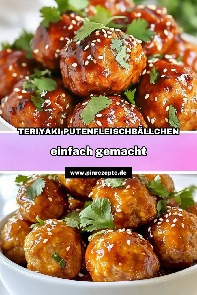 Entdecken Sie unser köstliches Rezept für Teriyaki Putenfleischbällchen! Diese gesunden, asiatischen Fleischbällchen sind einfach zuzubereiten und überzeugen mit einer selbstgemachten Teriyaki Sauce, die Ihre Geschmacksknospen begeistern wird. Perfekt für ein schnelles Abendessen oder Meal Prep. Probieren Sie dieses einfache Fleischbällchen Rezept aus und sichern Sie sich Ihr neues Lieblingsgericht! #Putenfleischbällchen #AsiatischeRezepte #GesundEssen #KochenMachtSpaß