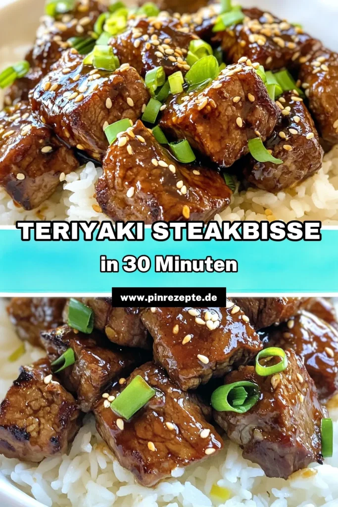Entdecke unser köstliches Teriyaki Steak Bites Rezept! Diese saftigen Steakwürfel werden in einer aromatischen Rinderfilet Marinade mit einer einfachen Teriyaki Sauce zubereitet, die jedem Gericht das gewisse Etwas verleiht. Serviere die zarten Steakbisse über einem Bett aus Jasminreis - ein schnell zubereitetes, leckeres Gericht für jede Gelegenheit. Probiere es aus und teile deine Kreation! #TeriyakiSteakBites #EinfacheRezept #Jasminreis #KochenMachtSpaß
