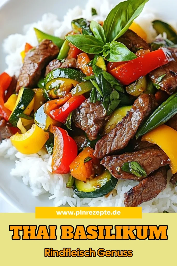 Lust auf ein schnelles Abendessen? Probiere unser thailändisches Basilikum-Rindfleisch! Dieses köstliche Wok-Rezept kombiniert zartes Flanksteak mit frischem thailändischem Basilikum und knackigem Gemüse. Perfekt für Liebhaber der asiatischen Küche! In nur 30 Minuten zubereitet, wird es zum Highlight deiner Woche. Teile dein Ergebnis und lass dich inspirieren! #ThailändischesBasilikumRindfleisch #WokRezepte #AsiatischeKüche #SchnellesAbendessen