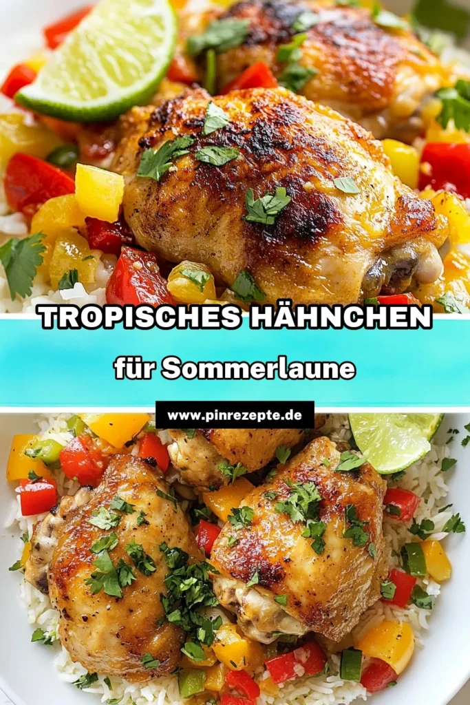 Entdecken Sie dieses tropische Hähnchenrezept mit köstlichem Jasminreis und zartem Hähnchen in Kokosmilch. Dieses karibische Reisgericht vereint gewürztes Hähnchen mit buntem Gemüse und ist einfach zuzubereiten. Perfekt für ein Familienessen oder ein Dinner mit Freunden! Lassen Sie sich von diesem Rezept inspirieren und speichern Sie es für Ihre nächste Kochsession. #Hähnchenrezept #KaribischeKüche #Reisgericht #Kokosmilch