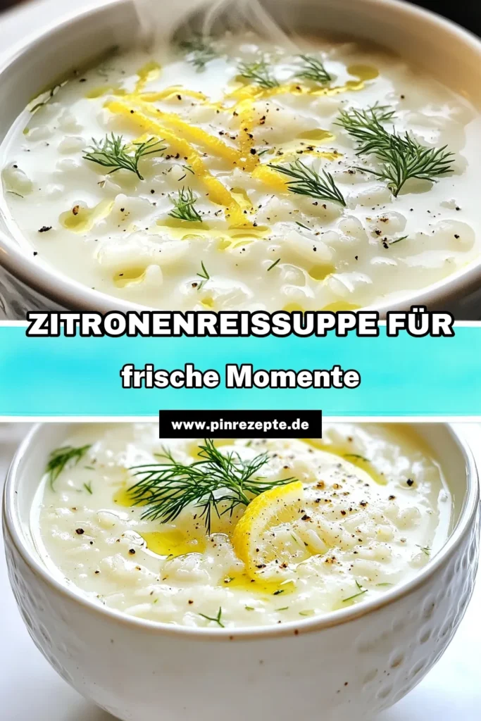 Entdecke das köstliche Rezept für Griechische Zitronen-Reissuppe, eine gesunde griechische Spezialität! Diese einfache Reissuppe Rezept mit Jasminreis, frischen Zutaten und einem Hauch Zitrone ist perfekt für jede Gelegenheit. In nur 35 Minuten zauberst du eine cremige, aromatische Suppe, die deine Familie begeistern wird. Probiere es heute aus und genieße das mediterrane Flair! #GriechischeZitronenReissuppe #GesundeRezepte #EinfacheReissuppe #Zitronensuppe