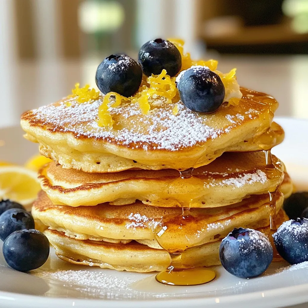 Für die perfekten Zitronen-Blaubeer-Ricotta-Pfannkuchen brauchen wir folgende Hauptzutaten: - 1 Tasse Allzweckmehl - 1 Teelöffel Backpulver - 1/2 Teelöffel Natron - 1/4 Teelöffel Salz - 1 Tasse Ricotta-Käse - 1 großes Ei - 1/4 Tasse Milch (oder Mandelmilch für eine milchfreie Option) - 1/4 Tasse Kristallzucker - Schale von 1 Zitrone - 1 Esslöffel frischer Zitronensaft - 1 Tasse frische Blaubeeren (plus extra zum Servieren) - Butter oder Öl zum Braten Diese Zutaten ergeben einen fluffigen, leckeren Pfannkuchenteig. Ricotta macht die Pfannkuchen besonders cremig. Die Zitrone bringt Frische. Wenn du eine milchfreie Option suchst, nimm einfach Mandelmilch. Sie hat einen milden Geschmack. Soja- oder Hafermilch sind ebenfalls gute Alternativen. Diese Optionen geben den Pfannkuchen eine schöne Textur. Wähle frische Blaubeeren für den besten Geschmack. Achte auf feste, glänzende Beeren ohne Druckstellen. Frische Blaubeeren haben eine tiefblaue Farbe. Wenn du gefrorene verwendest, tau sie zuerst auf. Mit diesen Zutaten und Tipps bist du bereit, köstliche Zitronen-Blaubeer-Ricotta-Pfannkuchen zu machen! {{ingredient_image_2}} Zuerst nehmen wir eine mittelgroße Schüssel. Dort geben wir das Mehl, Backpulver, Natron und Salz. Rühren Sie alles gut um. Es ist wichtig, dass die trockenen Zutaten gut vermischt sind. Sobald das erledigt ist, stellen wir die Schüssel beiseite. So sind wir bereit für den nächsten Schritt. Jetzt benötigen wir eine große Rührschüssel. Dort geben wir den Ricotta, das Ei, die Milch, den Zucker, die Zitronenschale und den Zitronensaft. Mischen Sie alles gründlich. Ziel ist es, eine glatte Masse zu erhalten. Danach fügen wir die trockenen Zutaten langsam hinzu. Rühren Sie sanft, bis alles gut vermischt ist. Es ist okay, wenn einige Klumpen bleiben. Zum Schluss heben wir die frischen Blaubeeren vorsichtig unter den Teig. So bleiben sie ganz und verteilen sich gleichmäßig. Für diesen Schritt benötigen wir eine antihaftbeschichtete Pfanne. Erhitzen Sie die Pfanne bei mittlerer Hitze. Fetten Sie sie leicht mit Butter oder Öl ein. Nehmen Sie etwa 1/4 Tasse Teig und geben Sie ihn in die Pfanne. Backen Sie die Pfannkuchen 3 bis 4 Minuten lang. Sie sind bereit zum Wenden, wenn sich Blasen bilden. Drehen Sie die Pfannkuchen vorsichtig um und backen Sie sie für weitere 2 bis 3 Minuten. Sie sind fertig, wenn sie goldbraun sind. Nehmen Sie sie aus der Pfanne und halten Sie sie warm, während Sie den restlichen Teig wiederholen. Um die perfekte Konsistenz zu erreichen, mischen Sie die trockenen Zutaten gut. Verwenden Sie frischen Ricotta für einen cremigen Teig. Halten Sie die Mischung leicht klumpig. Das macht die Pfannkuchen fluffig und zart. Übermixen kann die Pfannkuchen hart machen. Rühren Sie nur so lange, bis alles gut vermischt ist. Ein paar Klumpen sind völlig in Ordnung. So bleibt der Teig luftig und die Pfannkuchen werden schön locker. Sie können dem Teig etwas Zimt oder Muskatnuss hinzufügen. Diese Gewürze passen gut zu Zitronen und Blaubeeren. Ein Hauch von Vanille kann auch den Geschmack vertiefen. Experimentieren Sie, um Ihre eigene Note zu finden! Pro Tipps Verwenden Sie frische Blaubeeren: Für den besten Geschmack und die beste Textur verwenden Sie unbedingt frische Blaubeeren anstelle von gefrorenen. Pfanne gut vorheizen: Stellen Sie sicher, dass die Pfanne gut vorgeheizt ist, um eine gleichmäßige Bräunung der Pfannkuchen zu gewährleisten. Teig nicht übermixen: Rühren Sie den Teig nur so lange, bis die Zutaten gerade so kombiniert sind. Ein paar Klumpen sind in Ordnung, um die Pfannkuchen fluffig zu halten. Warmhalten der Pfannkuchen: Halten Sie die fertigen Pfannkuchen im Ofen bei niedriger Temperatur warm, während Sie die restlichen backen, damit sie alle gleichzeitig serviert werden können. {{image_4}} Um glutenfreie Pfannkuchen zu machen, tauschen Sie das Allzweckmehl aus. Verwenden Sie eine glutenfreie Mehlmischung. Diese Mischungen sind oft gut für Pfannkuchen geeignet. Achten Sie darauf, dass die Mischung Xanthan oder Guarkernmehl enthält. Diese Zutaten helfen, die Struktur zu halten. Folgen Sie dann dem Rezept wie gewohnt. Sie werden trotzdem fluffige und leckere Pfannkuchen erhalten. Für eine vegane Version können Sie den Ricotta durch Cashewcreme ersetzen. Weichen Sie dafür rohe Cashews über Nacht ein. Pürieren Sie sie dann mit etwas Zitronensaft und Wasser. Das Ei kann durch einen Esslöffel Leinsamen ersetzt werden. Mischen Sie einen Esslöffel Leinsamen mit drei Esslöffeln Wasser. Lassen Sie es ein paar Minuten stehen, bis es dick wird. Diese Alternativen geben den Pfannkuchen die richtige Konsistenz. Experimentieren Sie mit verschiedenen Früchten! Erdbeeren, Himbeeren oder sogar Bananen passen gut zu den Pfannkuchen. Fügen Sie die Früchte einfach zum Teig hinzu, wie die Blaubeeren. Für Toppings können Sie Joghurt, Honig oder Ahornsirup verwenden. Auch ein Hauch von Zimt oder Vanille kann den Geschmack verbessern. Seien Sie kreativ und finden Sie Ihre Lieblingskombination! Wenn Sie Pfannkuchen übrig haben, bewahren Sie sie im Kühlschrank auf. Legen Sie die Pfannkuchen in einen luftdichten Behälter. So bleiben sie frisch. Sie können sie bis zu zwei Tage aufbewahren. Vor dem Servieren einfach aufwärmen. Um Pfannkuchen für später zu genießen, frieren Sie sie ein. Trennen Sie jede Schicht mit Backpapier, damit sie nicht zusammenkleben. Legen Sie die Pfannkuchen in einen gefriergeeigneten Beutel. So können sie bis zu drei Monate halten. Um die Pfannkuchen wieder aufzuwärmen, nutzen Sie die Pfanne oder den Ofen. In der Pfanne bei mittlerer Hitze etwa zwei Minuten pro Seite aufwärmen. Im Ofen können Sie sie bei 180 Grad Celsius für fünf bis sieben Minuten aufbacken. So bleiben die Pfannkuchen fluffig und lecker. Um fluffige Pfannkuchen zu machen, ist es wichtig, die trockenen und nassen Zutaten getrennt zu mischen. Mische das Mehl mit dem Backpulver, Natron und Salz gut. Dann vermenge die nassen Zutaten, bis sie glatt sind. Rühre die trockenen Zutaten vorsichtig unter. Lasse dabei einige Klumpen im Teig. Übermixe den Teig nicht, da dies die Pfannkuchen zäh machen kann. Ja, du kannst andere Früchte verwenden! Himbeeren, Erdbeeren oder sogar Bananen passen gut. Diese Früchte bringen ihren eigenen Geschmack und Frische in die Pfannkuchen. Wenn du gefrorene Früchte verwendest, tau sie vorher auf und lasse das Wasser abtropfen. Das hilft, den Teig nicht zu wässern. Die besten Toppings sind frische Blaubeeren und ein Spritzer Ahornsirup. Puderzucker macht die Pfannkuchen noch schöner. Du kannst auch griechischen Joghurt oder einen Spritzer Zitronensaft hinzufügen. Nüsse oder Kokosraspeln sorgen für zusätzlichen Crunch. Experimentiere mit verschiedenen Toppings, um deine perfekten Pfannkuchen zu kreieren! Zitronen-Blaubeer-Ricotta-Pfannkuchen sind lecker und einfach zu machen. Wir haben die besten Zutaten und Schritte betrachtet. Außerdem hast du Tipps zur perfekten Teigkonsistenz und Variationen entdeckt. Denke daran, die Pfannkuchen richtig aufzubewahren, damit sie frisch bleiben. Probiere verschiedene Toppings und Früchte aus, um deinen Pfannkuchen zu verfeinern. Mit den richtigen Tricks und Zutaten sind diese Pfannkuchen ein Hit. Viel Spaß beim Ausprobieren!