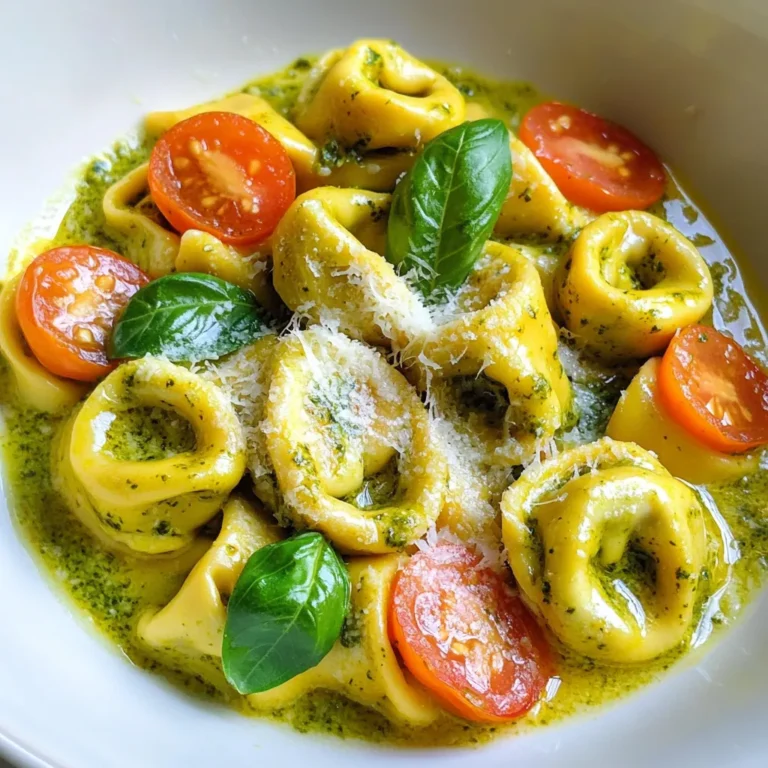 Für cremige Pesto-Tortellini benötigst du einige wichtige Zutaten: - 340 g Käse-Tortellini - 240 ml Schlagsahne - 125 g Basilikum-Pesto - 30 g geriebener Parmesankäse Diese Zutaten bilden die Basis für das Gericht. Die Käse-Tortellini bringen Geschmack und Fülle. Die Schlagsahne sorgt für die cremige Textur. Das Basilikum-Pesto verleiht ein frisches Aroma. Der Parmesankäse rundet das Ganze ab. Die richtigen Gewürze und Öle sind entscheidend für den Geschmack: - 2 Esslöffel Olivenöl - 3 Zehen Knoblauch, fein gehackt - Salz und Pfeffer nach Geschmack Das Olivenöl bringt gesunde Fette und Geschmack. Frischer Knoblauch fügt Aroma hinzu. Salz und Pfeffer sind wichtig, um das Gericht abzurunden. Frische Zutaten können das Gericht noch besser machen. Hier sind einige Optionen: - 150 g Kirschtomaten, halbiert - Frische Basilikumblätter zur Garnierung Kirschtomaten bringen Süße und Frische. Sie sorgen für Farbe und Textur. Frische Basilikumblätter sind eine tolle Garnierung. Sie machen das Gericht ansprechender und verleihen zusätzlichen Geschmack. {{ingredient_image_2}} Zuerst bringe ich einen großen Topf mit leicht gesalzenem Wasser zum Kochen. Ich füge die 340 g Käse-Tortellini hinzu. Ich koche sie nach den Anweisungen auf der Verpackung, bis sie al dente sind. Das dauert meist etwa 3 bis 5 Minuten. Danach lasse ich die Tortellini gut abtropfen und stelle sie beiseite. So sind sie bereit für die leckere Sauce. In einer großen Pfanne erhitze ich 2 Esslöffel Olivenöl bei mittlerer Hitze. Ich gebe die 3 gehackten Knoblauchzehen hinein und sautieren sie etwa 1 Minute. Es ist wichtig, darauf zu achten, dass der Knoblauch nicht verbrennt. Danach kommen die 150 g halbierten Kirschtomaten in die Pfanne. Ich koche sie 3-4 Minuten lang, bis sie weich sind und ihren Saft abgeben. Jetzt reduziere ich die Hitze auf niedrig und gieße 240 ml Schlagsahne in die Pfanne. Ich rühre vorsichtig, um die Sahne mit dem Knoblauch und den Tomaten zu vermischen. Zum Schluss füge ich 125 g Basilikum-Pesto hinzu und rühre, bis es gut vermischt ist. Jetzt gebe ich die gekochten Tortellini in die Pfanne. Ich wende sie vorsichtig, damit sie gleichmäßig mit der cremigen Pesto-Sauce umhüllt werden. Ich rühre dann 30 g geriebenen Parmesankäse unter und würze das Gericht mit Salz und Pfeffer nach Geschmack. Ich lasse alles 2-3 Minuten köcheln, damit es schön warm wird. Zum Servieren platziere ich die Tortellini auf Tellern und garniere sie mit frischen Basilikumblättern und etwas mehr Parmesankäse, wenn ich möchte. Die Garzeit für Käse-Tortellini ist wichtig. Kochen Sie die Tortellini nicht zu lange. Folgen Sie den Anweisungen auf der Verpackung. Normalerweise sind 3 bis 5 Minuten ausreichend. Achten Sie darauf, sie al dente zu kochen. So bleiben sie fest und lecker. Um übergekochtes Gemüse zu vermeiden, fügen Sie die Kirschtomaten später hinzu. Kochen Sie die Tomaten nur 3 bis 4 Minuten. So bleiben sie saftig und frisch. Achten Sie darauf, die Hitze nicht zu hoch einzustellen. Regelmäßiges Rühren hilft, die Tomaten gleichmäßig zu garen. Um die Sauce schön cremig zu machen, fügen Sie die Schlagsahne langsam hinzu. Rühren Sie die Sahne gut mit den anderen Zutaten. Das Pesto sollte gut eingearbeitet werden. Wenn die Sauce zu dick ist, können Sie etwas Wasser hinzufügen. So bleibt die Konsistenz perfekt für die Tortellini. Pro Tipps Verwenden Sie frisches Pesto: Wenn möglich, nutzen Sie frisches Basilikum-Pesto anstelle von gekauftem, um den Geschmack zu intensivieren. Die perfekte Tortellini-Konsistenz: Achten Sie darauf, die Tortellini nicht zu lange zu kochen, um eine zähe Textur zu vermeiden; al dente ist ideal. Variieren Sie das Gemüse: Fügen Sie zusätzliches Gemüse wie Spinat oder Zucchini hinzu, um mehr Geschmack und Nährstoffe zu integrieren. Parmesan für die Garnitur: Verwenden Sie frisch geriebenen Parmesan für den besten Geschmack und eine ansprechende Präsentation. {{image_4}} Um das Rezept vegetarisch zu gestalten, ersetzen Sie die Käse-Tortellini durch Spinat-Tortellini. Diese bringen eine frische Note und passen gut zu Pesto. Sie können auch Zucchini-Nudeln verwenden, um eine leichtere Option zu bieten. Diese sind glutenfrei und reich an Nährstoffen. Für mehr Protein fügen Sie gebratene Kichererbsen oder Hühnchen hinzu. Diese geben dem Gericht mehr Substanz und machen es sättigender. Garnelen sind auch eine großartige Wahl, da sie schnell garen und gut mit der Sauce harmonieren. Nutzen Sie saisonales Gemüse, um dem Gericht zusätzlichen Geschmack zu verleihen. Spargel oder Erbsen sind im Frühling perfekt. Im Sommer passen Paprika oder Zucchini gut dazu. Diese Gemüsesorten bringen Farbe und frischen Geschmack in die Tortellini. Um die Reste der cremigen Pesto-Tortellini richtig zu lagern, lege sie in einen luftdichten Behälter. So bleiben sie frisch und lecker. Stelle den Behälter in den Kühlschrank. Dort halten sich die Tortellini etwa 3 Tage. Achte darauf, sie abzukühlen, bevor du sie lagern. So vermeidest du Kondenswasser. Wenn du mehr für später haben möchtest, kannst du die Tortellini auch einfrieren. Lege sie in einen gefrierfesten Behälter oder einen Gefrierbeutel. Achte darauf, die Luft herauszudrücken. So bleiben die Tortellini bis zu 2 Monate gut. Beschrifte die Verpackung mit dem Datum, damit du weißt, wann du sie eingefroren hast. Um die Tortellini wieder aufzuwärmen, nutze eine Pfanne oder die Mikrowelle. Erhitze sie langsam, um die cremige Textur zu erhalten. Falls nötig, füge einen kleinen Schuss Sahne oder Wasser hinzu, um die Sauce aufzulockern. So wird das Gericht wieder schön cremig und lecker. Ja, frisches Pesto ist eine tolle Option. Es hat einen intensiveren Geschmack. Frisches Pesto macht das Gericht lebendiger. Achten Sie darauf, die Menge anzupassen. Ein wenig mehr oder weniger kann den Geschmack ändern. Das Gericht bleibt bis zu drei Tage frisch im Kühlschrank. Lagern Sie es in einem luftdichten Behälter. Vor dem Essen einfach aufwärmen. Achten Sie darauf, es gut zu rühren. So bleibt die cremige Textur erhalten. Das Rezept ist nicht glutenfrei, da Tortellini aus Weizen bestehen. Sie können jedoch glutenfreie Tortellini verwenden. Diese sind in vielen Geschäften erhältlich. Achten Sie beim Kauf auf die Zutatenliste. So vermeiden Sie glutenhaltige Produkte. In diesem Blogbeitrag haben wir die besten Zutaten für Tortellini erforscht. Wir haben wichtige Teile wie Gewürze und frische Zutaten betrachtet. Zudem gab es eine Schritt-für-Schritt-Anleitung zur Zubereitung und hilfreiche Tipps, um perfekte Ergebnisse zu erzielen. Variationen machen dieses Gericht vielseitig und spannend. Schließlich haben wir wichtige Informationen zur Lagerung und häufige Fragen beantwortet. Kochen kann einfach und lecker sein. Mit diesen Tipps gelingt es dir immer!
