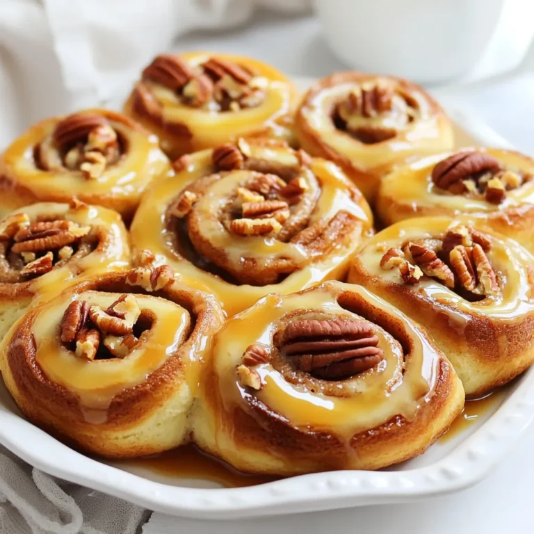 Um die besten Karamell-Pekan-Zimt-Schnecken zu machen, brauchst du: - 2 Tassen Allzweckmehl, plus zusätzlich zum Ausstauben - 2 Esslöffel Zucker (Kristallzucker) - 1 Päckchen (2 ¼ Teelöffel) Trockenhefe - ¾ Tasse Milch, auf etwa 43°C erwärmt - 3 Esslöffel ungesalzene Butter, geschmolzen - 1 großes Ei - ½ Teelöffel Salz - ½ Tasse brauner Zucker, fest gepackt - 1 Esslöffel gemahlener Zimt - ½ Tasse gehackte Pekannüsse - ½ Tasse Karamellsauce (fertig gekauft oder selbstgemacht) - Frischkäsefrosting zum Beträufeln (optional) Diese Zutaten helfen dir, leckere und weiche Zimt-Schnecken zu machen. Es gibt viele Möglichkeiten, Karamellsauce zu verwenden. Du kannst sie selbst machen oder kaufen. Wenn du sie selbst machen willst, brauchst du Zucker, Butter und Sahne. Karamellsauce kann dick oder dünn sein. Dünne Sauce ist perfekt zum Träufeln. Dicke Sauce ist toll zum Eintauchen. Wähle, was dir am besten gefällt. Pekannüsse sind ein wichtiger Teil deiner Zimt-Schnecken. Achte darauf, frische und knackige Nüsse zu wählen. Sie sollten nicht ranzig riechen. Du kannst rohe oder geröstete Pekannüsse verwenden. Geröstete Nüsse geben mehr Geschmack. Hacke die Nüsse grob, damit sie gut in den Teig passen. {{ingredient_image_2}} Zuerst mache ich die Hefe bereit. In einer kleinen Schüssel mische ich die warme Milch mit der Trockenhefe. Ich lasse das Ganze etwa 5-10 Minuten stehen, bis es schaumig wird. In einer großen Schüssel vermenge ich das Mehl, den Zucker und das Salz. Ich forme in der Mitte eine Mulde. Dort gebe ich die Hefemischung, die geschmolzene Butter und das Ei hinein. Jetzt vermenge ich alles gut, bis ein Teig entsteht. Ich knete den Teig auf einer leicht bemehlten Fläche etwa 5-7 Minuten lang, bis er glatt und elastisch ist. Anschließend lege ich den Teig in eine gefettete Schüssel. Ich decke ihn mit einem feuchten Tuch ab und lasse ihn an einem warmen Ort für eine Stunde gehen. Der Teig sollte sich dabei verdoppeln. Sobald der Teig aufgegangen ist, drücke ich ihn nieder. Ich rolle ihn auf eine Größe von etwa 30x45 cm aus. Dann verteile ich die restliche geschmolzene Butter gleichmäßig über den Teig. Jetzt mische ich den braunen Zucker mit dem Zimt in einer kleinen Schüssel und streue diese Mischung gleichmäßig über den Teig. Jetzt kommen die gehackten Pekannüsse. Ich verteile sie gleichmäßig auf der Zimt-Zucker-Oberfläche. Von einer Seite rolle ich den Teig fest auf. Die Rolle schneide ich in 12 gleich große Stücke. In einer gefetteten Auflaufform träufle ich ¼ Tasse Karamellsauce auf den Boden. Ich lege die Zimtschnecken mit der Schnittfläche nach oben in die Form. Ich decke die Schnecken mit einem Handtuch ab und lasse sie nochmals 30 Minuten gehen. In der Zwischenzeit heize ich den Ofen auf 175°C vor. Wenn die Schnecken genug gegangen sind, backe ich sie für 25-30 Minuten. Sie sind fertig, wenn sie goldbraun sind. Nach dem Backen nehme ich die Schnecken aus dem Ofen. Ich träufle die restliche Karamellsauce darüber, solange sie noch warm sind. Wenn ich möchte, gebe ich auch etwas Frischkäsefrosting darüber. Jetzt sind die Zimt-Schnecken bereit zum Genießen! Fehler können beim Backen leicht passieren. Hier sind einige Tipps, um sie zu vermeiden: - Hefeteig nicht zu lange kneten: Knete den Teig nur, bis er glatt ist. Zu langes Kneten macht den Teig zäh. - Milchtemperatur überprüfen: Die Milch sollte warm, aber nicht heiß sein. Zu hohe Temperaturen können die Hefe abtöten. - Teig nicht übergehen lassen: Lass den Teig nur bis zur Verdopplung des Volumens gehen. Zu langes Gehen kann die Struktur schwächen. Der Hefeteig ist der Schlüssel für fluffige Zimt-Schnecken. Hier sind einige Tricks: - Warmer Ort: Lass den Teig an einem warmen Ort gehen. Dies fördert das Wachstum der Hefe. - Feuchtes Tuch: Decke den Teig mit einem feuchten Tuch ab. Dies hält die Feuchtigkeit und verhindert, dass der Teig austrocknet. - Zweimal gehen lassen: Lass den Teig nach dem Formen erneut gehen. Dies sorgt für eine bessere Textur und mehr Volumen. Um den Geschmack der Zimt-Schnecken zu intensivieren, kannst du folgende Tipps nutzen: - Frische Gewürze: Verwende frischen Zimt anstelle von gemahlenem Zimt, wenn möglich. Das verbessert den Geschmack. - Nüsse rösten: Röste die Pekannüsse leicht vor der Verwendung. Das hebt ihren Geschmack und das Aroma hervor. - Mehr Karamell: Träufle extra Karamellsauce über die fertigen Schnecken. Das macht sie noch süßer und leckerer. Pro Tips Die richtige Temperatur für die Milch: Achte darauf, die Milch auf etwa 43°C zu erwärmen, um die Hefe zu aktivieren, ohne sie zu töten. Zu hohe Temperaturen können die Hefe schädigen. Teig ausreichend gehen lassen: Lasse den Teig genug Zeit, um zu gehen, bis er sich verdoppelt hat. Dies sorgt für eine luftige und zarte Konsistenz der Schnecken. Variation der Füllung: Experimentiere mit verschiedenen Nüssen oder füge Schokoladenstückchen hinzu, um den Geschmack zu variieren und die Schnecken nach deinem persönlichen Geschmack anzupassen. Karamellsauce warm hinzufügen: Träufle die Karamellsauce noch warm über die Schnecken, um sicherzustellen, dass sie gut einzieht und eine köstliche, klebrige Textur entsteht. {{image_4}} Wenn Sie eine neue Note hinzufügen möchten, probieren Sie andere Nüsse. Mandeln, Walnüsse oder Haselnüsse können gut schmecken. Diese Nüsse bringen verschiedene Aromen und Texturen. Sie können auch gemischte Nüsse verwenden. Diese Option macht die Schnecken interessanter und leckerer. Seien Sie kreativ mit den Füllungen! Anstelle von Pekannüssen können Sie Rosinen oder Schokoladenstückchen verwenden. Diese Zutaten bringen eine süße Überraschung. Auch eine Kombination aus verschiedenen Füllungen ist möglich. Versuchen Sie zum Beispiel, Zimt mit Schokolade zu mischen. So entstehen neue Geschmackserlebnisse. Für Feiertage oder Feiern können Sie Ihre Schnecken anpassen. Fügen Sie festliche Gewürze wie Muskatnuss oder Ingwer hinzu. Diese Geschmäcker passen gut in die Winterzeit. Ein Hauch von Vanille im Teig macht die Schnecken besonders. Sie können auch eine Glasur aus Puderzucker und Zitrone verwenden. Diese Glasur gibt einen frischen, süßen Kick. Karamellisierte Pekan-Zimt-Schnecken schmecken am besten frisch. Wenn du Reste hast, lege sie in einen luftdichten Behälter. So bleiben sie weich und lecker. Stelle sicher, dass die Schnecken vollständig abgekühlt sind, bevor du sie lagerst. Sie bleiben bei Raumtemperatur etwa 2 bis 3 Tage frisch. Wenn du mehr Zimt-Schnecken zubereitest, friere sie einfach ein. Lege die abgekühlten Schnecken in einen Gefrierbeutel. Achte darauf, die Luft gut herauszudrücken. So bleiben sie bis zu 2 Monate haltbar. Zum Auftauen lege die Schnecken einfach in den Kühlschrank. Lass sie dort über Nacht ruhen. Du kannst sie auch direkt bei Raumtemperatur auftauen. Um die frisch gebackene Textur zu erhalten, erwärme die Schnecken am besten im Ofen. Heize den Ofen auf 150°C vor. Lege die Schnecken auf ein Backblech und backe sie 10 Minuten lang. Du kannst auch die Mikrowelle nutzen, aber achte darauf, sie nur 10-15 Sekunden zu erhitzen. So werden sie nicht zäh. Ein Spritzer Karamellsauce oder etwas Frischkäsefrosting macht sie noch köstlicher! Karamellisierte Pekan-Zimt-Schnecken sind frisch am besten. Lagere sie in einem luftdichten Behälter. So bleiben sie bis zu fünf Tage lecker. Du kannst sie auch einfrieren. Im Gefrierbeutel halten sie bis zu drei Monate. Wenn du sie aufwärmst, schmecken sie fast wie frisch gebacken. Ja, du kannst die Zimt-Schnecken vegan machen. Ersetze die Milch durch pflanzliche Milch. Verwende auch vegane Butter anstelle von ungesalzener Butter. Statt des Eies kannst du Apfelmus oder Leinsamen verwenden. Diese Alternativen sorgen für einen tollen Geschmack und eine gute Textur. Karamellsauce findest du in den meisten Supermärkten. Sie steht oft in der Nähe des Eis oder der Backzutaten. Wenn du sie selbst machen möchtest, ist das einfach. Mische Zucker und Wasser in einem Topf und erhitze es. Lass es kochen, bis es goldbraun wird. Dann füge Sahne hinzu und rühre gut um. Lass die Sauce abkühlen, bevor du sie verwendest. Dieses Rezept für karamellisierte Pekan-Zimt-Schnecken bietet viele tolle Ideen. Wir haben die Hauptzutaten, die Zubereitungsschritte und nützliche Tipps besprochen. Auch Variationen und Lagerung sind wichtig für den Genuss. Denke daran, dass die richtigen Nüsse den Geschmack verändern können. Mit diesen Tricks machst du die besten Zimt-Schnecken. Probiere verschiedene Füllungen aus und genieße die vielen Möglichkeiten. Viel Spaß beim Backen!