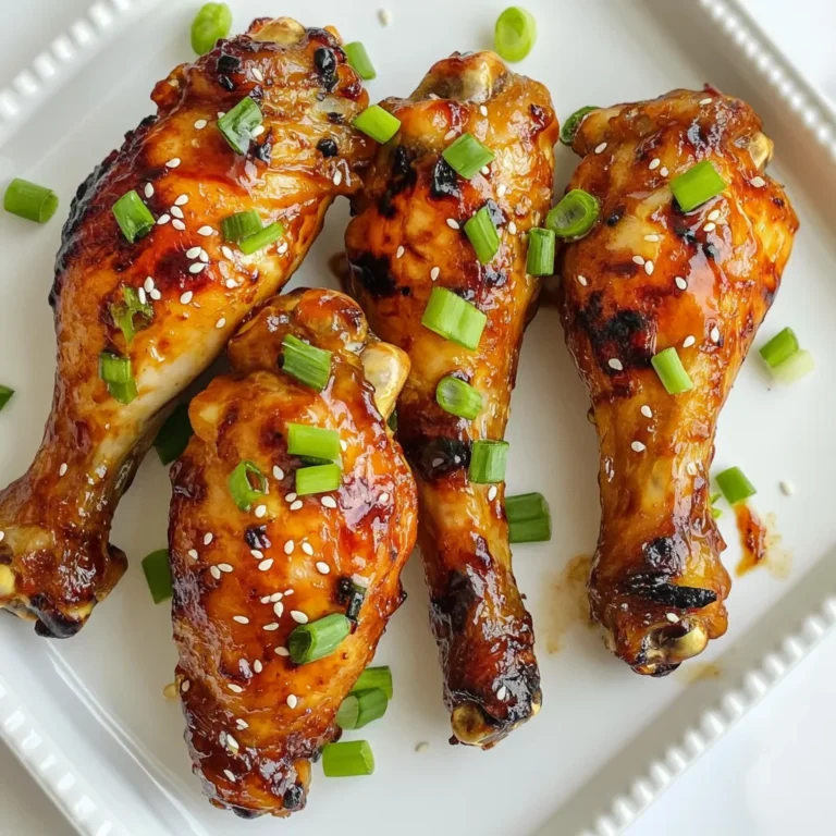 Für dieses leckere Gericht benötigst du folgende Zutaten: - 8 Hähnchenschenkel - 120 ml Sojasauce - 60 ml Honig - 45 ml Reisessig - 30 ml Sesamöl - 3 Knoblauchzehen, fein gehackt - 2,5 cm frischer Ingwer, gerieben - 1 Teelöffel schwarzer Pfeffer, gemahlen - 2 Frühlingszwiebeln, in Ringe geschnitten (zum Garnieren) - Sesamkörner (zum Garnieren) Diese Zutaten sorgen für einen tollen Geschmack. Die Hähnchenschenkel werden süß und herzhaft. Wenn du die Zutaten abmisst, nutze einen Messbecher für Flüssigkeiten. Ein Teelöffel hilft dir bei den kleineren Mengen. Achte darauf, dass du frische Zutaten wählst. Das macht einen großen Unterschied im Geschmack. - Sojasauce: Fülle den Messbecher bis zur 120 ml-Marke. - Honig: Gieße bis zur 60 ml-Marke. Honig kann klebrig sein, also verwende einen Spatel, um alles herauszukriegen. - Reisessig: Messen auf 45 ml. - Sesamöl: 30 ml abmessen. - Knoblauch und Ingwer: Hacke und reibe sie frisch. Das bringt mehr Aroma. Achte darauf, hochwertige Sojasauce zu verwenden. Sie hat einen reinen Geschmack. Frischer Ingwer gibt dir mehr Schärfe und Duft. - Honig: Wähle echten Honig, nicht Sirup. - Sesamöl: Nutze geröstetes Sesamöl für mehr Tiefe. - Frühlingszwiebeln: Frisch sind sie knackiger und leckerer. - Sesamkörner: Röstest du sie vorher, schmecken sie noch besser. Mit diesen Zutaten und Tipps wird dein Gericht ein Hit! {{ingredient_image_2}} Um die Hähnchenschenkel richtig zu marinieren, brauche ich eine große Schüssel. Ich gebe die Sojasauce, den Honig, den Reisessig, und das Sesamöl hinein. Dann füge ich die fein gehackten Knoblauchzehen, den geriebenen Ingwer und den gemahlenen schwarzen Pfeffer hinzu. Es ist wichtig, alles gut zu verrühren. So vereinen sich die Aromen. Dann lege ich die Hähnchenschenkel in einen großen, wiederverschließbaren Plastikbeutel oder eine flache Schale. Ich gieße die Marinade gleichmäßig über die Schenkel. Ich verschließe den Beutel oder decke die Schüssel ab. So zieht die Marinade gut ein. Ich lasse das Ganze mindestens eine Stunde im Kühlschrank. Ideal ist es, wenn ich die Hähnchenschenkel über Nacht mariniere. Jetzt ist es an der Zeit, den Ofen vorzubereiten. Ich heize den Ofen auf 200°C vor. Während der Ofen warm wird, lege ich ein Backblech mit Alufolie aus. Darauf platziere ich ein Kühlschiff oder einen Rost. So kann die Hitze um die Hähnchenschenkel zirkulieren. Ich nehme die marinierten Hähnchenschenkel aus dem Kühlschrank. Dann lasse ich die überschüssige Marinade abtropfen. Ich lege die Schenkel gleichmäßig auf den Rost. Es ist wichtig, dass sie sich nicht berühren. Die Hähnchenschenkel backe ich im Ofen für 35 bis 40 Minuten. Ich kontrolliere die Haut, sie sollte knusprig sein, und die Innentemperatur muss 74°C erreichen. In den letzten fünf Minuten der Garzeit, pinsle ich die reservierte Marinade großzügig über die Hähnchenschenkel. So bekomme ich noch mehr Geschmack. Nach dem Backen nehme ich die Schenkel aus dem Ofen und lasse sie fünf Minuten ruhen. Vor dem Servieren garniere ich sie mit geschnittenen Frühlingszwiebeln und Sesamkörnern. Um die beste Marinade zu bekommen, mische die Zutaten gut. Nutze frische Knoblauchzehen und Ingwer. Diese bringen viel Geschmack. Lass das Hähnchen mindestens eine Stunde marinieren. Für mehr Geschmack mariniere über Nacht. Achte darauf, die Marinade gut über das Fleisch zu verteilen. Für knusprige Haut ist der Ofen wichtig. Heize ihn gut vor, damit die Haut schnell bräunt. Lege die Hähnchenschenkel auf einen Rost, damit die Luft zirkulieren kann. So wird die Haut gleichmäßig knusprig. In den letzten fünf Minuten, pinsle die Marinade auf die Hähnchen. Das gibt einen tollen Glanz und zusätzlichen Geschmack. Für dieses Rezept brauchst du ein paar Dinge. - Große Schüssel zum Mischen - Wiederverschließbarer Plastikbeutel oder flache Schale für die Marinade - Backblech mit Alufolie - Kühlschiff oder Rost für das Backen Mit diesen Geräten wird das Kochen einfach und macht Spaß! Pro Tipps Marinieren für mehr Geschmack: Lassen Sie die Hähnchenschenkel idealerweise über Nacht in der Marinade, um den besten Geschmack zu erzielen. Knusprige Haut: Stellen Sie sicher, dass die Hähnchenschenkel beim Backen auf einem Rost liegen, damit die Luft zirkulieren kann und die Haut schön knusprig wird. Restliche Marinade verwenden: Pinsel in den letzten Minuten der Garzeit die Schenkel mit der reservierten Marinade, um zusätzlichen Geschmack und Glanz zu verleihen. Ruhen lassen: Lassen Sie die Hähnchenschenkel nach dem Backen etwa 5 Minuten ruhen, damit sich die Säfte im Fleisch setzen können. {{image_4}} Sie können das Rezept nach Ihrem Geschmack anpassen. Fügen Sie etwas Chilipaste für Schärfe hinzu. Vielleicht mögen Sie auch eine süßere Note? Verwenden Sie mehr Honig. Für einen rauchigen Geschmack können Sie geräucherte Sojasauce nutzen. Experimentieren Sie mit verschiedenen Kräutern wie Koriander oder Basilikum, um frische Aromen zu bringen. Die Beilagen machen Ihr Gericht noch besser. Reis ist eine klassische Wahl und passt gut zu den Aromen. Gebratene Gemüse wie Brokkoli oder Zucchini bieten Farbe und Nährstoffe. Auch ein knackiger Salat mit einer leichten Vinaigrette harmoniert gut. Wenn Sie etwas Herzhaftes wollen, probieren Sie Kartoffelpüree oder gebratene Süßkartoffeln. Wenn Sie die Hähnchenschenkel nicht im Ofen garen möchten, gibt es andere Methoden. Sie können sie auf dem Grill zubereiten, um einen tollen Grillgeschmack zu erhalten. Achten Sie darauf, die Marinade gut anzuwenden. Eine weitere Option ist das Schmoren in einer Pfanne. Das macht das Fleisch zart und saftig. In einer Heißluftfritteuse werden die Hähnchenschenkel knusprig und lecker. Wenn du Hähnchenschenkel übrig hast, lass sie zuerst abkühlen. Danach lege sie in einen luftdichten Behälter. Du kannst sie im Kühlschrank für 3 bis 4 Tage aufbewahren. Achte darauf, dass die Schenkel gut abgedeckt sind. So bleiben sie frisch und lecker. Falls du noch Marinade übrig hast, kannst du sie einfrieren. Fülle die Marinade in einen gefrierfesten Beutel. Achte darauf, die Luft herauszudrücken, bevor du ihn verschließt. So hält die Marinade bis zu 3 Monate. Zum Auftauen, lege die Marinade in den Kühlschrank. Lass sie dort über Nacht auftauen. Um die Hähnchenschenkel wieder aufzuwärmen, nutze den Ofen. Heize ihn auf 180°C. Lege die Schenkel auf ein Backblech und decke sie mit Alufolie ab. So bleiben sie saftig. Erwärme sie für etwa 15 bis 20 Minuten. Prüfe die Innentemperatur, sie sollte 74°C erreichen. So schmecken die Hähnchenschenkel fast wie frisch zubereitet! Ich empfehle, die Hähnchen mindestens 1 Stunde zu marinieren. Für besten Geschmack, marinieren Sie sie über Nacht. So zieht die Marinade tief in das Fleisch ein. Die Aromen aus Sojasauce, Honig und Ingwer werden intensiver. Dies gibt dem Hähnchen mehr Geschmack. Ja, die Marinade ist sehr vielseitig! Sie können sie für Gemüse oder Tofu nutzen. Einfach die Marinade in einem anderen Gericht verwenden. Denken Sie daran, die Marinade nur für rohe Zutaten zu verwenden. Das macht sie sicher und lecker. Zu den Hähnchenschenkeln passen viele Beilagen. Reis ist eine der besten Optionen. Auch gedämpftes Gemüse oder ein frischer Salat passen gut. Für etwas mehr Geschmack, probieren Sie gebratene Nudeln. Diese Beilagen ergänzen die süßen und salzigen Aromen perfekt. Süß-sojaglasierte Hähnchenschenkel sind lecker und einfach zu machen. Wir haben die Hauptzutaten, die Schritte zur Zubereitung und nützliche Tipps besprochen. Verschiedene Variationen und Aufbewahrungshinweise machen das Gericht flexibel. Denken Sie daran, die Marinierzeit und Beilagen zu berücksichtigen. Der Spaß beim Kochen liegt im Experimentieren. Probieren Sie neue Ideen aus! So genießen Sie stets ein köstliches Ergebnis.