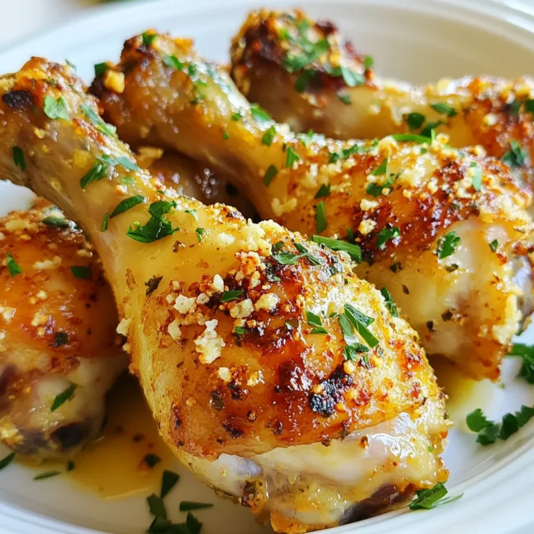 Für diese köstlichen Knoblauch-Parmesan Drumsticks brauchen wir einige Hauptzutaten. Diese sind: - 900 g Hühnerdrumsticks - 4 Knoblauchzehen, fein gehackt - 120 g geriebener Parmesan - 60 ml Olivenöl Diese Zutaten machen die Drumsticks saftig und voller Geschmack. Die Hühnerdrumsticks sind die Basis. Der Knoblauch bringt das Aroma, während der Parmesan eine tolle, knusprige Kruste gibt. Neben den Hauptzutaten kommen auch Gewürze zur Geltung. Diese sind: - 1 Esslöffel getrocknete italienische Kräuter (Oregano, Basilikum, Thymian) - 1 Teelöffel Zwiebelpulver - 1/2 Teelöffel schwarzer Pfeffer - 1/2 Teelöffel Salz Diese Gewürze verleihen den Drumsticks eine aufregende Tiefe. Die italienischen Kräuter sind besonders wichtig. Sie bringen frische Aromen, die gut mit dem Huhn harmonieren. Zwiebelpulver, Pfeffer und Salz runden den Geschmack ab. Zum Schluss können wir die Drumsticks mit etwas Frischem garnieren. Ich empfehle: - Frische Petersilie, gehackt Die gehackte Petersilie bringt Farbe und Frische auf den Teller. Sie ist einfach und macht den Unterschied. Ein grüner Akzent sieht schön aus und schmeckt gut. {{ingredient_image_2}} Heize deinen Ofen auf 220 °C vor. Das sorgt für eine knusprige Haut. Lege ein Backblech mit Backpapier aus. Das Papier hilft, die Drumsticks nicht festzukleben. Nimm eine große Schüssel. Füge den fein gehackten Knoblauch hinzu. Gib den geriebenen Parmesan dazu. Dann kommt das Olivenöl. Das sorgt für Geschmack und Feuchtigkeit. Füge die getrockneten italienischen Kräuter hinzu. Ich benutze Oregano, Basilikum und Thymian. Rühre alles gut um. Füge das Zwiebelpulver, den schwarzen Pfeffer und das Salz hinzu. Misch alles, bis du eine homogene Paste hast. Nimm die Hühnerdrumsticks und lege sie in die Schüssel. Drehe jedes Stück vorsichtig. Achte darauf, dass die Mischung gleichmäßig verteilt ist. So wird jedes Stück lecker. Platziere die beschichteten Drumsticks auf dem Backblech. Lass genug Platz zwischen den Stücken. So garen sie gleichmäßig. Um die Haut der Drumsticks extra knusprig zu bekommen, gibt es einige einfache Tricks. Zuerst solltest du die Hühnerdrumsticks gut abtrocknen. Feuchtigkeit macht die Haut weich. Benutze auch etwas mehr Olivenöl in der Knoblauch-Parmesan-Mischung. Das hilft, die Haut beim Backen schön knusprig zu machen. Eine weitere Möglichkeit ist, die Drumsticks am Ende kurz unter den Grill zu stellen. Achte aber darauf, sie im Auge zu behalten. So verhinderst du, dass sie anbrennen. Ein häufiger Fehler ist, die Drumsticks zu dicht auf das Blech zu legen. Wenn sie zu nah beieinander sind, garen sie nicht gleichmäßig. Achte darauf, genügend Platz zwischen den Stücken zu lassen. Ein weiterer Fehler ist, die Hühnerdrumsticks nicht lange genug zu backen. Es ist wichtig, die angegebene Zeit einzuhalten, damit das Fleisch zart und saftig bleibt. Auch das Würzen darf nicht zu kurz kommen. Eine gute Mischung aus Knoblauch und Parmesan ist der Schlüssel zum Geschmack. Wenn du mehr oder weniger Portionen brauchst, ist das einfach. Du kannst die Menge der Zutaten leicht anpassen. Für vier Portionen nutzt du 900 g Drumsticks. Für zwei Portionen nimmst du 450 g. Bei den Gewürzen kannst du die Mengen halbieren oder verdoppeln. Achte darauf, die Backzeit anzupassen. Mehr Drumsticks brauchen eventuell ein paar Minuten länger. Prüfe immer die Kerntemperatur, um sicherzustellen, dass das Huhn richtig durch ist. Pro Tipps Hühnerfleisch marinieren: Lassen Sie die Drumsticks mindestens 30 Minuten marinieren, damit die Aromen besser eindringen können. Parmesan variieren: Experimentieren Sie mit verschiedenen Käsesorten wie Pecorino oder Grana Padano für einen anderen Geschmack. Ofentemperatur überprüfen: Verwenden Sie ein Fleischthermometer, um sicherzustellen, dass das Hühnerfleisch eine Innentemperatur von 75 °C erreicht hat. Beilagenideen: Servieren Sie die Drumsticks mit einem frischen Salat oder knusprigen Ofenkartoffeln für eine vollwertige Mahlzeit. {{image_4}} Du kannst die Knoblauch-Parmesan-Dramsticks mit verschiedenen Kräutern und Gewürzen anpassen. Probiere frischen Thymian oder Rosmarin für einen anderen Geschmack. Auch geräuchertes Paprikapulver gibt einen tollen Kick. Nutze, was du magst, um die Aromen zu variieren. Wenn du es schärfer magst, füge Chili-Flocken hinzu. Ein Teelöffel reicht oft aus, um die Hitze zu spüren. Das passt super zum Knoblauch und Parmesan. Die Kombination macht die Drumsticks aufregend und lecker. Um den Geschmack zu verstärken, marinierst du die Drumsticks über Nacht. Lasse sie in der Knoblauch-Parmesan-Mischung im Kühlschrank. So ziehen die Aromen tief ins Fleisch ein. Am nächsten Tag sind die Drumsticks noch schmackhafter und zarter. Wenn du Reste von den Knoblauch Parmesan Drumsticks hast, lass sie zuerst abkühlen. Danach packe sie in einen luftdichten Behälter. So bleiben die Drumsticks frisch. Lagere sie im Kühlschrank. Sie halten sich dort für etwa drei bis vier Tage. Achte darauf, die Drumsticks nicht zu lange draußen stehen zu lassen. Das schützt vor Bakterien. Um die Drumsticks aufzuwärmen, heize deinen Ofen auf 180 °C vor. Lege die Drumsticks auf ein Backblech. Du kannst sie auch in der Mikrowelle aufwärmen, aber der Ofen macht sie knusprig. Backe sie für etwa 15 bis 20 Minuten. Überprüfe, ob sie heiß sind. Du willst, dass sie schön saftig bleiben. Für eine längere Lagerung kannst du die Drumsticks im Gefrierfach aufbewahren. Lege sie in einen gefriergeeigneten Behälter oder einen Beutel. Stelle sicher, dass du die Luft herausdrückst. So bleibt die Frische erhalten. Sie können bis zu drei Monate gefroren bleiben. Wenn du sie essen möchtest, tau die Drumsticks über Nacht im Kühlschrank auf. Danach kannst du sie wie gewohnt aufwärmen. Die Drumsticks backen etwa 30 bis 35 Minuten. Du solltest sie bei 220 °C (425 °F) backen. Achte darauf, dass sie goldbraun und knusprig sind. Wenn du ein noch knusprigeres Ergebnis möchtest, kannst du sie für 2 bis 3 Minuten unter den Grill stellen. Dabei ist es wichtig, sie genau zu beobachten, damit sie nicht anbrennen. Ja, du kannst frisches Hähnchen verwenden. Es ist sogar besser, weil es zarter ist. Achte darauf, dass die Garzeit gleich bleibt. Frisches Hähnchen braucht die gleiche Backzeit wie gefrorenes Hähnchen. Das Wichtigste ist, dass das Fleisch gut durchgegart ist. Überprüfe die Innentemperatur mit einem Fleischthermometer. Sie sollte mindestens 75 °C erreichen. Zu Knoblauch-Parmesan-Hühnchen passen viele Beilagen gut. Hier sind einige Ideen: - Salat: Ein frischer grüner Salat ergänzt die Aromen gut. - Ofengemüse: Geröstetes Gemüse bringt Farbe und Geschmack auf den Tisch. - Reis oder Quinoa: Diese Beilagen sind sättigend und einfach zubereitet. - Kartoffelspalten: Knusprige Kartoffeln passen perfekt zu diesem Gericht. Diese Beilagen machen dein Essen noch besser! Knoblauch-Parmesan-Hühnchen ist einfach zuzubereiten und lecker. Wir haben die Hauptzutaten, Gewürze und passende Garnierungen besprochen. Die Schritt-für-Schritt-Anleitung hilft dir, die Hühnchen perfekt zu marinieren und zu backen. Unsere Tipps verbessern die knusprige Haut und helfen, häufige Fehler zu vermeiden. Variationen der Rezeptur geben dir Freiheit beim Kochen. Schließlich solltest du wissen, wie man die Reste richtig lagert. Mit diesen Informationen bist du gut gerüstet, um ein schmackhaftes Gericht zu zaubern. Viel Spaß beim Kochen!