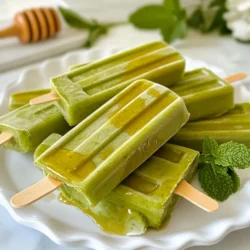 Für die perfekten Matcha Latte Popsicles brauchen Sie: - 2 Esslöffel Matcha-Grüntee-Pulver - 1 Tasse Kokosmilch (aus der Dose für mehr Cremigkeit) - 1/2 Tasse Mandelmilch (oder Milch nach Wahl) - 1/4 Tasse Honig oder Ahornsirup (nach Belieben anpassen) - 1 Teelöffel Vanilleextrakt - Eine Prise Meersalz Diese Zutaten sorgen für einen köstlichen Geschmack und eine erfrischende Konsistenz. Das Matcha-Pulver gibt den Popsicles ihre schöne grüne Farbe und den einzigartigen Geschmack. Kokosmilch macht sie cremig und reichhaltig. Es gibt viele Alternativen, die Sie verwenden können: - Kokosmilch: Sie können auch Hafermilch oder Sojamilch verwenden. Diese sind leicht und haben einen schönen Geschmack. - Honig: Wenn Sie vegan sind, verwenden Sie einfach Agavendicksaft. Er hat einen ähnlichen Geschmack. - Vanilleextrakt: Stattdessen können Sie auch Zimt verwenden, um einen anderen Geschmack zu bekommen. Diese Alternativen bieten verschiedene Vorteile. Zum Beispiel sind pflanzliche Milchsorten oft laktosefrei. Die Wahl des Matcha-Pulvers ist wichtig. Achten Sie auf die Qualität. - Ceremonial Grade: Dies ist die beste Qualität für Getränke. Es hat einen süßen Geschmack und eine leuchtende Farbe. - Culinary Grade: Ideal für Backen oder Kochen. Es ist günstiger und hat einen stärkeren Geschmack. Gutes Matcha-Pulver hat eine feine Textur. Sie sollten es vor der Verwendung sieben, um Klumpen zu vermeiden. So gelingt Ihnen eine glatte Mischung. {{ingredient_image_2}} Um köstliche Matcha Latte Popsicles zu machen, beginne mit der Vorbereitung deiner Zutaten. Du brauchst: - 2 Esslöffel Matcha-Grüntee-Pulver - 1 Tasse Kokosmilch (aus der Dose für mehr Cremigkeit) - 1/2 Tasse Mandelmilch (oder Milch nach Wahl) - 1/4 Tasse Honig oder Ahornsirup (nach Belieben anpassen) - 1 Teelöffel Vanilleextrakt - Eine Prise Meersalz Sichere dir frische Zutaten. Das Matcha-Pulver sollte frisch sein. Das sorgt für den besten Geschmack. Jetzt geht es an die Zubereitung. Beginne damit, das Matcha-Pulver in eine kleine Schüssel zu sieben. Das hilft, Klumpen zu vermeiden und macht die Mischung glatt. In einer anderen Schüssel vermische die Kokosmilch, Mandelmilch, Honig, Vanilleextrakt und das Meersalz. Rühre alles gut zusammen, bis es gut vermischt ist. Füge das gesiebte Matcha-Pulver langsam hinzu. Schlage die Mischung kontinuierlich auf. Das ist wichtig, damit sich das Matcha gut einarbeitet und die Mischung schön glatt wird. Probiere die Mischung und passe die Süße nach deinem Geschmack an. Jetzt kommt der spannende Teil: das Gießen in die Popsicle-Formen. Gieße die Matcha-Latte-Mischung vorsichtig in die Formen. Achte darauf, oben etwas Platz zu lassen. Die Mischung dehnt sich beim Gefrieren aus. Stecke die Popsicle-Sticks in die Formen und stelle sie ins Gefrierfach. Lass die Popsicles für mindestens 4 bis 6 Stunden gefrieren. Wenn sie fest sind, kannst du sie genießen! Um die Popsicles zu entfernen, halte die Formen kurz unter warmes Wasser. So lösen sie sich leichter. Um eine tolle Konsistenz zu bekommen, müssen wir das Matcha-Pulver gut sieben. Das hilft, Klumpen zu vermeiden. Ich empfehle, die Kokosmilch aus der Dose zu verwenden. Sie ist viel cremiger. Wenn du die Milchmischung gut vermischst, wird die Textur schön glatt. Ein starker Schneebesen oder ein Handmixer kann hier Wunder wirken. Jeder hat einen anderen Geschmack, wenn es um Süße geht. Ich starte mit 1/4 Tasse Honig oder Ahornsirup. Nach dem Mischen probiere ich die Mischung. Manchmal brauche ich mehr Süße, manchmal weniger. Du kannst auch andere Süßstoffe verwenden. Achte darauf, dass sie gut in der Mischung aufgehen. Ein häufiger Fehler ist, die Popsicles zu lange einzufrieren. Sie brauchen mindestens 4-6 Stunden. Wenn du sie zu früh herausnimmst, sind sie nicht fest. Ein weiterer Fehler ist, die Formen zu voll zu machen. Lass immer Platz für die Ausdehnung. So bekommst du die Popsicles leichter heraus. Wenn sie sich nicht lösen, halte die Formen kurz unter warmes Wasser. Pro Tipps Matcha-Pulver richtig sieben: Durch das Sieben des Matcha-Pulvers wird eine klumpenfreie und glatte Mischung erzielt, die die Textur der Popsicles verbessert. Variation der Süße: Passen Sie die Süße der Mischung nach Ihrem Geschmack an, indem Sie mehr oder weniger Honig oder Ahornsirup hinzufügen. Aromatisierung: Experimentieren Sie mit zusätzlichen Aromen wie Kakaopulver oder Zimt für eine interessante Geschmacksrichtung. Präsentation: Servieren Sie die Popsicles auf einem bunten Teller und garnieren Sie sie mit frischen Minzblättern oder zusätzlichem Matcha-Pulver für einen ansprechenden Look. {{image_4}} Vegane Matcha Latte Popsicles sind einfach zu machen. Ersetzen Sie die Honig mit Ahornsirup. Verwenden Sie nur pflanzliche Milch. Kokosmilch sorgt für eine cremige Textur. Diese Alternativen machen die Popsicles lecker und vegan. Sie sind perfekt für alle, die pflanzliche Ernährung mögen. Früchte bringen Frische in die Popsicles. Fügen Sie pürierte Mango oder Himbeeren hinzu. Diese Früchte passen gut zu Matcha. Sie geben einen süßen und fruchtigen Geschmack. Mischen Sie die pürierten Früchte vor dem Einfüllen in die Formen. So entstehen schöne, farbenfrohe Schichten. Kräuter und Gewürze bringen neuen Geschmack. Minze oder Basilikum sind tolle Optionen. Diese Kräuter geben einen frischen Geschmack. Zimt oder Kardamom können ebenfalls verwendet werden. Fügen Sie diese Gewürze in kleinen Mengen hinzu. So bleibt der Matcha-Geschmack stark und klar. Um perfekte Matcha Latte Popsicles zu machen, ist das Einfrieren wichtig. Gießen Sie die Mischung gleichmäßig in die Popsicle-Formen. Lassen Sie oben etwas Platz, da die Mischung beim Gefrieren expandiert. Stecken Sie die Sticks in die Formen. Achten Sie darauf, dass sie gerade sitzen. Stellen Sie die Formen dann in das Gefrierfach. Lassen Sie sie mindestens 4-6 Stunden gefrieren, bis sie fest sind. Die Popsicles halten sich bis zu zwei Monate im Gefrierfach. Verpacken Sie sie gut, um Gefrierbrand zu vermeiden. Sie können die Popsicles in einen luftdichten Behälter legen oder in Frischhaltefolie einwickeln. Beschriften Sie die Verpackung mit dem Datum. So wissen Sie, wann sie gemacht wurden. Reinigen Sie die Popsicle-Formen nach dem Gebrauch gründlich. Verwenden Sie warmes Seifenwasser, um Reste zu entfernen. Lassen Sie die Formen gut trocknen, bevor Sie sie lagern. So verhindern Sie Gerüche und Rückstände. Sie können die Formen viele Male verwenden. Das spart Geld und ist gut für die Umwelt. Wenn Sie neue Formen kaufen möchten, wählen Sie solche, die BPA-frei sind. Matcha Latte Popsicles sind nicht nur lecker, sondern auch gesund. Matcha ist reich an Antioxidantien. Diese helfen, den Körper vor freien Radikalen zu schützen. Es kann auch den Stoffwechsel ankurbeln und die Konzentration verbessern. Kokosmilch liefert gesunde Fette und ein cremiges Mundgefühl. Mandelmilch ist leicht und hat wenig Kalorien. Wenn Sie Honig oder Ahornsirup verwenden, fügen Sie natürliche Süße hinzu. Diese Popsicles bieten eine gesunde Erfrischung an warmen Tagen. Sie können Matcha-Pulver in vielen Geschäften finden. Besuchen Sie Bio-Läden oder Teeshops. Diese bieten oft eine gute Auswahl. Online-Händler wie Amazon oder spezielle Teeshops haben ebenfalls Matcha. Achten Sie auf die Qualität. Hochwertiges Matcha hat eine leuchtend grüne Farbe und einen feinen, weichen Geschmack. Lesen Sie die Bewertungen, um die beste Wahl zu treffen. Ja, Sie können die Popsicles ohne Zucker machen. Verwenden Sie stattdessen reife Früchte, um Süße hinzuzufügen. Bananen oder Datteln sind gute Optionen. Diese Früchte bieten auch zusätzliche Nährstoffe. Sie können auch eine zuckerfreie Süße wie Stevia verwenden. Passen Sie die Menge nach Ihrem Geschmack an. So genießen Sie eine gesunde und leckere Eiscreme ohne Zucker. Matcha Latte Popsicles sind lecker und leicht zu machen. Wir haben über die Hauptzutaten, die Zubereitung und tolle Variationen gesprochen. Du kannst gesunde Optionen ganz einfach anpassen. Achte auch auf Lagerung und Haltbarkeit, um das Beste aus deinen Popsicles herauszuholen. Mit diesen Tipps wirst du die perfekten Popsicles zubereiten. Probiere verschiedene Geschmäcker aus und finde deine Lieblingskombination. Viel Spaß beimmachen und genießen!