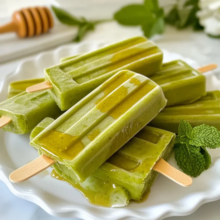 Für die perfekten Matcha Latte Popsicles brauchen Sie: - 2 Esslöffel Matcha-Grüntee-Pulver - 1 Tasse Kokosmilch (aus der Dose für mehr Cremigkeit) - 1/2 Tasse Mandelmilch (oder Milch nach Wahl) - 1/4 Tasse Honig oder Ahornsirup (nach Belieben anpassen) - 1 Teelöffel Vanilleextrakt - Eine Prise Meersalz Diese Zutaten sorgen für einen köstlichen Geschmack und eine erfrischende Konsistenz. Das Matcha-Pulver gibt den Popsicles ihre schöne grüne Farbe und den einzigartigen Geschmack. Kokosmilch macht sie cremig und reichhaltig. Es gibt viele Alternativen, die Sie verwenden können: - Kokosmilch: Sie können auch Hafermilch oder Sojamilch verwenden. Diese sind leicht und haben einen schönen Geschmack. - Honig: Wenn Sie vegan sind, verwenden Sie einfach Agavendicksaft. Er hat einen ähnlichen Geschmack. - Vanilleextrakt: Stattdessen können Sie auch Zimt verwenden, um einen anderen Geschmack zu bekommen. Diese Alternativen bieten verschiedene Vorteile. Zum Beispiel sind pflanzliche Milchsorten oft laktosefrei. Die Wahl des Matcha-Pulvers ist wichtig. Achten Sie auf die Qualität. - Ceremonial Grade: Dies ist die beste Qualität für Getränke. Es hat einen süßen Geschmack und eine leuchtende Farbe. - Culinary Grade: Ideal für Backen oder Kochen. Es ist günstiger und hat einen stärkeren Geschmack. Gutes Matcha-Pulver hat eine feine Textur. Sie sollten es vor der Verwendung sieben, um Klumpen zu vermeiden. So gelingt Ihnen eine glatte Mischung. {{ingredient_image_2}} Um köstliche Matcha Latte Popsicles zu machen, beginne mit der Vorbereitung deiner Zutaten. Du brauchst: - 2 Esslöffel Matcha-Grüntee-Pulver - 1 Tasse Kokosmilch (aus der Dose für mehr Cremigkeit) - 1/2 Tasse Mandelmilch (oder Milch nach Wahl) - 1/4 Tasse Honig oder Ahornsirup (nach Belieben anpassen) - 1 Teelöffel Vanilleextrakt - Eine Prise Meersalz Sichere dir frische Zutaten. Das Matcha-Pulver sollte frisch sein. Das sorgt für den besten Geschmack. Jetzt geht es an die Zubereitung. Beginne damit, das Matcha-Pulver in eine kleine Schüssel zu sieben. Das hilft, Klumpen zu vermeiden und macht die Mischung glatt. In einer anderen Schüssel vermische die Kokosmilch, Mandelmilch, Honig, Vanilleextrakt und das Meersalz. Rühre alles gut zusammen, bis es gut vermischt ist. Füge das gesiebte Matcha-Pulver langsam hinzu. Schlage die Mischung kontinuierlich auf. Das ist wichtig, damit sich das Matcha gut einarbeitet und die Mischung schön glatt wird. Probiere die Mischung und passe die Süße nach deinem Geschmack an. Jetzt kommt der spannende Teil: das Gießen in die Popsicle-Formen. Gieße die Matcha-Latte-Mischung vorsichtig in die Formen. Achte darauf, oben etwas Platz zu lassen. Die Mischung dehnt sich beim Gefrieren aus. Stecke die Popsicle-Sticks in die Formen und stelle sie ins Gefrierfach. Lass die Popsicles für mindestens 4 bis 6 Stunden gefrieren. Wenn sie fest sind, kannst du sie genießen! Um die Popsicles zu entfernen, halte die Formen kurz unter warmes Wasser. So lösen sie sich leichter. Um eine tolle Konsistenz zu bekommen, müssen wir das Matcha-Pulver gut sieben. Das hilft, Klumpen zu vermeiden. Ich empfehle, die Kokosmilch aus der Dose zu verwenden. Sie ist viel cremiger. Wenn du die Milchmischung gut vermischst, wird die Textur schön glatt. Ein starker Schneebesen oder ein Handmixer kann hier Wunder wirken. Jeder hat einen anderen Geschmack, wenn es um Süße geht. Ich starte mit 1/4 Tasse Honig oder Ahornsirup. Nach dem Mischen probiere ich die Mischung. Manchmal brauche ich mehr Süße, manchmal weniger. Du kannst auch andere Süßstoffe verwenden. Achte darauf, dass sie gut in der Mischung aufgehen. Ein häufiger Fehler ist, die Popsicles zu lange einzufrieren. Sie brauchen mindestens 4-6 Stunden. Wenn du sie zu früh herausnimmst, sind sie nicht fest. Ein weiterer Fehler ist, die Formen zu voll zu machen. Lass immer Platz für die Ausdehnung. So bekommst du die Popsicles leichter heraus. Wenn sie sich nicht lösen, halte die Formen kurz unter warmes Wasser. Pro Tipps Matcha-Pulver richtig sieben: Durch das Sieben des Matcha-Pulvers wird eine klumpenfreie und glatte Mischung erzielt, die die Textur der Popsicles verbessert. Variation der Süße: Passen Sie die Süße der Mischung nach Ihrem Geschmack an, indem Sie mehr oder weniger Honig oder Ahornsirup hinzufügen. Aromatisierung: Experimentieren Sie mit zusätzlichen Aromen wie Kakaopulver oder Zimt für eine interessante Geschmacksrichtung. Präsentation: Servieren Sie die Popsicles auf einem bunten Teller und garnieren Sie sie mit frischen Minzblättern oder zusätzlichem Matcha-Pulver für einen ansprechenden Look. {{image_4}} Vegane Matcha Latte Popsicles sind einfach zu machen. Ersetzen Sie die Honig mit Ahornsirup. Verwenden Sie nur pflanzliche Milch. Kokosmilch sorgt für eine cremige Textur. Diese Alternativen machen die Popsicles lecker und vegan. Sie sind perfekt für alle, die pflanzliche Ernährung mögen. Früchte bringen Frische in die Popsicles. Fügen Sie pürierte Mango oder Himbeeren hinzu. Diese Früchte passen gut zu Matcha. Sie geben einen süßen und fruchtigen Geschmack. Mischen Sie die pürierten Früchte vor dem Einfüllen in die Formen. So entstehen schöne, farbenfrohe Schichten. Kräuter und Gewürze bringen neuen Geschmack. Minze oder Basilikum sind tolle Optionen. Diese Kräuter geben einen frischen Geschmack. Zimt oder Kardamom können ebenfalls verwendet werden. Fügen Sie diese Gewürze in kleinen Mengen hinzu. So bleibt der Matcha-Geschmack stark und klar. Um perfekte Matcha Latte Popsicles zu machen, ist das Einfrieren wichtig. Gießen Sie die Mischung gleichmäßig in die Popsicle-Formen. Lassen Sie oben etwas Platz, da die Mischung beim Gefrieren expandiert. Stecken Sie die Sticks in die Formen. Achten Sie darauf, dass sie gerade sitzen. Stellen Sie die Formen dann in das Gefrierfach. Lassen Sie sie mindestens 4-6 Stunden gefrieren, bis sie fest sind. Die Popsicles halten sich bis zu zwei Monate im Gefrierfach. Verpacken Sie sie gut, um Gefrierbrand zu vermeiden. Sie können die Popsicles in einen luftdichten Behälter legen oder in Frischhaltefolie einwickeln. Beschriften Sie die Verpackung mit dem Datum. So wissen Sie, wann sie gemacht wurden. Reinigen Sie die Popsicle-Formen nach dem Gebrauch gründlich. Verwenden Sie warmes Seifenwasser, um Reste zu entfernen. Lassen Sie die Formen gut trocknen, bevor Sie sie lagern. So verhindern Sie Gerüche und Rückstände. Sie können die Formen viele Male verwenden. Das spart Geld und ist gut für die Umwelt. Wenn Sie neue Formen kaufen möchten, wählen Sie solche, die BPA-frei sind. Matcha Latte Popsicles sind nicht nur lecker, sondern auch gesund. Matcha ist reich an Antioxidantien. Diese helfen, den Körper vor freien Radikalen zu schützen. Es kann auch den Stoffwechsel ankurbeln und die Konzentration verbessern. Kokosmilch liefert gesunde Fette und ein cremiges Mundgefühl. Mandelmilch ist leicht und hat wenig Kalorien. Wenn Sie Honig oder Ahornsirup verwenden, fügen Sie natürliche Süße hinzu. Diese Popsicles bieten eine gesunde Erfrischung an warmen Tagen. Sie können Matcha-Pulver in vielen Geschäften finden. Besuchen Sie Bio-Läden oder Teeshops. Diese bieten oft eine gute Auswahl. Online-Händler wie Amazon oder spezielle Teeshops haben ebenfalls Matcha. Achten Sie auf die Qualität. Hochwertiges Matcha hat eine leuchtend grüne Farbe und einen feinen, weichen Geschmack. Lesen Sie die Bewertungen, um die beste Wahl zu treffen. Ja, Sie können die Popsicles ohne Zucker machen. Verwenden Sie stattdessen reife Früchte, um Süße hinzuzufügen. Bananen oder Datteln sind gute Optionen. Diese Früchte bieten auch zusätzliche Nährstoffe. Sie können auch eine zuckerfreie Süße wie Stevia verwenden. Passen Sie die Menge nach Ihrem Geschmack an. So genießen Sie eine gesunde und leckere Eiscreme ohne Zucker. Matcha Latte Popsicles sind lecker und leicht zu machen. Wir haben über die Hauptzutaten, die Zubereitung und tolle Variationen gesprochen. Du kannst gesunde Optionen ganz einfach anpassen. Achte auch auf Lagerung und Haltbarkeit, um das Beste aus deinen Popsicles herauszuholen. Mit diesen Tipps wirst du die perfekten Popsicles zubereiten. Probiere verschiedene Geschmäcker aus und finde deine Lieblingskombination. Viel Spaß beimmachen und genießen!