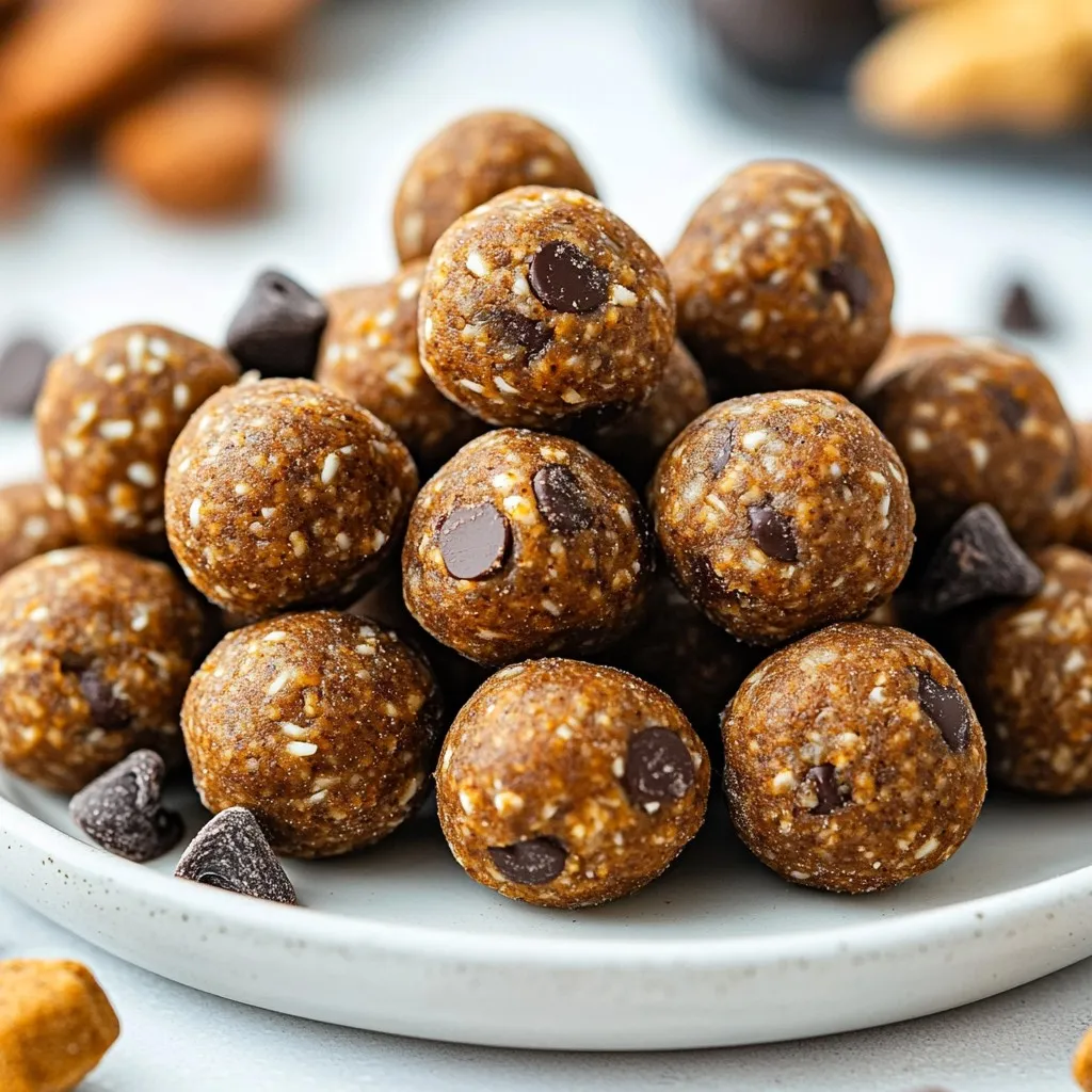 - 1 Tasse Haferflocken - 1/2 Tasse Mandelbutter oder Erdnussbutter - 1/4 Tasse Honig oder Ahornsirup - 1/4 Tasse Melasse - 1 Teelöffel gemahlener Ingwer - 1 Teelöffel gemahlener Zimt - 1/4 Teelöffel gemahlene Muskatnuss - 1/4 Teelöffel gemahlene Nelken - 1/2 Tasse zerbröselte Lebkuchen - 1/4 Tasse Mini-Dunkel-Schokoladenstückchen (optional) - Prise Meersalz Um die Lebkuchen Energiebällchen zu machen, brauchen wir einige tolle Zutaten. Ich liebe Haferflocken, weil sie gesund und sättigend sind. Mandelbutter oder Erdnussbutter gibt den Bällchen eine cremige Textur und tollen Geschmack. Honig oder Ahornsirup sorgt für Süße. Melasse bringt Tiefe und einen Hauch von Karamell. Die Gewürze sind ein Schlüsselteil. Gemahlener Ingwer gibt einen scharfen Kick. Zimt sorgt für Wärme, während Muskatnuss und Nelken die Mischung abrunden. Lebkuchen bringt Crunch und fröhliche Aromen. Wenn du magst, füge schokoladige Stückchen hinzu. Die Prise Meersalz verstärkt alle Geschmäcker und macht alles besser. Ich empfehle, die Zutaten frisch zu kaufen. So bleiben die Bällchen lecker und nahrhaft. Du kannst die Mengen anpassen, um deinen eigenen Geschmack zu treffen. Sei kreativ! {{ingredient_image_2}} Zuerst nehmen Sie eine große Schüssel. Sie fügen die Haferflocken, Mandelbutter, Honig und Melasse hinzu. Mischen Sie die Zutaten gut. Die Mischung muss glatt sein, damit alles gut vermengt ist. Jetzt kommt der spannende Teil: die Gewürze! Fügen Sie den gemahlenen Ingwer, Zimt, Muskatnuss und Nelken hinzu. Rühren Sie alles gut um. Diese Gewürze geben den Bällchen den besonderen Lebkuchengeschmack. Nehmen Sie die Mischung in Ihre Hände. Formen Sie kleine Bällchen, etwa 2,5 cm groß. Achten Sie darauf, dass sie gleichmäßig sind. Legen Sie die Bällchen auf ein Backblech, das mit Backpapier ausgelegt ist. Jetzt ist es Zeit für den Kühlschrank! Stellen Sie das Blech für mindestens 30 Minuten hinein. So werden die Bällchen fest und halten besser zusammen. Nach dem Kühlen sind die Energiebällchen bereit zum Genießen! - Tipps zur richtigen Konsistenz der Mischung: Die Mischung sollte klebrig, aber nicht zu nass sein. Wenn sie zu trocken ist, füge etwas mehr Mandelbutter oder Honig hinzu. Ist sie zu nass, gib mehr Haferflocken hinzu. Mische gründlich, damit alle Zutaten gut vermengt sind. - Optimale Kältezeit im Kühlschrank: Stelle die Bällchen für mindestens 30 Minuten in den Kühlschrank. Dies hilft, sie fest zu machen. Wenn du sie länger kalt stellst, sind sie leichter zu formen. Überprüfe nach 30 Minuten die Konsistenz und passe die Zeit an, wenn nötig. - Präsentation auf einem dekorativen Teller: Serviere die Energiebällchen auf einem hübschen Teller. Bestreue sie mit etwas Zimt oder gehackten Nüssen. So wirken sie einladend und festlich. Du kannst auch frische Früchte oder Nüsse daneben legen. - Verpackungsoptionen für Geschenke: Verpacke die Energiebällchen in kleinen Einmachgläsern. Binde eine schöne Schnur um das Glas und füge ein Etikett hinzu. Das macht sie zu einem tollen Geschenk. Du kannst auch kleine Boxen verwenden, die du mit buntem Papier dekorierst. Pro Tipps Variationen ausprobieren: Experimentieren Sie mit verschiedenen Nussbuttern oder Süßungsmitteln, um den Geschmack nach Ihrem Belieben anzupassen. Lebkuchen frisch halten: Lagern Sie die Energiebällchen in einem luftdichten Behälter im Kühlschrank, um ihre Frische und Konsistenz zu bewahren. Zusätzliche gesunde Zutaten: Fügen Sie gehackte Trockenfrüchte oder Samen hinzu, um den Nährwert und den Geschmack zu variieren. Für besondere Anlässe anpassen: Dekorieren Sie die Bällchen mit geschmolzener Schokolade oder Kokosraspeln für einen festlichen Look. {{image_4}} Du kannst die Nussbutter in diesem Rezept leicht ändern. Probiere Erdnussbutter statt Mandelbutter. Das gibt den Bällchen einen anderen Geschmack. Du kannst auch Cashewbutter verwenden, wenn du einen milden Geschmack magst. Eine weitere tolle Idee ist, Superfoods hinzuzufügen. Chiasamen sind eine gute Wahl. Sie liefern viele Nährstoffe und einen schönen Crunch. Du kannst auch Leinsamen oder Hanfsamen verwenden. Sie machen die Energiebällchen noch gesünder. Wenn du glutenfrei leben möchtest, ist das einfach. Du kannst glutenfreie Haferflocken nutzen. Sie haben den gleichen tollen Geschmack und die Textur. Für vegane Optionen kannst du Honig durch Ahornsirup oder Agavendicksaft ersetzen. Diese Süßstoffe sind pflanzlich und passen gut zu den anderen Zutaten. Achte nur darauf, die richtige Menge zu verwenden, damit die Bällchen gut zusammenhalten. Um die Lebkuchen Energiebällchen frisch zu halten, nutze einen luftdichten Behälter. Ein Glasbehälter oder eine Plastikbox eignen sich gut. Stelle sicher, dass der Behälter gut schließt. So bleibt die Feuchtigkeit drin und die Bällchen trocknen nicht aus. Im Kühlschrank sind die Energiebällchen bis zu einer Woche haltbar. Überprüfe sie regelmäßig, um sicherzugehen, dass sie frisch sind. Wenn du mehr Bällchen machen möchtest, friere sie einfach ein. Um die Energiebällchen einzufrieren, lege sie auf ein Backblech. Achte darauf, dass sie sich nicht berühren. Sobald sie gefroren sind, kannst du sie in einen Gefrierbeutel geben. So sparst du Platz und sie bleiben länger frisch. Zum Auftauen nehme die Bällchen einfach aus dem Gefrierbeutel. Lass sie bei Raumtemperatur stehen. Du kannst sie auch in der Mikrowelle für ein paar Sekunden erwärmen. So sind sie schnell wieder genussbereit. Die Energiebällchen haben etwa 100 Kalorien pro Portion. Eine Portion besteht aus einem Bällchen. Die genauen Nährwerte können leicht variieren, je nach den verwendeten Zutaten. Hier sind die Nährwertangaben pro Portion: - Kalorien: 100 - Fett: 5 g - Kohlenhydrate: 13 g - Eiweiß: 3 g - Zucker: 4 g Diese Bällchen sind nahrhaft und geben dir einen guten Energieschub. Ja, du kannst den Honig ersetzen. Ahornsirup ist eine gute Alternative. Er hat einen ähnlichen Geschmack und eine ähnliche Konsistenz. Du kannst auch Agavendicksaft oder Dattelsirup verwenden. Diese Optionen sind süß und gesund. Achte darauf, die Menge leicht anzupassen, da sie unterschiedlich süß sind. Die Energiebällchen sind im Kühlschrank bis zu einer Woche haltbar. Lagere sie in einem luftdichten Behälter. So bleiben sie frisch. Wenn du sie länger aufbewahren möchtest, kannst du sie einfrieren. Das einfrieren ist einfach. Lege sie in einen Gefrierbeutel und drücke die Luft heraus. So bleiben sie bis zu drei Monate gut. Wenn du sie essen möchtest, lass sie einfach im Kühlschrank auftauen. Sie schmecken dann wie frisch gemacht! Diese Energiebällchen sind einfach und lecker zu machen. Wir haben die besten Zutaten wie Haferflocken, Nussbutter und Gewürze verwendet. Schritt für Schritt haben wir die Zubereitung erklärt und Tipps gegeben, um häufige Fehler zu vermeiden. Variationen sorgen dafür, dass du deiner Kreativität freien Lauf lassen kannst. Denke auch an die richtige Lagerung für lange Frische. Diese Bällchen sind perfekt für einen Snack oder als Geschenk. Jetzt liegt es an dir, sie auszuprobieren!