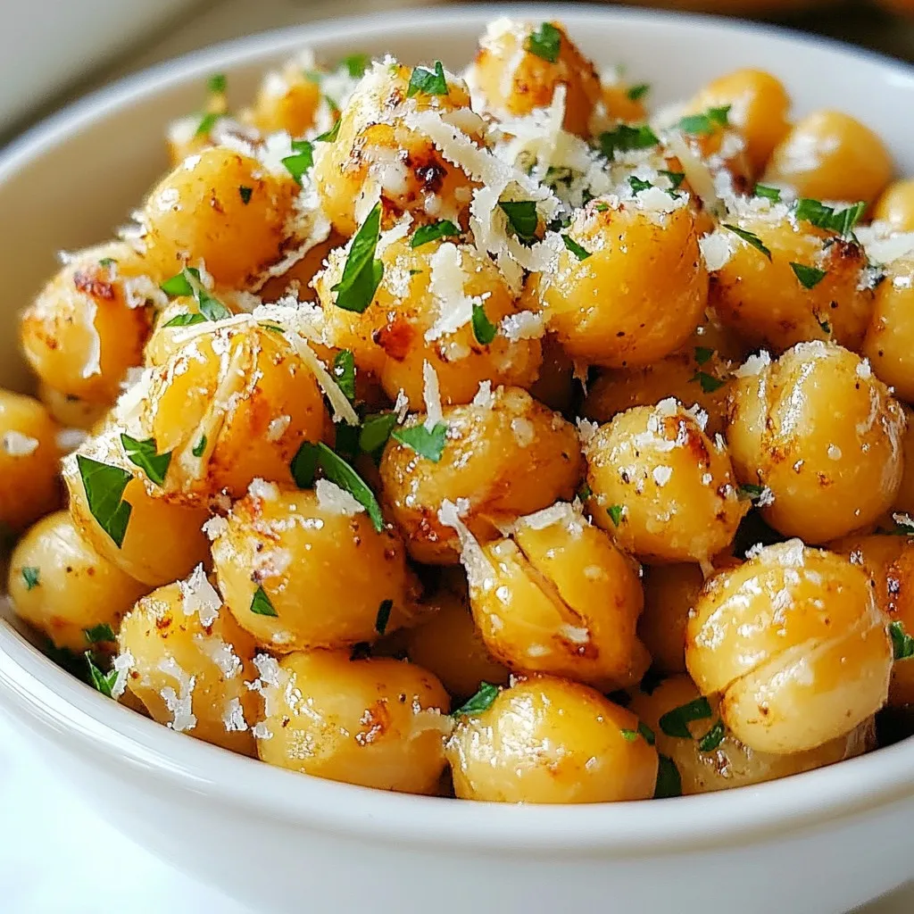 - 2 Dosen (je 425 g) Kichererbsen, abgetropft und abgespült - 2 Esslöffel Olivenöl - 3 Knoblauchzehen, fein gehackt Kichererbsen sind die Hauptzutat für dieses Rezept. Sie sind proteinreich und sehr nahrhaft. Olivenöl bringt den nötigen Geschmack und hilft beim Rösten. Der Knoblauch verleiht den Kichererbsen den besonderen, aromatischen Geschmack, den wir alle lieben. - 1 Teelöffel Paprika - 1/2 Tasse geriebener Parmesan-Käse - 1/2 Teelöffel italienische Gewürzmischung - 1/2 Teelöffel Salz - 1/4 Teelöffel schwarzer Pfeffer Die Gewürze sind wichtig für den Geschmack. Paprika fügt eine milde Schärfe hinzu. Der Parmesan-Käse bringt eine cremige, salzige Note. Die italienische Gewürzmischung fügt Kräuter hinzu, die das Gericht abrunden. Salz und Pfeffer sind die Basis für jede gute Gewürzmischung. - Frische Petersilie, gehackt (zum Garnieren) Frische Petersilie ist die perfekte Garnitur. Sie bringt Farbe und Frische. Es ist auch eine tolle Möglichkeit, das Gericht schöner zu machen. Salz und Pfeffer können auch nach Geschmack hinzugefügt werden. {{ingredient_image_2}} Heize deinen Ofen auf 200°C vor. Lege ein Backblech mit Backpapier aus. Dies hilft, die Kichererbsen nicht festzukleben. Spüle die Kichererbsen gründlich unter kaltem Wasser ab. Verwende ein sauberes Küchentuch, um sie gut zu trocknen. Dies ist sehr wichtig. Wenn sie zu feucht sind, werden sie nicht knusprig. In einer großen Schüssel vermenge 2 Esslöffel Olivenöl mit 3 fein gehackten Knoblauchzehen. Füge 1 Teelöffel Paprika, 1/2 Teelöffel Salz, 1/4 Teelöffel schwarzen Pfeffer und 1/2 Teelöffel italienische Gewürzmischung hinzu. Rühre gut um, bis alles gut verbunden ist. Dann füge die trockenen Kichererbsen hinzu. Mische vorsichtig, bis alle Kichererbsen gleichmäßig mit der Gewürzmischung bedeckt sind. Verteile die Kichererbsen gleichmäßig auf dem Backblech. Achte darauf, dass sie in einer einzigen Schicht liegen. Röste die Kichererbsen im Ofen für 25-30 Minuten. Rühre die Kichererbsen zur Hälfte der Zeit um, damit sie gleichmäßig garen. In den letzten 5 Minuten nimm das Backblech heraus. Streue 1/2 Tasse geriebenen Parmesan über die Kichererbsen. Gib das Blech zurück in den Ofen, bis der Käse schmilzt und goldbraun wird. Lass die Kichererbsen nach dem Rösten einige Minuten abkühlen. Sie werden beim Abkühlen knusprig bleiben. - Richtiges Trocknen der Kichererbsen: Um die Kichererbsen knusprig zu machen, ist das Trocknen wichtig. Nach dem Abspülen sollten Sie die Kichererbsen auf ein Küchentuch legen. Trocknen Sie sie gut ab. Feuchtigkeit macht sie weich. - Optimale Röstart: Rösten Sie die Kichererbsen bei 200°C. Diese Temperatur sorgt dafür, dass sie gleichmäßig garen. Wenden Sie die Kichererbsen in der Mitte der Garzeit. So wird jede Seite goldbraun und knusprig. - Weitere Geschmacksrichtungen testen: Experimentieren Sie mit verschiedenen Gewürzen. Fügen Sie Chili-Flakes für Schärfe hinzu. Auch geräucherter Paprika kann einen tollen Geschmack bringen. - Alternative Käsesorten verwenden: Wenn Sie Parmesan nicht mögen, probieren Sie Feta oder Cheddar. Diese Käsesorten geben den Kichererbsen einen anderen, aber guten Geschmack. - Präsentationstipps: Servieren Sie die knusprigen Kichererbsen in einer schönen Schüssel. Streuen Sie etwas mehr Parmesan darüber. Das sieht toll aus und schmeckt noch besser. - Verwendung in anderen Gerichten: Sie können die Kichererbsen auch in Salaten verwenden. Sie geben jedem Gericht einen knusprigen Biss. Auch als Snack sind sie perfekt. Pro Tipps Die Kichererbsen gut trocknen: Stellen Sie sicher, dass die Kichererbsen nach dem Abspülen gründlich getrocknet werden. Feuchtigkeit kann verhindern, dass sie knusprig werden. Parmesan am Ende hinzufügen: Fügen Sie den geriebenen Parmesan in den letzten 5 Minuten der Garzeit hinzu, damit er leicht schmilzt, ohne zu verbrennen. Variieren Sie die Gewürze: Experimentieren Sie mit anderen Gewürzen wie Kreuzkümmel oder Chili-Pulver, um den Kichererbsen eine andere Geschmacksrichtung zu verleihen. Perfekte Präsentation: Servieren Sie die Kichererbsen in einer stilvollen Schüssel und garnieren Sie sie mit frisch gehackter Petersilie und zusätzlichem Parmesan für einen ansprechenden Look. {{image_4}} Eine einfache Möglichkeit, das Rezept zu verändern, ist die Zugabe von Chili-Flakes. So bekommen die Kichererbsen eine scharfe Note. Wenn du etwas anderes ausprobieren möchtest, nimm Kräuter der Provence. Diese geben den Kichererbsen einen aromatischen, mediteranen Geschmack. Du kannst auch eine Mischung aus beiden verwenden, um die perfekte Balance zu finden. Wenn du vegan bist, kannst du veganen Käse verwenden. Er schmilzt nicht so gut, bietet aber tollen Geschmack. Feta oder Cheddar sind auch gute Alternativen. Feta gibt einen salzigen Kick, während Cheddar einen reichhaltigen Geschmack hinzufügt. Probiere aus, was dir am besten schmeckt. Für mehr Protein kannst du Nüsse oder Samen hinzufügen. Kürbiskerne oder Mandeln passen gut zu diesem Rezept. Eine Kombination mit anderen Hülsenfrüchten macht die Kichererbsen noch nahrhafter. Kombiniere sie zum Beispiel mit roten Linsen oder schwarzen Bohnen für eine bunte Mischung. Um Kichererbsen frisch zu halten, lege sie in einen luftdichten Behälter. Bewahre sie im Kühlschrank auf. So bleiben sie knusprig und lecker. Verwende Gläser oder Plastikbehälter mit Deckel. Diese halten die Feuchtigkeit fern. Frisch geröstete Kichererbsen sind etwa 3 bis 5 Tage haltbar. Nach ein paar Tagen könnten sie weich werden. Wenn sie schimmelig oder faulig riechen, sind sie nicht mehr gut. Achte auf eine trockene und knusprige Textur. Wenn du Kichererbsen aufwärmen willst, benutze den Ofen. Heize ihn auf 180°C vor. Verteile die Kichererbsen auf einem Blech. Backe sie für etwa 10 Minuten, bis sie warm sind. Um die Knusprigkeit zurückzubringen, kannst du auch die Pfanne verwenden. Röste sie kurz bei mittlerer Hitze. So schmecken sie fast wie frisch geröstet. Kichererbsen halten sich gut im Kühlschrank. Lagern Sie sie in einem luftdichten Behälter. Dort bleiben sie bis zu fünf Tage frisch. Wenn Sie sie länger aufbewahren möchten, können Sie sie einfrieren. In einem gefrierfesten Behälter halten sie bis zu drei Monate. Zum Auftauen lassen Sie sie einfach über Nacht im Kühlschrank. Ja, Sie können die Kichererbsen im Voraus zubereiten. Bereiten Sie sie einfach wie im Rezept beschrieben zu. Lassen Sie die Kichererbsen nach dem Rösten abkühlen. Lagern Sie sie dann in einem luftdichten Behälter. So können Sie sie für schnelle Snacks oder als Topping für Salate nutzen. Geröstete Kichererbsen sind vielseitig. Sie sind ein toller Snack für sich. Probieren Sie sie als Topping auf Salaten oder Suppen. Sie passen gut zu Hummus oder Joghurt-Dips. Auch Gemüseplatten lassen sich gut damit kombinieren. In diesem Blogbeitrag haben wir die Zubereitung von gerösteten Kichererbsen erkundet. Wir haben die Hauptzutaten wie Kichererbsen, Olivenöl und Knoblauch besprochen. Zudem habe ich Tipps gegeben, wie du die Kichererbsen perfekt röstest. Abschließend möchte ich sagen, dass diese Snacks nicht nur lecker, sondern auch vielseitig sind. Du kannst sie als Beilage oder Hauptgericht verwenden. Experimentiere mit verschiedenen Gewürzen und Käsesorten für eigene Kreationen!