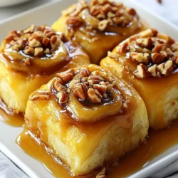 - 2 Tassen Allzweckmehl - 1/4 Tasse Kristallzucker - 1 Päckchen Trockenhefe - 1/2 Tasse Milch - 1/4 Tasse ungesalzene Butter - 1 großes Ei Die Hauptzutaten sind einfach und leicht zu finden. Allzweckmehl gibt dem Teig Struktur. Der Kristallzucker sorgt für Süße und hilft beim Aufgehen. Trockenhefe lässt die Buns locker und luftig werden. Warme Milch aktiviert die Hefe und macht den Teig geschmeidig. Geschmolzene Butter bringt Geschmack und Feuchtigkeit. Das große Ei bindet alles zusammen und macht den Teig stark. - 1/4 Tasse brauner Zucker - 1/2 Tasse Pekanüsse - 1/4 Tasse Honig - 1/4 Teelöffel gemahlener Zimt - 1/4 Tasse Karamellsauce Die Toppings machen die Sticky Buns besonders. Brauner Zucker gibt eine tiefere Süße und eine schöne Farbe. Die Pekanüsse fügen einen knusprigen Biss hinzu. Honig bringt eine natürliche Süße und hilft beim Karamellisieren. Zimt gibt ein warmes Aroma, das die Buns noch leckerer macht. Die Karamellsauce ist das i-Tüpfelchen, das alles zusammenbringt und für den klebrigen Genuss sorgt. Kombiniere diese Zutaten, um ein köstliches Erlebnis zu schaffen! {{ingredient_image_2}} - Trockene Zutaten vermischen: Nimm eine große Schüssel. Gib 1 Tasse Mehl, Kristallzucker, Trockenhefe und Salz hinein. Vermische alles gründlich mit einem Löffel. - Feuchte Zutaten hinzufügen: In einer anderen Schüssel vermischst du die warme Milch, die geschmolzene Butter und das Ei. Rühre sie gut um, bis sie gut vermischt sind. - Teig kneten und gehen lassen: Füge die feuchten Zutaten zu den trockenen Zutaten hinzu. Rühre alles, bis der Teig zusammenkommt. Füge nach und nach das restliche Mehl hinzu. Knete den Teig auf einer bemehlten Fläche für etwa 5 Minuten. Der Teig sollte glatt und elastisch sein. Lege ihn in eine gefettete Schüssel. Decke die Schüssel mit einem feuchten Tuch ab und lass den Teig an einem warmen Ort für 1 Stunde gehen, bis er doppelt so groß ist. - Karamell-Pekan-Mischung anrühren: In einem kleinen Topf vermenge den braunen Zucker, Honig und Karamellsauce. Erhitze alles bei mittlerer Hitze. Rühre, bis die Mischung blubbert und leicht eindickt. - In Kuchenform gießen: Nimm die Mischung vom Herd. Rühre die gehackten Pekanüsse ein. Gieße die Mischung in eine gefettete runde Kuchenform. - Teig ausrollen und füllen: Drücke den aufgegangenen Teig nieder. Rolle ihn auf einer bemehlten Fläche zu einem Rechteck von etwa 30x40 cm aus. Bestreiche die Oberfläche mit geschmolzener Butter und streue Zimt und Zucker darauf. - Stücke schneiden und gehen lassen: Rolle den Teig von einer langen Seite her auf. Schneide die Rolle in 12 gleich große Stücke. Lege die Stücke mit der Schnittseite nach oben in die Kuchenform über die Karamell-Pekan-Mischung. Decke die Form mit einem Tuch ab und lass die Stücke weitere 30 Minuten gehen. - Backen und servieren: Heize den Ofen auf 175°C vor. Backe die Sticky Buns 25-30 Minuten, bis sie goldbraun sind. Lass sie 5 Minuten in der Form auskühlen. Stürze die Buns auf eine Servierplatte, damit das Topping herausfließt. - Teig richtig kneten: Knete den Teig etwa fünf Minuten. Der Teig soll glatt und elastisch sein. Wenn der Teig klebrig ist, füge ein wenig mehr Mehl hinzu. Zu viel Mehl kann jedoch die Buns trocken machen. - Gehezeiten optimieren: Lasse den Teig an einem warmen Ort gehen. Wenn du keine Wärmequelle hast, stelle ihn in den Ofen (bei ausgeschaltetem Zustand) oder an einen sonnigen Platz. Warte, bis der Teig das Volumen verdoppelt hat. - Präsentationstipps für die Sticky Buns: Um die Buns schön zu präsentieren, träufle etwas Karamellsauce darüber. Streue einige gehackte Pekanüsse obenauf. Diese Extras machen die Buns noch verlockender und sorgen für einen tollen Look. - Häufige Stolpersteine beim Backen: Achte darauf, dass die Hefe frisch ist. Alte Hefe kann den Teig nicht richtig aufgehen lassen. Knete den Teig nicht zu lange, um ihn nicht zäh zu machen. Stelle sicher, dass die Backzeit genau eingehalten wird, um die perfekte goldbraune Farbe zu erreichen. Pro Tipps Ausreichend Zeit zum Gehen lassen: Stellen Sie sicher, dass der Teig genügend Zeit bekommt, um aufzugehen. Dies verbessert die Textur und den Geschmack der Sticky Buns. Verwenden Sie frische Hefe: Achten Sie darauf, frische Trockenhefe zu verwenden, um eine optimal fluffige Konsistenz zu erreichen. Karamellsauce selbst machen: Für einen intensiveren Geschmack können Sie die Karamellsauce selbst zubereiten, anstatt eine fertige zu verwenden. Dies verleiht den Buns eine persönliche Note. Variationen ausprobieren: Experimentieren Sie mit verschiedenen Nüssen oder Trockenfrüchten, um neue Geschmacksrichtungen zu entdecken und Ihre Sticky Buns zu variieren. {{image_4}} Wenn du gesündere Sticky Buns zubereiten möchtest, probiere diese Tipps: - Vollkornmehl verwenden: Vollkornmehl hat mehr Ballaststoffe und Nährstoffe. Es macht die Buns gesünder und gibt ihnen einen nussigen Geschmack. - Zuckeralternativen einsetzen: Statt Kristallzucker kannst du Honig oder Stevia nehmen. Diese Optionen sind oft weniger schädlich für den Blutzucker. Um deine Sticky Buns aufregender zu machen, füge diese Zutaten hinzu: - Schokoladenstückchen hinzufügen: Dunkle Schokolade passt gut zu karamellisierten Pekannüssen. Sie bringt eine feine Süße mit. - Andere Nüsse ausprobieren: Du kannst auch Mandeln oder Walnüsse verwenden. Sie geben den Buns eine neue Textur und Geschmack. Je nach Saison kannst du deine Sticky Buns noch mehr anpassen: - Herbst: Kürbisgewürz-Variation: Füge Kürbispüree und Kürbisgewürz hinzu. Diese Kombination macht deine Buns perfekt für den Herbst. - Winter: Gewürznelken und Muskatnuss: Ein Hauch von Gewürznelken und Muskatnuss bringt eine warme Note. Sie passen gut zu kalten Wintertagen. Um die Karamell-Pekan-Sticky-Buns frisch zu halten, lege sie in einen luftdichten Behälter. Du kannst die Buns auch mit Frischhaltefolie abdecken. Im Kühlschrank bleiben sie bis zu fünf Tage genießbar. Wenn du sie wieder aufwärmst, erhitze sie kurz in der Mikrowelle oder im Ofen. So bleiben sie weich und lecker. Du kannst die Sticky Buns auch einfrieren. Lass sie zuerst vollständig abkühlen. Wickel sie dann einzeln in Frischhaltefolie ein. Lege die Buns in einen Gefrierbeutel. Im Gefrierfach halten sie bis zu drei Monate. Zum Auftauen lege die Buns einfach über Nacht in den Kühlschrank. Du kannst sie dann im Ofen oder in der Mikrowelle aufwärmen. Die Karamell-Pekan-Sticky-Buns bleiben frisch, wenn du sie richtig lagerst. Im Kühlschrank sind sie bis zu fünf Tage gut. Im Gefrierfach bleiben sie bis zu drei Monate lecker. Achte darauf, dass sie gut verpackt sind. So vermeidest du, dass sie austrocknen oder Gerüche aufnehmen. Die Zubereitung dauert etwa 20 Minuten. Dazu kommen 2 Stunden für das Gehen des Teigs. Der gesamte Prozess dauert also ungefähr 2 Stunden und 30 Minuten. Du musst etwas Geduld haben, während der Teig aufgeht. Diese Zeit gibt dem Teig die Möglichkeit, schön fluffig zu werden. Ja, du kannst die Zutaten anpassen. Wenn du Allergien hast, ersetze das Mehl durch eine glutenfreie Variante. Für eine reduzierte Zuckermenge kannst du weniger Kristallzucker verwenden. Du kannst auch andere Nüsse nutzen, wenn du keine Pekanüsse magst. Die Karamellsauce kann auch durch eine zuckerfreie Variante ersetzt werden. Ja, du kannst die Buns vegan machen. Ersetze die Milch durch pflanzliche Milch. Statt Butter kannst du Margarine verwenden. Das Ei kannst du durch eine Mischung aus Leinsamen und Wasser ersetzen. Dies hilft, die Bindung im Teig zu sichern. So bleibst du bei einem herzhaften Geschmack, ohne tierische Produkte zu verwenden. Wir haben heute alles über die Zubereitung von Karamell-Pekan-Sticky Buns gelernt. Die Hauptzutaten sind einfach und lecker. Wir haben die Schritte zum Teigmachen, Backen und Anrichten besprochen. Für kreative Varianten kannst du gesunde Zutaten oder saisonale Aromen verwenden. Achte auf Tipps zur Konsistenz und Lagerung, um beste Ergebnisse zu erzielen. Diese Sticky Buns sind perfekt für jeden Anlass und lieben es, geteilt zu werden. Experimentiere und finde deinen eigenen Geschmack!