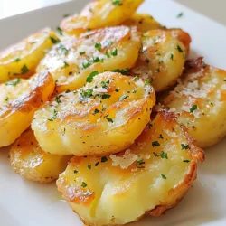 Für dieses leckere Rezept benötigst du: - 680 Gramm Baby-Kartoffeln - 4 Knoblauchzehen, fein gehackt - 50 Gramm geriebener Parmesan-Käse - 60 Milliliter Olivenöl - 60 Gramm ungesalzene Butter, geschmolzen - 1 Teelöffel getrockneter Thymian - Salz und schwarzer Pfeffer nach Geschmack - Frische Petersilie, gehackt (zum Garnieren) Die Gewürze machen den Unterschied. Hier sind einige Details: - Thymian: Er gibt den Kartoffeln einen tollen Geschmack. Er passt perfekt zu Knoblauch. - Salz: Es hebt den Geschmack hervor. Verwende es nach deinem Geschmack. - Schwarzer Pfeffer: Ein paar Prisen bringen einen schönen Kick. Es ist einfach und effektiv. Hier sind die Schritte, um alles vorzubereiten: 1. Kartoffeln waschen: Beginne damit, die Baby-Kartoffeln gut zu waschen. So entfernst du Schmutz und Rückstände. 2. Knoblauch hacken: Nimm die Knoblauchzehen und hacke sie fein. So verteilt sich der Geschmack besser. 3. Parmesan reiben: Falls du keinen geriebenen Käse hast, reibe ihn selbst. Das frische Aroma ist einfach besser. 4. Butter schmelzen: Schmelze die ungesalzene Butter in einem kleinen Topf. Das macht die Mischung cremig. Mit diesen Zutaten und Schritten hast du die Basis für die besten Knoblauch Parmesan Zerdrückte Kartoffeln. Sie sind einfach und schmecken großartig! {{ingredient_image_2}} Heize deinen Ofen auf 220°C vor. Ein heißer Ofen sorgt dafür, dass die Kartoffeln knusprig werden. Das ist wichtig für den perfekten Biss. Nimm 680 Gramm Baby-Kartoffeln und lege sie in einen großen Topf. Fülle den Topf mit gesalzenem Wasser. Koche die Kartoffeln 15 bis 20 Minuten lang. Sie müssen weich sein, damit du sie leicht mit einer Gabel durchstechen kannst. Wenn sie fertig sind, gieße das Wasser ab und lasse die Kartoffeln ein paar Minuten abkühlen. Jetzt kommt der spaßige Teil! Lege die abgekühlten Kartoffeln auf ein Backblech. Mit einer Gabel oder dem Boden eines Glases zerdrückst du jede Kartoffel sanft. Achte darauf, dass sie flach, aber ganz bleibt. In einer kleinen Schüssel mische 4 fein gehackte Knoblauchzehen, 60 Milliliter Olivenöl, 60 Gramm geschmolzene Butter und 1 Teelöffel getrockneten Thymian. Rühre gut um. Träufle diese Mischung gleichmäßig über die zerdrückten Kartoffeln. Würze sie mit Salz und schwarzem Pfeffer nach Geschmack. Streue dann 50 Gramm geriebenen Parmesan-Käse über jede Kartoffel. Jetzt sind deine Kartoffeln bereit zum Backen! Stelle das Blech in den heißen Ofen und backe die Kartoffeln 20 bis 25 Minuten lang. Sie sollten goldbraun und knusprig sein. Mit frischer, gehackter Petersilie garnieren. Jetzt sind die Knoblauch Parmesan zerdrückten Kartoffeln bereit zum Genießen! Wähle kleine Baby-Kartoffeln für dieses Rezept. Sie sind zart und haben einen guten Geschmack. Achte darauf, dass die Kartoffeln gleichmäßig groß sind. So garen sie gleichmäßig. Koche die Kartoffeln in gesalzenem Wasser. Das Salz hilft, den Geschmack zu verbessern. Koche sie etwa 15-20 Minuten, bis sie weich sind. Du kannst sie mit einer Gabel testen. Sie sollten leicht durchstochen werden können. Frischer Knoblauch bringt viel Geschmack. Hacke die Knoblauchzehen fein, damit sie gut verteilt sind. Du kannst den Knoblauch auch anbraten, um ihn milder zu machen. Wenn du einen intensiveren Geschmack magst, benutze mehr Knoblauch. Mische ihn mit Butter und Olivenöl, um eine leckere Mischung zu erhalten. Diese Mischung macht die Kartoffeln besonders aromatisch. Um eine knusprige Kruste zu bekommen, zerdrücke die Kartoffeln sanft, aber nicht zu stark. Sie sollten noch ganz bleiben, damit sie beim Backen knusprig werden. Träufle die Knoblauchmischung gleichmäßig darüber. Das hilft, dass die Kartoffeln schön goldbraun werden. Backe sie bei hoher Temperatur, um die Kruste perfekt zu machen. Ein bisschen Parmesan oben drauf gibt extra Geschmack und Knusprigkeit. Pro Tipps Die richtige Kartoffel wählen: Für die besten Ergebnisse wähle festkochende Baby-Kartoffeln, da sie beim Zerdrücken ihre Form behalten und eine schöne Textur bieten. Knoblauch nicht verbrennen: Achte darauf, den Knoblauch nicht zu lange zu erhitzen, da er schnell verbrennen kann und bitter wird. Füge ihn in die Mischung kurz vor dem Gießen über die Kartoffeln hinzu. Variationen ausprobieren: Experimentiere mit verschiedenen Kräutern wie Rosmarin oder Oregano, um den Geschmack nach deinem Belieben anzupassen und neue Aromen zu entdecken. Für extra Knusprigkeit: Wenn du die Kartoffeln besonders knusprig magst, lasse sie nach dem Backen ein paar Minuten auf dem Blech ruhen, bevor du sie servierst. {{image_4}} Für eine vegetarische Variante kannst du die Butter durch Pflanzenöl ersetzen. Das macht die Kartoffeln leicht und lecker. Du kannst auch eine Mischung aus verschiedenen Käsesorten verwenden. Feta oder Ziegenkäse bringen interessante Geschmäcker. Um den Geschmack zu verstärken, füge etwas geräucherten Paprika hinzu. Dies gibt den Kartoffeln einen rauchigen Kick. Auch frische Kräuter wie Rosmarin oder Oregano passen gut. Du kannst auch etwas Zitronenschale für Frische hinzufügen. Dieses Rezept ist bereits glutenfrei. Achte darauf, dass alle Zutaten, die du verwendest, glutenfrei sind. So kannst du sicher sein, dass deine zerdrückten Kartoffeln jedem schmecken. Um deine Knoblauch Parmesan Zerdrückte Kartoffeln frisch zu halten, lasse sie zuerst abkühlen. Danach lege sie in einen luftdichten Behälter. Du kannst sie bis zu drei Tage im Kühlschrank aufbewahren. Achte darauf, dass die Kartoffeln gut abgedeckt sind, um ein Austrocknen zu vermeiden. Um die Reste aufzuwärmen, kannst du sie in den Ofen legen. Heize den Ofen auf 180°C (350°F) vor. Lege die Kartoffeln auf ein Backblech und backe sie für etwa 10-15 Minuten. So bleiben sie knusprig und lecker. Alternativ kannst du die Kartoffeln in der Mikrowelle aufwärmen. Stelle sie in eine mikrowellengeeignete Schüssel und decke sie ab. Erwärme sie in 30-Sekunden-Intervallen, bis sie heiß sind. Die Haltbarkeit der Knoblauch Parmesan Zerdrückten Kartoffeln beträgt bis zu drei Tage im Kühlschrank. Du kannst sie auch einfrieren, wenn du sie länger aufbewahren möchtest. Stelle sicher, dass sie gut verpackt sind, um Frostschäden zu vermeiden. Im Gefrierfach halten sie bis zu zwei Monate. Ja, die Kartoffeln schmecken auch ohne Käse gut. Du kannst sie mit Gewürzen und Kräutern aufpeppen. Probiere zum Beispiel mehr Thymian oder frische Kräuter. Die Aromen des Knoblauchs und der Butter kommen durch. Sie geben den Kartoffeln einen vollen Geschmack. Du kannst die Sauce ganz einfach ändern. Füge mehr oder weniger Knoblauch hinzu, je nach Geschmack. Auch andere Käsesorten machen Spaß. Probiere Feta oder Cheddar. Für einen scharfen Kick kann eine Prise Chili-Pulver helfen. Wenn du Zitrone magst, gib ein wenig Saft hinzu. Es gibt viele Wege, die Sauce zu variieren. Ja, du kannst andere Kartoffelsorten nutzen. Festkochende Sorten wie Yukon Gold oder rote Kartoffeln sind sehr gut. Auch Süßkartoffeln sind eine tolle Wahl. Diese bringen eine süßere Note in das Gericht. Jedes Mal, wenn du eine neue Kartoffelsorte verwendest, wird das Gericht anders. Experimentiere und finde deine Lieblingskombination! In diesem Blogbeitrag haben wir die besten Zutaten für Knoblauch Parmesan zerdrückte Kartoffeln untersucht. Ich habe die Schritte zur Zubereitung erklärt und wichtige Tipps gegeben. Denk daran, die perfekten Kartoffeln auszuwählen und Knoblauch richtig zu nutzen. Variationen wie vegetarische Optionen bieten dir mehr Geschmack. Sorge für die richtige Lagerung und das einfache Wiederaufwärmen deiner Reste. Diese Kartoffeln sind ein Hit, selbst ohne Käse. Probier diese Rezepte aus; du wirst es nicht bereuen!