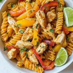 Für das Ein-Pot Hähnchen Fajita Pasta Rezept brauchst du die folgenden Zutaten: - 2 Esslöffel Olivenöl - 450 g Hähnchenbrust, gewürfelt - 1 Paprika (rot oder gelb), in Streifen geschnitten - 1 Zwiebel, in Ringen geschnitten - 2 Knoblauchzehen, fein gehackt - 1 Dose (400 g) gewürfelte Tomaten (mit Saft) - 720 ml Hühnerbrühe - 340 g ungekochte Pasta (Penne oder Fusilli) - 240 g Mais (gefroren oder aus der Dose) - 100 g geriebener Käse (Cheddar oder mexikanische Mischung) - Frischer Koriander zum Garnieren - Limettenschnitze zum Servieren Diese Zutaten geben deinem Gericht einen leckeren Geschmack und sorgen für eine schöne Textur. Die Gewürze sind der Schlüssel zu diesem Gericht. Hier sind die benötigten Gewürze: - 1 Teelöffel Chili-Pulver - 1 Teelöffel Kreuzkümmel - 1 Teelöffel geräuchertes Paprikapulver - 1/2 Teelöffel Oregano - 1/4 Teelöffel Cayennepfeffer (optional) Diese Gewürze bringen Wärme und Tiefe in die Pasta. Der geräucherte Paprika gibt dem Gericht einen besonderen, rauchigen Geschmack. Du möchtest das Rezept anpassen? Hier sind einige optionale Zutaten, die du hinzufügen kannst: - Schwarze Bohnen für mehr Protein - Avocado für eine cremige Textur - Jalapeños für extra Schärfe - Frische Limettenschale für einen frischen Kick Diese Variationen helfen dir, das Gericht nach deinem Geschmack zu gestalten. Probier sie aus und finde deine persönliche Lieblingskombination! {{ingredient_image_2}} Zuerst müssen Sie alle Zutaten bereitstellen. Schneiden Sie die Paprika in Streifen und die Zwiebel in Ringe. Hacken Sie den Knoblauch fein. Diese Vorarbeit macht das Kochen viel einfacher und schneller. Legen Sie alles bereit, damit Sie schnell zugreifen können, wenn es losgeht. Erhitzen Sie das Olivenöl in einem großen Topf bei mittlerer Hitze. Geben Sie die gewürfelte Hähnchenbrust hinein. Braten Sie das Hähnchen für 5-7 Minuten an, bis es goldbraun ist. Vergessen Sie nicht, es mit Salz und Pfeffer zu würzen. Fügen Sie dann die geschnittene Paprika, die Zwiebel und den Knoblauch hinzu. Braten Sie alles für 3-4 Minuten, bis das Gemüse weich wird. So entfalten sich die Aromen. Jetzt ist es Zeit für die Gewürze! Fügen Sie Chili-Pulver, Kreuzkümmel, geräuchertes Paprikapulver, Oregano und optional Cayennepfeffer hinzu. Lassen Sie alles für eine weitere Minute kochen, damit die Gewürze ihren Geschmack abgeben. Geben Sie die gewürfelten Tomaten, die Hühnerbrühe, die ungekochte Pasta und den Mais in den Topf. Rühren Sie alles gut durch. Lassen Sie die Mischung aufkochen, dann reduzieren Sie die Hitze. Decken Sie den Topf ab und lassen Sie es 12-15 Minuten köcheln. Rühren Sie gelegentlich um, damit nichts anbrennt. Wenn die Pasta al dente ist, nehmen Sie den Topf vom Herd. Mischen Sie den geriebenen Käse unter, bis er schmilzt. Jetzt schmeckt es einfach köstlich! Die Garzeit für Pasta ist wichtig. Du willst sie al dente, also bissfest. In diesem Rezept köchelt die Pasta 12 bis 15 Minuten. Rühre gelegentlich um, damit nichts anbrennt. Überprüfe die Pasta nach 12 Minuten. Wenn sie noch zu fest ist, koche sie etwas länger. Du kannst das Gericht ganz nach deinem Geschmack anpassen. Füge mehr Gemüse hinzu, wie Zucchini oder Pilze. Möchtest du es schärfer? Dann erhöhe die Menge an Cayennepfeffer. Für eine cremigere Sauce, gebe mehr Käse hinzu oder benutze Sahne. Probiere auch verschiedene Käsesorten aus, um neue Geschmäcker zu entdecken. Der Käse spielt eine große Rolle im Geschmack. Cheddar ist klassisch, aber eine mexikanische Käsemischung bringt mehr Aroma. Du kannst auch Feta oder Gouda verwenden. Achte darauf, den Käse am Ende unterzurühren. So schmilzt er perfekt und macht das Gericht cremig. Pro Tips Fleisch marinieren: Marinieren Sie das Hähnchen einige Stunden im Voraus mit Limettensaft und Gewürzen, um den Geschmack zu intensivieren. Gemüse variieren: Fügen Sie zusätzliches Gemüse wie Zucchini oder schwarze Bohnen hinzu, um die Nährstoffe zu erhöhen und Abwechslung zu schaffen. Pasta al dente: Achten Sie darauf, die Pasta nicht zu lange zu kochen, damit sie al dente bleibt und nicht matschig wird. Verwendung von Käse: Experimentieren Sie mit verschiedenen Käsesorten wie Monterrey Jack oder Pepper Jack für einen schärferen Geschmack. {{image_4}} Du kannst dieses Rezept leicht vegetarisch machen. Lass einfach das Hähnchen weg und nutze mehr Gemüse. Zucchini, Pilze und Auberginen sind großartige Optionen. Die Gewürze bleiben gleich, damit der Geschmack stark bleibt. So bleibt das Gericht sättigend und lecker. Vollkornpasta ist eine gesunde Wahl. Sie gibt mehr Ballaststoffe und Nährstoffe. Du kannst auch glutenfreie Pasta verwenden. Achte darauf, die Kochzeit anzupassen. Glutenfreie Pasta braucht oft weniger Zeit. So bleibt das Gericht perfekt. Möchtest du mehr Protein? Füge schwarze Bohnen oder Kichererbsen hinzu. Sie passen gut zu den Aromen. Du kannst auch Tofu verwenden, wenn du es magst. Diese Optionen machen dein Essen nahrhafter und sättigender. Wenn du Reste von der One-Pot Chicken Fajita Pasta hast, bewahre sie korrekt auf. Lass das Gericht zuerst auf Zimmertemperatur abkühlen. Fülle die Pasta dann in einen luftdichten Behälter. Du kannst sie bis zu drei Tage im Kühlschrank lagern. Achte darauf, sie schnell zu kühlen, um Bakterien zu vermeiden. Um die Reste aufzuwärmen, gibt es einfache Wege. Du kannst die Pasta in der Mikrowelle erhitzen. Stelle die Mikrowelle auf mittlere Hitze und erwärme sie für 2-3 Minuten. Rühre zwischendurch um, damit alles gleichmäßig warm wird. Alternativ kannst du die Pasta in einem Topf auf dem Herd erwärmen. Füge einen Schuss Hühnerbrühe hinzu, um die Pasta saftig zu halten. Planst du, die Pasta länger zu lagern? Dann friere sie ein. Teile die Reste in Portionen auf und lege sie in gefriergeeignete Behälter. Achte darauf, sie gut zu verschließen. So bleiben die Aromen frisch. Die Pasta kann bis zu drei Monate eingefroren werden. Um sie aufzutauen, lasse sie über Nacht im Kühlschrank. Erwärme sie dann wie oben beschrieben. Die Zubereitung der Ein-Pot Hähnchen Fajita Pasta dauert insgesamt etwa 30 Minuten. Du brauchst 10 Minuten für die Vorbereitung und 20 Minuten zum Kochen. Es ist ein schnelles und einfaches Gericht, perfekt für hektische Abende. Ja, du kannst die Pasta im Voraus zubereiten. Koche die Fajita Pasta und lasse sie abkühlen. Fülle sie dann in einen luftdichten Behälter. Im Kühlschrank hält sie sich bis zu drei Tage. Wenn du sie aufwärmst, füge etwas Brühe hinzu, damit sie nicht austrocknet. Zu Ein-Pot Hähnchen Fajita Pasta passen viele Beilagen. Hier sind einige Ideen: - Ein frischer grüner Salat - Guacamole mit Tortilla-Chips - Mexikanischer Reis - Gegrilltes Gemüse Diese Beilagen ergänzen die Aromen der Fajita Pasta und machen das Essen noch besser. In diesem Artikel haben wir die Hauptzutaten für ein leckeres Ein-Pot Hähnchen Fajita Pasta-Rezept untersucht. Wir haben die Schritte zur Zubereitung sowie Tipps zur perfekten Garzeit beleuchtet. Auch die Varianten und Lagerungshinweise waren wichtig. Überlege, wie du das Rezept an deinen Geschmack anpasst, um es noch besser zu machen. Besonders die Tipps zur Verwendung des besten Käses können einen großen Unterschied machen. Viel Spaß beim Kochen und Ausprobieren!