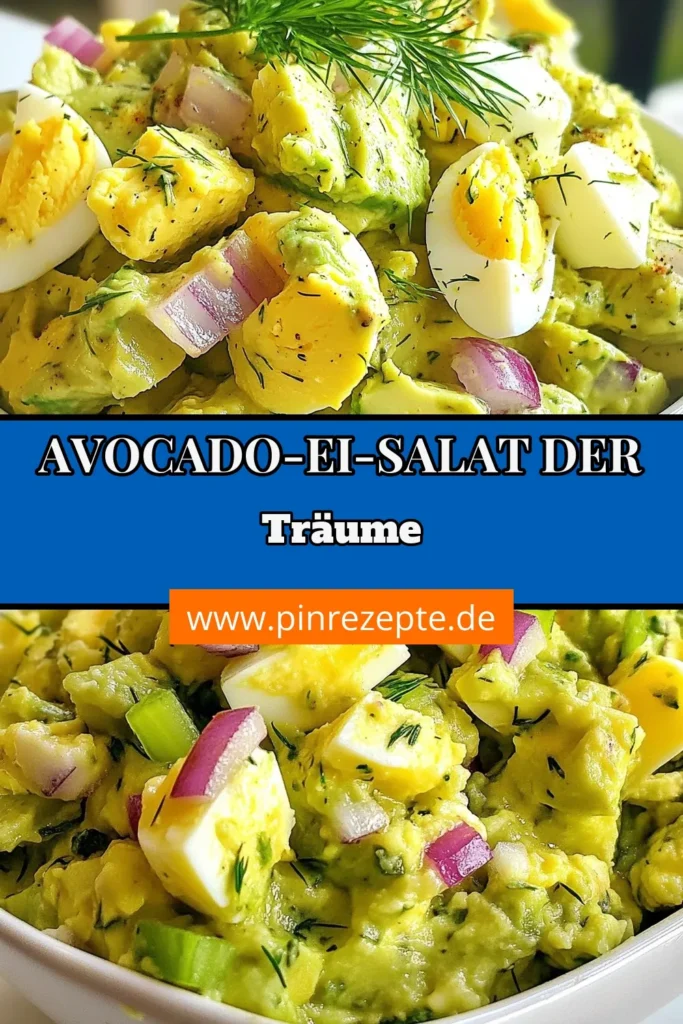 Entdecke unser köstliches Rezept für Avocado-Ei-Salat! Dieser gesunde Salat kombiniert 4 große Eier und eine reife Avocado mit griechischem Joghurt für eine proteinreiche Mahlzeit. Du suchst nach gesunden Rezeptideen oder einfachen Salatrezepte? Der Avocado-Ei-Salat ist perfekt für jedes Mittagessen! Probiere es jetzt aus und genieße die gesunde Vielfalt! #AvocadoEiSalat #gesundeRezeptideen #einfacheSalatrezepte #proteinreicherAvocadoSalat