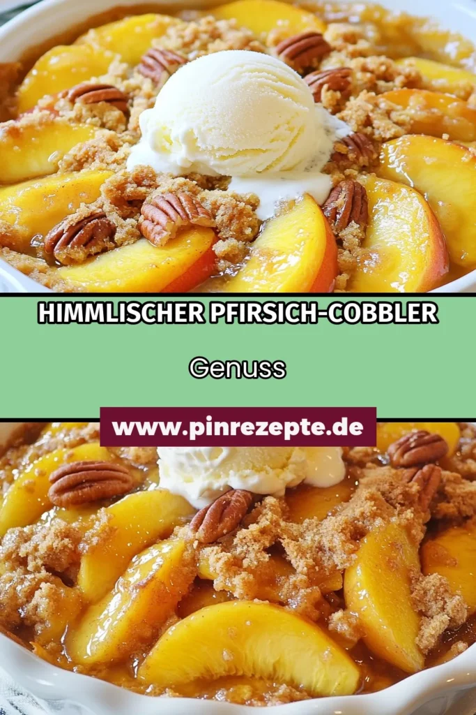 Entdecken Sie dieses einfache und köstliche Pfirsich-Cobbler Dump-Kuchen Rezept! Mit saftigen Pfirsichen und einer knusprigen Kuchenkruste ist dieser Kuchen mit Pfirsichen perfekt für jede Gelegenheit. Servieren Sie ihn warm mit Vanilleeis für das ultimative Dessert-Erlebnis. Ideal für Familien und Freunde! Probieren Sie es aus und teilen Sie Ihr Ergebnis! #PfirsichCobbler #DumpKuchenRezept #KuchenMitPfirsichen #einfachesCobblerRezept