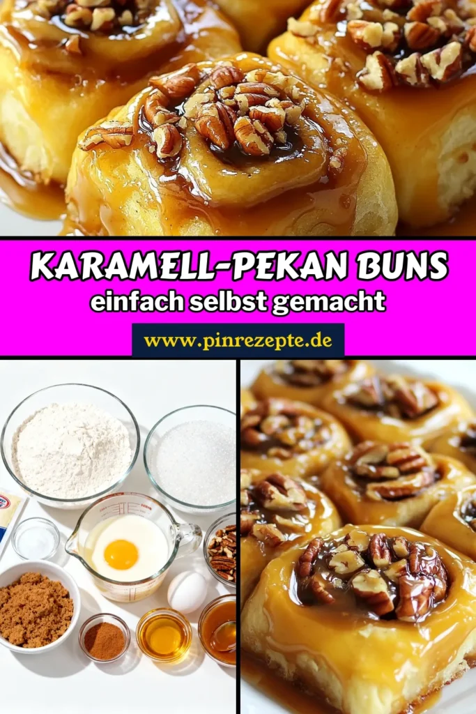 Entdecke das köstliche Rezept für Karamell-Pekan-Sticky Buns! Diese selbstgemachten Sticky Buns sind perfekt für ein süßes Frühstück oder ein Dessert. Mit frisch gebackenem Karamellgebäck und knusprigen Pekanüssen wirst du jeden begeistern. Probiere unser einfaches Rezept aus und verwöhne deine Familie oder Freunde. Klicke auf „Speichern“ und genieße diese süße Leckerei! #StickyBuns #Karamellgebäck #PekanüsseBacken #BackenMitLiebe