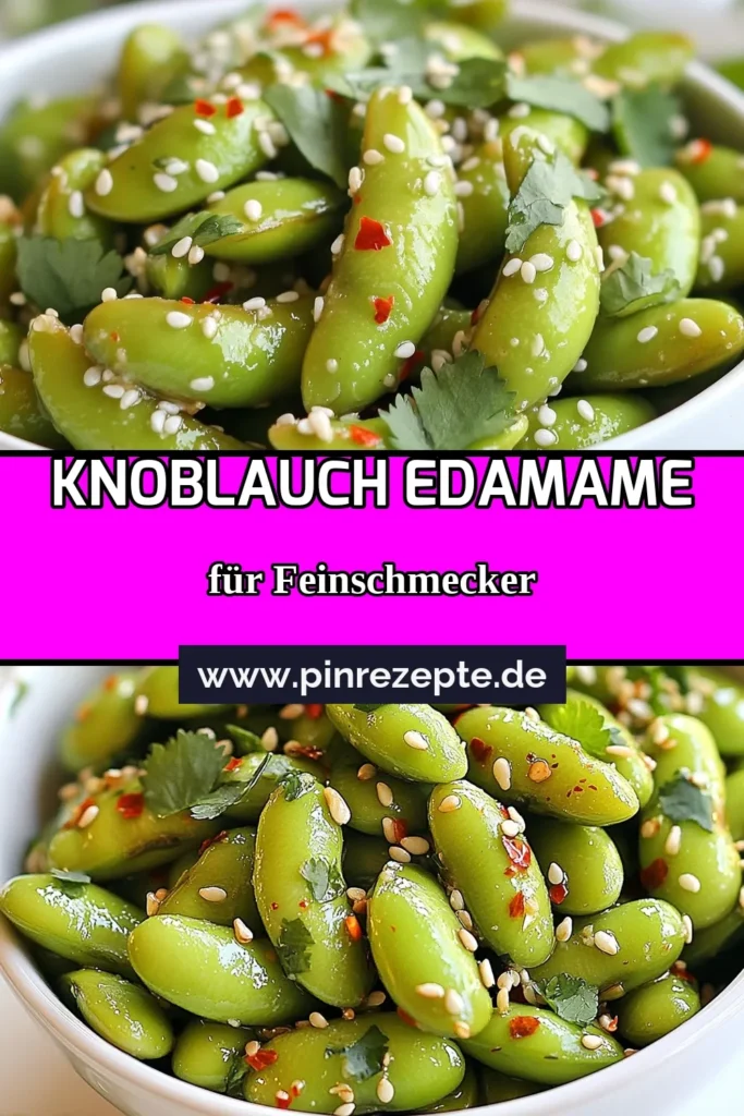 Entdecke unser würziges Edamame Rezept! Mit diesem schnellen und einfachen Gericht kannst du gesunde Snacks mit Edamame zubereiten, die perfekt als Vorspeise serviert werden. Knoblauch Edamame zubereiten ist einfach und macht deine Geschmacksknospen glücklich. Probiere es aus und schau dir an, wie du ein köstliches veganes Edamame Gericht kreieren kannst. Speichere das Rezept für deine nächste Snack-Idee! #Edamame #GesundeSnacks #VeganeRezepte #SchnelleVorspeisen
