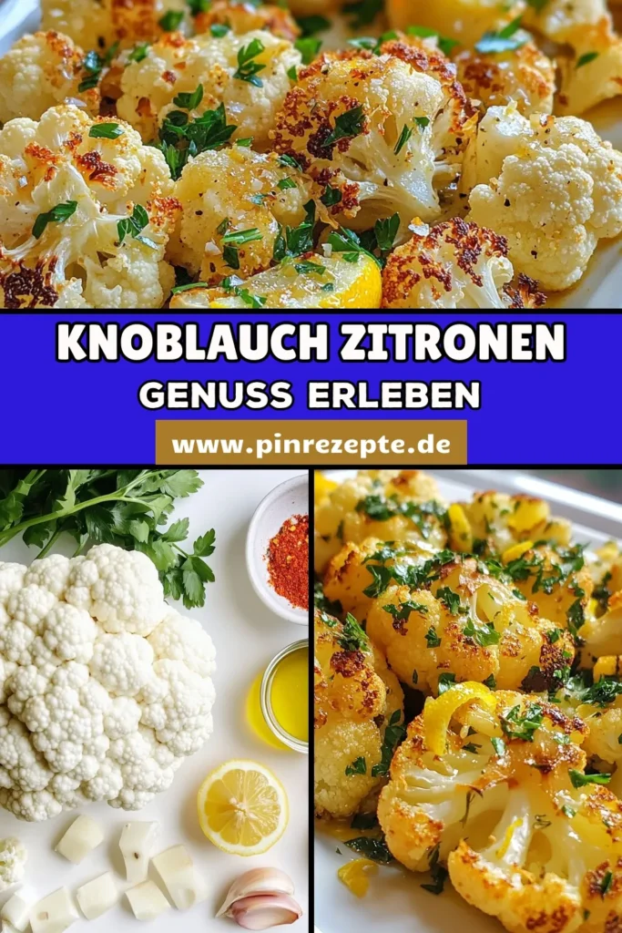 Entdecke unser einfaches und köstliches Rezept für Knoblauch Zitronen Blumenkohl! Diese vegane Blumenkohlbeilage ist nicht nur gesund, sondern auch ein Highlight Ihrer Gemüseteller. Der geröstete Blumenkohl mit Paprika und dem spritzigen Geschmack von Zitrone wird alle begeistern. Perfekt für jede Gelegenheit! Probiere es aus und teile deine Kreation! #KnoblauchZitronenBlumenkohl #GerösteterBlumenkohlRezept #VeganeBlumenkohlbeilage #GesundeGemüseRezepte