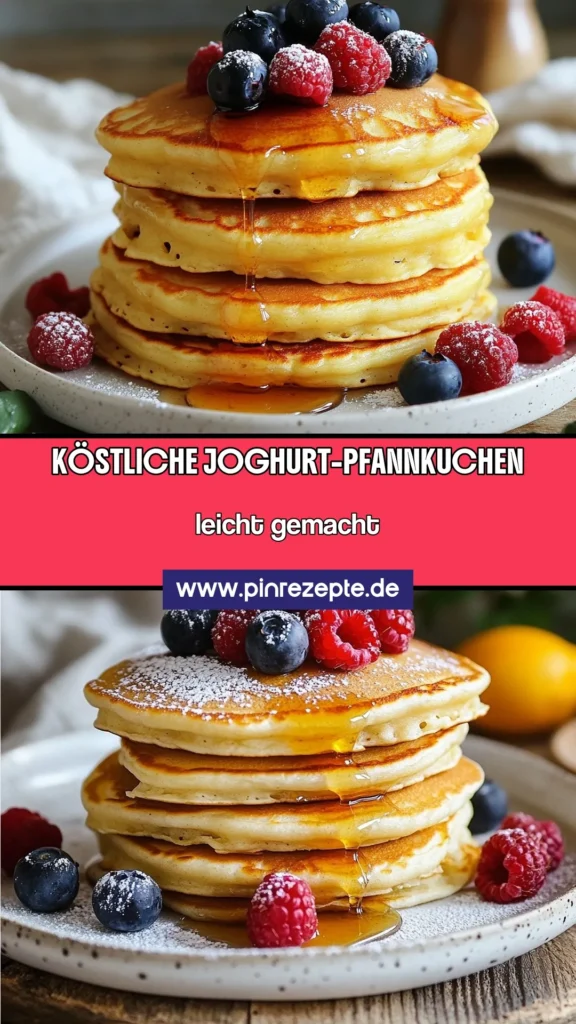 Entdecke das Rezept für griechische Joghurt-Pfannkuchen – die perfekte gesunde Frühstücksidee! Diese fluffigen Joghurt-Pfannkuchen sind einfach zuzubereiten und schmecken wunderbar mit frischen Beeren. Perfekt für ein schnelles und nährstoffreiches Frühstück. Probiere jetzt unser einfaches Pfannkuchen Rezept aus und genieße den Geschmack! Speichere dir dieses Rezept für die nächste Frühstückszeit! #griechischeJoghurtPfannkuchen #PfannkuchenMitBeeren #einfachePfannkuchenRezept #gesundeFrühstücksidee