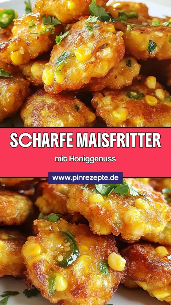 Entdecke das unwiderstehliche Rezept für Jalapeño-Honig-Maisfritter, die perfekten scharfen Fritter für jeden Snack-Liebhaber. Diese einfach zuzubereitenden vegetarischen Fritter kombinieren süßen Honig und würzige Jalapeños in köstlichen Maisfritters. Ideal für Feiern oder als Snack für zwischendurch. Lass dich inspirieren und probiere es aus! Speichere dieses einfaches Snack Rezept jetzt! #MaisfrittersRezept #vegetarischeFritter #JalapeñoHonigMaisfritter #einfacheSnacks