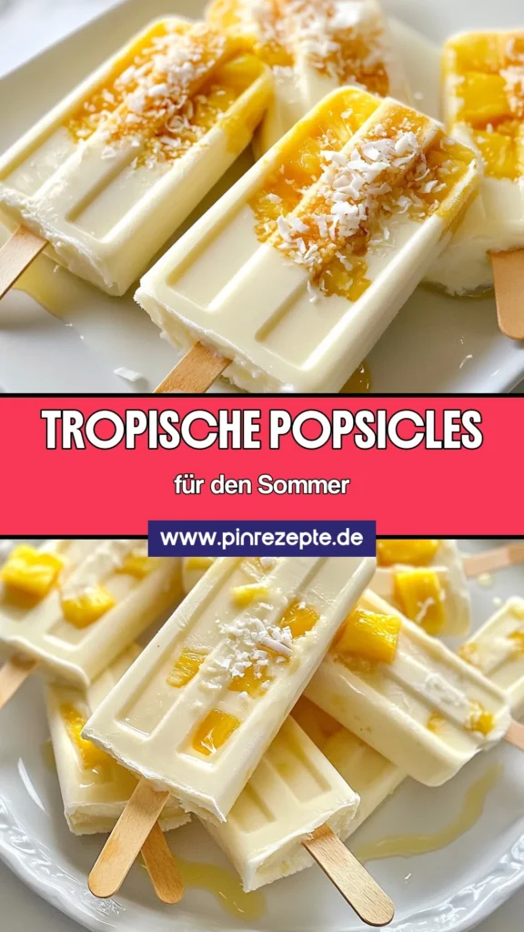 Entdecken Sie diese köstlichen Ananas Kokos Popsicles, die der perfekte gesunde Snack für heiße Tage sind! Mit frischer Ananas und cremiger Kokosmilch sind diese tropischen Popsicles einfach zuzubereiten. Probieren Sie unser gesunde Eisrezepte für selbstgemachte Eis am Stiel und bringen Sie etwas Urlaubsfeeling in Ihren Gefrierschrank. Speichern Sie das Rezept und lassen Sie sich von diesen erfrischenden Leckereien verführen! #tropischePopsicles #AnanasKokosPopsicles #KokosmilchRezept #gesundeEisrezepte