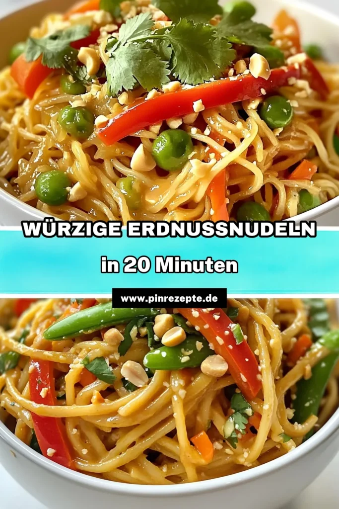 Entdecke unser köstliches Rezept für würzige Erdnussnudeln! Diese Reisnudeln verbinden sich perfekt mit einer aromatischen Erdnusssoße und knackigem Gemüse. Perfekt für alle Liebhaber asiatischer Nudelgerichte! Genussvoll, gesund und einfach zuzubereiten – ideal für dein nächstes vegetarisches Rezept. Koche mit uns und zaubere ein Gericht, das alle begeistert. Speichern und nachkochen! #WürzigeErdnussnudeln #ReisnudelnRezept #Erdnusssoße #asiatischeNudelgerichte