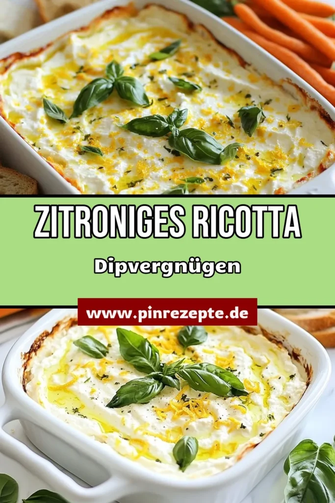 Entdecken Sie unseren köstlichen Zitronen-Ricotta-Dip mit dem einfachen Baked Ricotta Rezept, ideal für Partys! Dieses Rezept vereint cremigen Ricotta mit frischem Zitronensaft und Basilikum für einen erfrischenden Geschmack. Perfekt als leckere Dips für Partys, die Ihre Gäste beeindrucken werden. Probieren Sie unser Zitronen-Dip Rezept und bringen Sie Abwechslung auf den Tisch. Speichern und teilen Sie es! #ZitronenRicottaDip #BakedRicottaRezept #leckereDips #einfachesRezeptMitRicotta