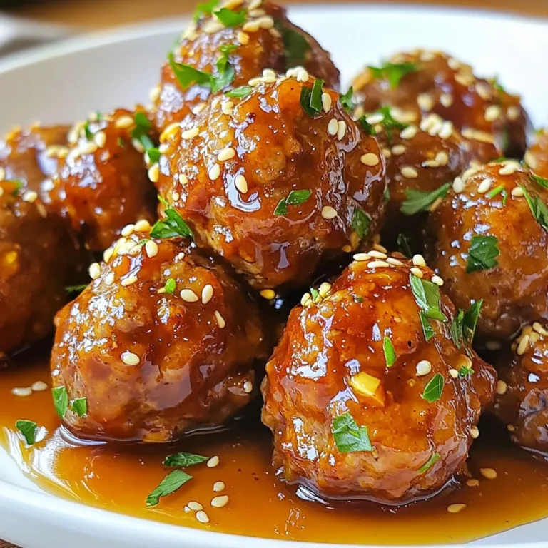 Für die Honig-Knoblauch-Fleischbällchen benötigst du: - 450 g Rinder- oder Putenhackfleisch - 120 g Semmelbrösel - 30 g geriebener Parmesan - 1 großes Ei - 3 Knoblauchzehen, fein gehackt - 1/4 Tasse frische Petersilie, gehackt - Salz und Pfeffer nach Geschmack Diese Zutaten bilden die Basis für die saftigen Fleischbällchen. Das Hackfleisch sorgt für den Hauptgeschmack, während Semmelbrösel und Ei die Mischung zusammenhalten. Parmesan gibt eine tolle Würze. Neben den Hauptzutaten brauchst du auch: - 120 ml Honig - 60 ml Sojasauce - 1 Teelöffel Sesamöl - 1 Esslöffel Speisestärke (optional, zum Verdicken) - Sesamsamen zum Garnieren Honig bringt die Süße. Sojasauce sorgt für einen salzigen Kick. Sesamöl rundet den Geschmack ab. Die Speisestärke hilft, die Sauce dickflüssiger zu machen, wenn du das magst. Wähle frisches Hackfleisch aus dem Kühlregal. Achte auf die Farbe und den Geruch. Für die Kräuter greife zu frischer Petersilie. Das gibt den Fleischbällchen ein frisches Aroma. Verwende hochwertigen Honig. Dieser gibt der Sauce einen reichen Geschmack. Wenn du auf den Salzgehalt achtest, wähle natriumarme Sojasauce. So kannst du die Würze besser kontrollieren. {{ingredient_image_2}} Heize den Ofen auf 200 °C vor. Dies sorgt für eine gleichmäßige Hitze. Lege ein Backblech mit Backpapier aus. So kleben die Fleischbällchen nicht fest. Diese Schritte sind wichtig, um eine einfache Reinigung zu gewährleisten. In einer großen Rührschüssel kombinierst du die Hauptzutaten. Nimm 450 g Hackfleisch, das kann Rind oder Pute sein. Füge 120 g Semmelbrösel und 30 g geriebenen Parmesan hinzu. Schlage ein großes Ei in die Schüssel. Dann kommen 3 fein gehackte Knoblauchzehen und 1/4 Tasse gehackte Petersilie dazu. Würze mit Salz und Pfeffer nach Geschmack. Mische alles gut, bis es gerade so verbunden ist. Achte darauf, nicht zu lange zu mischen, damit die Mischung nicht zu fest wird. Forme aus der Mischung kleine Bällchen. Jedes sollte etwa 2,5 cm groß sein. Lege die geformten Bällchen auf das Backblech. Backe sie nun im vorgeheizten Ofen. Die Backzeit beträgt etwa 15 bis 20 Minuten. Achte darauf, dass sie goldbraun sind und gut durchgegart. Diese Schritte sind entscheidend, damit die Fleischbällchen saftig und lecker bleiben. Um die perfekte Konsistenz für deine Fleischbällchen zu erreichen, achte auf die Mischung. Verwende 450 g Hackfleisch und 120 g Semmelbrösel. Ein großes Ei hilft, alles zusammenzuhalten. Knete die Mischung nur leicht, damit die Bällchen zart bleiben. Zu viel Kneten kann sie hart machen. Forme die Bällchen mit den Händen in gleichmäßige Stücke, ungefähr 2,5 cm groß. So garen sie gleichmäßig und bleiben saftig. Die Honig-Knoblauchsauce ist der Star dieses Gerichts. Du kannst die Sauce nach deinem Geschmack anpassen. Füge mehr Knoblauch hinzu, wenn du es würziger magst. Für eine scharfe Note probiere einen Schuss Chili-Sojasauce. Wenn du es süßer willst, erhöhe die Menge Honig auf 150 ml. Ein Spritzer Limettensaft bringt Frische in die Sauce. Experimentiere mit Gewürzen wie Ingwer oder Pfeffer, um neue Geschmäcker zu entdecken. Ein häufiger Fehler ist das Überbacken der Fleischbällchen. Achte darauf, dass sie goldbraun und durchgegart sind, aber nicht zu trocken. Ein weiterer Fehler ist die falsche Sauce. Mische die Zutaten gut und lasse sie sanft köcheln, damit sich die Aromen entfalten. Verwende natriumarme Sojasauce, wenn du auf Salz achten musst. Schließlich, wenn du die Bällchen in der Sauce wälzt, mache dies vorsichtig, damit sie nicht zerfallen. Pro Tipps Fleischwahl: Verwende hochwertiges Hackfleisch für den besten Geschmack und eine zarte Textur. Rindfleisch bietet mehr Geschmack, während Putenhackfleisch eine leichtere Option ist. Knoblauch frisch verwenden: Frisch gehackter Knoblauch gibt einen intensiveren Geschmack. Vermeide Knoblauchpulver, da es nicht die gleiche Frische und Tiefe bietet. Honigvariationen: Experimentiere mit verschiedenen Honigsorten, wie z.B. Blütenhonig oder Akazienhonig, um unterschiedliche Geschmacksnuancen in der Sauce zu erzielen. Fleischbällchen nicht übermixen: Mische die Zutaten nur so lange, bis sie kombiniert sind. Zu langes Mischen kann die Fleischbällchen zäh machen. {{image_4}} Du kannst verschiedene Fleischsorten für die Fleischbällchen verwenden. Rindfleisch und Pute sind beliebt, aber auch Schweinefleisch funktioniert gut. Wenn du etwas Neues ausprobieren möchtest, nimm Lammfleisch. Es bringt einen würzigen Geschmack. Gemischtes Hackfleisch ist eine tolle Wahl. Es sorgt für eine interessante Textur und einen tiefen Geschmack. Um die Fleischbällchen vegan oder vegetarisch zu machen, ersetze das Hackfleisch durch Linsen oder Kichererbsen. Du kannst auch gemahlene Mandeln oder Haferflocken verwenden. Sie geben eine gute Konsistenz. Verwende pflanzliche Eierersatzprodukte, um die Bindung zu erreichen. Achte darauf, dass die restlichen Zutaten wie Honig durch Ahornsirup ersetzt werden. Das sorgt für die süße Note. Die Honig-Knoblauch-Sauce ist köstlich, doch du kannst sie anpassen. Probiere eine Barbecue-Sauce für einen rauchigen Geschmack. Eine süß-saure Sauce gibt einen frischen Kick. Verwende frische Kräuter wie Basilikum oder Koriander für mehr Aroma. Diese Zutaten bringen neue Geschmäcker in die Fleischbällchen. Experimentiere mit verschiedenen Saucen und finde deine Lieblingskombination. Wenn du Fleischbällchen übrig hast, lagere sie richtig. Lass sie zuerst abkühlen. Danach lege sie in einen luftdichten Behälter. Du kannst sie bis zu drei Tage im Kühlschrank aufbewahren. Wenn du sie länger aufbewahren möchtest, friere sie ein. Die beste Methode ist das Einfrieren. Verwende einen gefrierfesten Behälter oder einen Gefrierbeutel. Achte darauf, die Luft nach dem Schließen zu entfernen. So bleiben die Fleischbällchen frisch und lecker. Wenn du sie gefroren hast, sind sie bis zu drei Monate haltbar. Um die Fleischbällchen wieder warm zu machen, kannst du den Ofen nutzen. Heize ihn auf 180 °C vor. Lege die Fleischbällchen auf ein Backblech und backe sie für 10-15 Minuten. Alternativ kannst du sie auch in der Mikrowelle aufwärmen. Stelle die Mikrowelle auf mittlere Hitze und erwärme sie für 2-3 Minuten. Achte darauf, dass sie gleichmäßig warm werden. Du kannst die Honig-Knoblauch-Fleischbällchen bis zu drei Tage im Kühlschrank aufbewahren. Achte darauf, sie in einem luftdichten Behälter zu lagern. So bleiben sie frisch und lecker. Wenn du sie länger aufbewahren möchtest, friere sie ein. Im Gefrierschrank halten sie bis zu drei Monate. Denke daran, sie vor dem Servieren gut aufzutauen und erneut zu erhitzen. Ja, du kannst die Fleischbällchen im Voraus zubereiten. Forme sie einfach und lege sie auf ein Backblech. Decke sie mit Frischhaltefolie ab und stelle sie in den Kühlschrank. Du kannst sie sogar bis zu einen Tag vorher machen. Wenn du bereit bist, sie zu backen, heize den Ofen vor und backe sie wie gewohnt. So sparst du Zeit und kannst deine Gäste beeindrucken. Die besten Beilagen sind gebratener Reis, Nudeln oder ein frischer Salat. Du kannst auch gedämpftes Gemüse oder knusprige Brötchen servieren. Diese Beilagen passen gut zu den süßen und herzhaften Aromen der Fleischbällchen. Experimentiere mit verschiedenen Kombinationen, um deinen perfekten Teller zu finden! Honig-Knoblauch-Fleischbällchen sind einfach und lecker. Wir haben die besten Zutaten, Tipps zur Zubereitung und viele nützliche Tricks besprochen. Diese Fleischbällchen bieten viele Variationen, auch für Veganer. Ebenso hast du jetzt effektive Aufbewahrungsinformationen, um Reste richtig zu lagern. Probiere diese unkomplizierten Rezepte aus, um schnell köstliche Mahlzeiten zu zaubern. Mit diesen Ideen kannst du deine Küche bereichern und Gerichte zaubern, die Freude machen. Mach weiter so und entdecke neue Variationen!