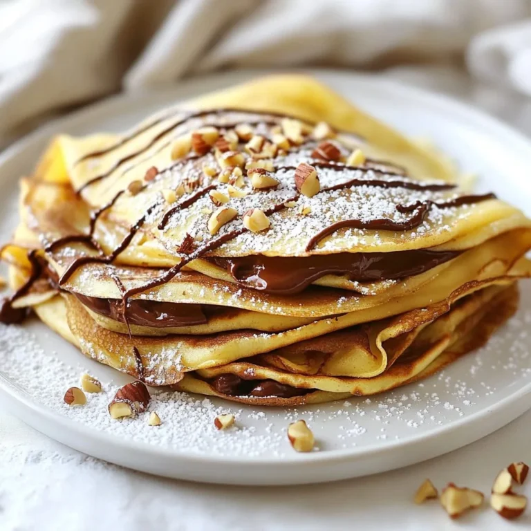 Für die perfekten Schokoladen-Haselnuß-Crepes brauchst du folgende Zutaten: - 1 Tasse Weizenmehl - 2 große Eier - 1 1/4 Tassen Milch - 2 Esslöffel geschmolzene Butter (plus etwas zum Braten) - 1 Esslöffel Zucker - 1/2 Teelöffel Vanilleextrakt - 1/4 Teelöffel Salz - 1/2 Tasse Schokoladen-Hasselnuss-Aufstrich (z. B. Nutella) Diese Zutaten bilden die Basis für deinen Teig. Das Mehl gibt den Crepes Struktur. Eier sorgen für die Bindung. Milch macht den Teig schön flüssig. Butter und Zucker verleihen Geschmack. Um deinen Crepes das gewisse Extra zu geben, kannst du sie mit folgenden Zutaten garnieren: - 1/4 Tasse gehackte Haselnüsse - Puderzucker (zum Bestäuben) Die gehackten Haselnüsse fügen einen tollen Crunch hinzu. Puderzucker sorgt für eine süße, hübsche Optik. Eine Portion enthält etwa: - Kalorien: 250 - Kohlenhydrate: 35 g - Fett: 10 g - Eiweiß: 6 g Diese Nährwerte helfen dir, besser zu planen. Du kannst die Zutaten auch nach deinem Bedarf anpassen. {{ingredient_image_2}} Zuerst mischst du in einer großen Schüssel das Weizenmehl, den Zucker und das Salz. Das ist die Basis für deine Crepes. In einer anderen Schüssel schlägst du die Eier auf. Dann fügst du die Milch, die geschmolzene Butter und den Vanilleextrakt hinzu. Vermische alles gut, bis der Teig glatt ist. Gib die feuchten Zutaten langsam in die Schüssel mit dem Mehl. Rühre kräftig mit einem Schneebesen, bis keine Klumpen mehr vorhanden sind. Lass den Teig für 30 Minuten bei Zimmertemperatur ruhen. Dies hilft, die Crepes zart zu machen. Erhitze eine antihaftbeschichtete Pfanne auf mittlerer Stufe. Fette sie leicht mit geschmolzener Butter ein. Gieße etwa 1/4 Tasse des Teigs in die Pfanne. Kippe die Pfanne schnell, um den Teig gleichmäßig zu verteilen. Backe den Crepe etwa 1-2 Minuten, bis die Unterseite goldbraun ist. Drehe den Crepe mit einem Spatel um und backe die andere Seite für 1 weitere Minute. Nimm den fertigen Crepe aus der Pfanne und stapel die gebackenen Crepes auf einem Teller. Um die Crepes zu füllen, nimm einen Esslöffel Schokoladen-Hasselnuss-Aufstrich. Verteile ihn auf einer Hälfte des Crepes. Klappe die Crepehälfte zweimal über, um ein Dreieck zu formen oder rolle ihn auf. Bestäube die Crepes vor dem Servieren mit Puderzucker. Streue die gehackten Haselnüsse darüber für extra Crunch. So servierst du deine leckeren Schokoladen-Haselnuß-Crepes! Um dünne Crepes zu machen, ist die Konsistenz des Teigs wichtig. Der Teig sollte flüssig, aber nicht zu dünn sein. Nach dem Mischen lass den Teig 30 Minuten ruhen. Dies gibt dem Gluten Zeit, sich zu entspannen. Verwende eine antihaftbeschichtete Pfanne und wenig Hitze. Gieße etwa 1/4 Tasse Teig hinein und kippe die Pfanne sofort. So verteilst du den Teig gleichmäßig und bekommst dünne Crepes. Frische Zutaten machen den Unterschied. Nutze frische Eier und Milch für den besten Geschmack. Auch die Haselnüsse sollten frisch sein. Das hebt die Aromen der Schokoladen-Haselnuß-Crepes. Wenn du die Möglichkeit hast, kaufe lokale Produkte. So unterstützt du nicht nur die Umwelt, sondern schmeckt auch besser. Ein häufiger Fehler ist, den Teig zu lange zu mixen. Das kann die Crepes zäh machen. Mixe nur so lange, bis alles gut vermischt ist. Ein weiterer Fehler ist die Temperatur der Pfanne. Wenn sie zu heiß ist, brennen die Crepes. Wenn sie zu kalt ist, backen sie nicht richtig. Teste die Temperatur mit einem kleinen Löffel Teig. Der Teig sollte sofort anfangen zu brutzeln. Pro Tipps Teig ruhen lassen: Lassen Sie den Crepeteig mindestens 30 Minuten ruhen, damit sich das Gluten entspannen kann und die Crepes zarter werden. Die richtige Hitze: Achten Sie darauf, die Pfanne auf mittlere Hitze zu erhitzen. Zu hohe Temperaturen können dazu führen, dass die Crepes verbrennen. Variationen ausprobieren: Experimentieren Sie mit verschiedenen Füllungen wie frischen Früchten oder Joghurt, um neue Geschmäcker zu entdecken. Crepes warm halten: Stapeln Sie die fertigen Crepes auf einem Teller und decken Sie sie mit einem sauberen Küchentuch ab, damit sie warm bleiben, während Sie die restlichen backen. {{image_4}} Du kannst mit verschiedenen Füllungen experimentieren. Nutze Marmelade oder frische Früchte. Erdbeeren oder Bananen passen gut. Für einen herzhaften Twist denke an Käse oder Schinken. Probiere auch die Kombination von Schokolade und Kokos. So wird dein Crepe immer neu und spannend. Wenn du glutenfrei leben möchtest, ersetze das Weizenmehl. Nutze Reismehl oder Mandelmehl. Diese Mehle geben deinen Crepes einen einzigartigen Geschmack. Die Konsistenz bleibt ähnlich, wenn du die richtige Menge Flüssigkeit hinzufügst. Achte darauf, dass dein Aufstrich auch glutenfrei ist. Für vegane Crepes kannst du die Eier durch Leinsamen ersetzen. Mische einen Esslöffel Leinsamen mit drei Esslöffeln Wasser. Lass das Ganze kurz quellen. Nutze pflanzliche Milch, wie Mandel- oder Hafermilch. Ersetze die Butter durch Kokosöl oder vegane Margarine. So bleibt der Genuss ganz ohne tierische Produkte. Crepes lassen sich gut einfrieren. Du kannst sie einfach stapeln und in Frischhaltefolie wickeln. Achte darauf, dass keine Luft entweicht. Das verhindert Gefrierbrand. Du kannst sie bis zu zwei Monate im Gefrierfach aufbewahren. Zum Auftauen legst du sie einfach in den Kühlschrank oder bei Raumtemperatur. Wenn du die Crepes nicht einfrieren möchtest, kannst du sie im Kühlschrank aufbewahren. Lege die Crepes in einen luftdichten Behälter. Sie bleiben so bis zu drei Tage frisch. Zwischen den Crepes kannst du Backpapier legen, um ein Ankleben zu verhindern. Zum Aufwärmen empfehle ich, eine Pfanne ohne Fett zu benutzen. Erhitze die Pfanne bei mittlerer Hitze. Lege die Crepes hinein und erwärme sie für etwa 30 Sekunden pro Seite. Alternativ kannst du die Crepes auch in der Mikrowelle aufwärmen. Lege sie dafür auf einen Teller und decke sie mit einem feuchten Papiertuch ab. Erwärme sie in kurzen Abständen, bis sie warm sind. Um die Crepes süßer zu machen, füge mehr Zucker hinzu. Du kannst auch Vanillezucker verwenden. Eine Prise Zimt oder Kakaopulver kann den Geschmack ebenfalls verstärken. Wenn du die Schokoladen-Hasselnuss-Creme großzügig aufträgst, wird es noch süßer. Wenn du etwas Honig oder Ahornsirup drüber gibst, wird es ebenfalls lecker. Ja, du kannst die Füllung ganz nach deinem Geschmack anpassen. Statt Schokoladen-Hasselnuss-Aufstrich kannst du Erdnussbutter, Marmelade oder frische Früchte verwenden. Für eine herzhaftere Variante verwende Käse oder Spinat. Sei kreativ und finde deinen Lieblingsgeschmack! Schokoladen-Haselnuß-Crepes sind eine süße Leckerei. Sie sind nicht die gesündeste Wahl, aber in Maßen genossen, sind sie in Ordnung. Du kannst gesündere Zutaten verwenden, wie Vollkornmehl oder weniger Zucker. Füge frisches Obst hinzu, um den Nährwert zu erhöhen. Schokoladen-Haselnuß-Crepes sind ein einfaches und leckeres Gericht. Wir haben die wichtigsten Zutaten, die einfache Zubereitung und nützliche Tipps durchgegangen. Denk daran, frische Zutaten zu nutzen und Fehler zu vermeiden, um die besten Ergebnisse zu erzielen. Du kannst die Crepes auch variieren und gut lagern. Sei kreativ mit Füllungen und genieße deine köstlichen Crepes! Experimentiere und finde deine Lieblingskombination. Viel Spaß beim Kochen und Genießen!
