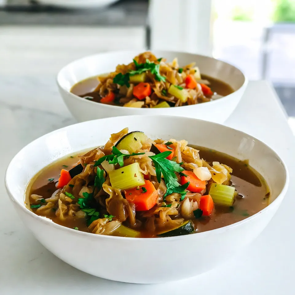 Die Kraut Detox Suppe besteht aus frischen und gesunden Zutaten. Hier sind die Hauptzutaten: - 1 mittelgroßer grüner Kopf Kraut, grob gehackt - 1 große Zwiebel, gewürfelt - 3 Knoblauchzehen, fein gehackt - 2 mittelgroße Karotten, gewürfelt - 2 Selleriestangen, gewürfelt - 1 große Zucchini, gewürfelt - 1 Dose (400 g) gewürfelte Tomaten, ohne Salz - 1,5 Liter natriumreduzierter Gemüsebrühe Diese Zutaten geben der Suppe ihren frischen Geschmack und Nährstoffe. Die Gewürze und Öle bringen Aroma und Tiefe. Hier sind die wichtigsten: - 1 Teelöffel getrockneter Oregano - 1 Teelöffel getrockneter Thymian - 1 Esslöffel Olivenöl - Salz und Pfeffer nach Geschmack Oregano und Thymian verleihen der Suppe einen mediterranen Touch. Das Olivenöl sorgt für eine schöne Basis. Beim Einkauf ist Frische wichtig. Hier sind einige Tipps: - Wählen Sie einen Kopf Kraut, der fest und knackig ist. - Zwiebeln sollten fest und ohne dunkle Flecken sein. - Karotten und Sellerie müssen frisch und knackig sein. - Achten Sie auf Zucchini, die glatt und glänzend sind. Frische Zutaten machen den Unterschied in Geschmack und Nährwert. {{ingredient_image_2}} Zuerst bereiten wir die Zutaten vor. Du benötigst: - 1 mittelgroßen grünen Kopf Kraut, grob gehackt - 1 große Zwiebel, gewürfelt - 3 Knoblauchzehen, fein gehackt - 2 mittelgroße Karotten, gewürfelt - 2 Selleriestangen, gewürfelt - 1 große Zucchini, gewürfelt - 1 Dose (400 g) gewürfelte Tomaten, ohne Salz - 1,5 Liter natriumreduzierter Gemüsebrühe - 1 Teelöffel getrockneter Oregano - 1 Teelöffel getrockneter Thymian - 1 Esslöffel Olivenöl - Salz und Pfeffer nach Geschmack - Frische Petersilie zum Garnieren Wasche alles gründlich. Schneide das Gemüse in kleine Stücke. Je kleiner die Stücke, desto schneller garen sie. Erhitze in einem großen Topf das Olivenöl bei mittlerer Hitze. Füge die gewürfelte Zwiebel und den gehackten Knoblauch hinzu. Brate beides etwa 3-4 Minuten an, bis die Zwiebel glasig wird. Jetzt kommen die Karotten und Selleriestangen in den Topf. Brate das Gemüse 5 Minuten weiter, bis es etwas weich wird. Rühre das gehackte Kraut und die gewürfelte Zucchini ein. Lass alles etwa 5 Minuten köcheln und rühre gelegentlich um. Füge die gewürfelten Tomaten, die Gemüsebrühe, den Oregano und den Thymian hinzu. Vermische alles gut. Lass die Suppe aufkochen. Reduziere dann die Hitze und lass sie 25-30 Minuten offen köcheln. So verbinden sich die Aromen und das Gemüse wird zart. Schmecke die Suppe mit Salz und Pfeffer ab. Passen die Gewürze nach deinem Geschmack an. Wenn die Suppe fertig ist, nimm den Topf vom Herd. Lass die Suppe kurz abkühlen. Serviere sie in bunten Schalen. Garniere jede Schale mit frisch gehackter Petersilie. Ein schöner Tipp ist, einen Zitronenschnitz an die Seite zu legen. Er gibt einen spritzigen Kick. Diese Suppe sieht nicht nur toll aus, sie schmeckt auch frisch und gesund! Um den Geschmack der Kraut Detox Suppe zu steigern, beginne mit frischen Zwiebeln und Knoblauch. Diese Zutaten bringen viel Aroma in die Suppe. Brate sie gut an, bis sie glasig sind. Füge dann die Karotten und Sellerie hinzu und brate sie kurz mit. So entfalten sich die Aromen besser. Ein weiterer Trick ist, die Kräuter wie Oregano und Thymian kurz mitzubraten, bevor du die Brühe hinzufügst. Dadurch wird der Geschmack intensiver. Das Olivenöl trägt ebenfalls zur Geschmacksentfaltung bei. Wähle ein hochwertiges Öl für die besten Ergebnisse. Ein häufiger Fehler ist, die Suppe zu kurz köcheln zu lassen. Achte darauf, dass sie mindestens 25 bis 30 Minuten kocht. So verbinden sich die Aromen gut. Ein weiterer Fehler ist das Verwenden von zu viel Salz. Beginne mit einer kleinen Menge und passe den Geschmack am Ende an. Zu viel Salz kann den frischen Geschmack der Zutaten überdecken. Vermeide auch, das Gemüse zu klein zu schneiden. Größere Stücke bleiben knackig und geben mehr Textur. Du kannst die Suppe leicht anpassen. Füge zum Beispiel einen Spritzer Zitronensaft hinzu. Das bringt Frische und hilft, die Aromen hervorzuheben. Ein anderer Vorschlag ist, etwas Ingwer oder Chili für eine scharfe Note hinzuzufügen. Das bringt Wärme in die Suppe. Wenn du mehr Protein möchtest, ergänze gekochte Bohnen oder Linsen. Diese Zutaten machen die Suppe nahrhafter und sättigender. Denke daran, die Suppe mit frischer Petersilie zu garnieren. Das sieht nicht nur schön aus, sondern gibt auch einen frischen Geschmack. Pro Tipps Frisch ist am besten: Verwenden Sie frisches Gemüse, um den besten Geschmack und die meisten Nährstoffe aus Ihrer Suppe herauszuholen. Ein Spritzer Zitrone: Ein wenig Zitronensaft am Ende der Kochzeit kann die Aromen aufhellen und die Suppe lebendiger machen. Vorsicht bei der Brühe: Achten Sie darauf, natriumreduzierte Brühe zu verwenden, um den Salzgehalt zu kontrollieren und die Suppe gesünder zu gestalten. Variieren Sie die Kräuter: Experimentieren Sie mit frischen Kräutern wie Basilikum oder Dill, um der Suppe eine persönliche Note zu verleihen. {{image_4}} Die Kraut Detox Suppe ist einfach anpassbar. Sie können sie leicht vegetarisch oder vegan machen. Verwenden Sie einfach Gemüsebrühe ohne tierische Produkte. Das Rezept ist bereits frei von Fleisch. Wenn Sie zusätzlich Protein hinzufügen möchten, probieren Sie Tofu oder Tempeh. Diese Zutaten machen Ihre Suppe sättigender. Sie können auch Hülsenfrüchte wie Kichererbsen oder Linsen verwenden. Diese geben der Suppe eine tolle Textur und Nährstoffe. Sie können das Gemüse in der Suppe nach Ihrem Geschmack ändern. Brokkoli oder Spinat passen gut dazu. Diese Gemüsesorten sind nährstoffreich und lecker. Außerdem können Sie andere Wurzeln wie Rüben oder Süßkartoffeln verwenden. Sie bringen eine süßere Note in die Suppe. Wenn Sie mehr Proteine wollen, fügen Sie Quinoa hinzu. Diese Körner sind gesund und geben einen guten Biss. Die Gewürze machen einen großen Unterschied. Neben Oregano und Thymian können Sie auch Basilikum verwenden. Das gibt der Suppe ein frisches Aroma. Ein Hauch von Kreuzkümmel verleiht der Suppe eine besondere Note. Wenn Sie es schärfer mögen, fügen Sie etwas Chili oder Paprika hinzu. Diese Gewürze bringen eine aufregende Tiefe in den Geschmack. Experimentieren Sie mit den Gewürzen, um Ihre perfekte Mischung zu finden. Die Kraut Detox Suppe ist eine tolle Wahl für Meal Prep. Sie bleibt frisch, wenn du sie richtig lagerst. Nach dem Kochen kannst du die Suppe in einen luftdichten Behälter füllen. Lass sie zuerst auf Raumtemperatur abkühlen, bevor du sie in den Kühlschrank stellst. So hält sie sich bis zu fünf Tage. Stelle sicher, dass du die Suppe immer gut abdeckst. So vermeidest du, dass sie Gerüche aus dem Kühlschrank aufnimmt. Wenn du die Suppe länger aufbewahren möchtest, friere sie ein. Portioniere die Suppe in kleine Behälter. Achte darauf, dass du genug Platz zum Ausdehnen lässt. Gefroren hält die Suppe bis zu drei Monate. Zum Auftauen stellst du die Behälter einfach in den Kühlschrank oder erhitzt sie direkt in der Mikrowelle. So hast du immer eine gesunde Mahlzeit zur Hand. Falls du Reste hast, sei kreativ! Du kannst die Suppe als Basis für andere Gerichte nutzen. Zum Beispiel mache ein herzhaftes Eintopfgericht. Füge einfach etwas Reis oder Quinoa hinzu. Du kannst auch die Suppe in Soßen oder für Aufläufe verwenden. Die Möglichkeiten sind endlos! Nutze die Reste, um neue und leckere Gerichte zu kreieren. Du kannst die Kraut Detox Suppe täglich essen. Sie ist leicht und gesund. Viele genießen sie als Teil einer Diät. Du kannst sie auch als Snack oder leichtes Mittagessen verwenden. Höre auf deinen Körper und iss, wenn du hungrig bist. Achte darauf, auch andere gesunde Lebensmittel zu integrieren. Die Kraut Detox Suppe hat viele Vorteile. Kraut ist reich an Ballaststoffen. Das hilft deiner Verdauung. Es enthält auch viele Vitamine. Diese unterstützen dein Immunsystem. Karotten und Zucchini liefern Antioxidantien. Diese schützen deine Zellen. Außerdem ist die Suppe kalorienarm und sättigend. Das kann dir helfen, Gewicht zu verlieren oder zu halten. Ja, du kannst die Suppe ohne Tomaten machen. Ersetze die Tomaten durch mehr Gemüse. Du kannst zum Beispiel Paprika oder Kürbis verwenden. Diese bringen auch Geschmack und Farbe. Achte darauf, die Gemüsebrühe anzupassen. So bleibt die Suppe lecker und nahrhaft. Die Kraut Detox Suppe ist einfach, gesund und voller Geschmack. Wir haben die Hauptzutaten, Tipps zur Zubereitung und viele Variationen behandelt. Achte darauf, frische Zutaten auszuwählen und die richtigen Gewürze zu verwenden. Mit den Tipps kannst du die Suppe perfekt anpassen. Denke auch an die Lagerung und wie du Reste nutzen kannst. Diese Suppe kann ein nahrhafter Teil deiner Ernährung sein. Probiere sie aus und erlebe die Vorteile für Körper und Geist.