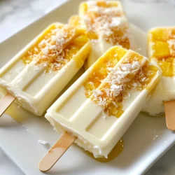 Für die perfekten Ananas-Kokos-Popsicles brauche ich einige Hauptzutaten. Diese Zutaten sind einfach zu finden und machen die Popsicles lecker. - 2 reife Ananas, geschält und in Stücke geschnitten - 1 Dose (400 ml) Kokosmilch - 60 ml Honig oder Ahornsirup - 120 g ungesüßte Kokosraspeln - 1 Teelöffel Vanilleextrakt - Eine Prise Salz Die Ananas bringt die frische Süße. Kokosmilch sorgt für die cremige Textur. Honig oder Ahornsirup gibt den richtigen süßen Kick. Vanilleextrakt fügt noch mehr Geschmack hinzu. Ich empfehle, 60 ml Honig oder Ahornsirup zu verwenden. Diese Menge ist oft perfekt, aber du kannst sie nach deinem Geschmack anpassen. Wenn du es süßer magst, füge mehr hinzu. Wenn du es weniger süß magst, reduziere die Menge. Wenn du gerne experimentierst, gibt es viele Optionen für Abwandlungen. Hier sind einige Ideen: - Füge frische Minze für einen erfrischenden Geschmack hinzu. - Mische andere Früchte wie Mango oder Erdbeeren in die Basis. - Verwende griechischen Joghurt für eine cremigere Konsistenz. - Probiere Limettensaft für eine spritzige Note. Mit diesen Zutaten kannst du jeden Sommer eine neue Version der Ananas-Kokos-Popsicles kreieren. {{ingredient_image_2}} Zuerst bereite ich die Zutaten vor. Ich nehme zwei reife Ananas und schneide sie in Stücke. Dann öffne ich eine Dose Kokosmilch. Ich habe auch Honig oder Ahornsirup bereit. Das ist wichtig für die Süße. Ich messe 60 ml ab. Dann suche ich 120 g ungesüßte Kokosraspeln und einen Teelöffel Vanilleextrakt. Eine Prise Salz darf auch nicht fehlen. Ich stelle alle Zutaten in der Nähe des Mixers bereit. Ich gebe die Ananasstücke, die Kokosmilch, den Honig, den Vanilleextrakt und das Salz in den Mixer. Ich schalte den Mixer ein und lasse ihn laufen, bis die Mischung glatt ist. Dann probiere ich die Mischung. Wenn ich mehr Süße will, füge ich etwas Honig oder Ahornsirup hinzu. Es ist wichtig, dass die Mischung gut schmeckt. Nach dem Mischen füge ich die Kokosraspeln hinzu. Ich rühre vorsichtig, bis die Raspeln gut verteilt sind. So bekommt jeder Bissen die richtige Textur. Jetzt ist es Zeit, die Mischung in die Popsicle-Formen zu gießen. Ich achte darauf, dass ich oben etwas Platz lasse. Das ist wichtig, damit die Popsicles beim Einfrieren nicht überlaufen. Ich stecke die Popsicle-Stäbchen in die Formen. Dann kommt alles in den Gefrierschrank. Ich lasse die Popsicles dort für mindestens 4 bis 6 Stunden, bis sie fest sind. Wenn ich die Popsicles essen will, halte ich die Formen kurz unter warmes Wasser. Dann ziehe ich vorsichtig die Popsicles heraus. Diese Schritte machen die Zubereitung einfach und lecker! Um die beste Konsistenz für deine Popsicles zu erreichen, achte auf die richtige Balance. Die Ananas sollte reif und saftig sein. Das gibt den Popsicles einen tollen Geschmack und die richtige Menge Flüssigkeit. Die Kokosmilch bringt Cremigkeit. Eine Prise Salz hebt die Aromen hervor. Mixe alles gut, aber nicht zu lange, damit die Kokosraspeln nicht zerfallen. Dekoration macht die Popsicles noch schöner! Du kannst sie mit frischen Ananasstücken oder Kokosraspeln bestreuen. Ein Spritzer Limettensaft sorgt für einen tollen Farbkontrast. Verwende auch essbare Blumen für einen besonderen Look. Wenn du die Popsicles servierst, lege sie auf ein buntes Teller. Das zieht die Blicke an und macht Lust auf mehr! Um die Zubereitung schnell zu machen, bereite alles im Voraus vor. Schneide die Ananas und messe die Zutaten ab, bevor du mit dem Mixen beginnst. Mit einem guten Mixer geht das Mixen schnell. Du kannst die Popsicles auch am Abend vorher machen. So sind sie am nächsten Tag bereit zum Genießen. Plane mindestens 4-6 Stunden für das Einfrieren ein, damit sie perfekt fest werden. Pro Tipps Frische Ananas wählen: Verwenden Sie reife, saftige Ananas für den besten Geschmack. Achten Sie darauf, dass die Schale eine goldene Farbe hat und die Früchte einen süßen Duft verströmen. Kokosmilch gut schütteln: Stellen Sie sicher, dass die Kokosmilch vor dem Mischen gut geschüttelt wird, um die cremige Konsistenz zu gewährleisten und die Fette gleichmäßig zu verteilen. Alternativen zur Süßung: Experimentieren Sie mit verschiedenen Süßungsmitteln wie Agavendicksaft oder Stevia, um die Popsicles nach Ihrem Geschmack anzupassen. Einfaches Herauslösen: Um die Popsicles leichter herauszubekommen, tauchen Sie die Formen für ein paar Sekunden in warmes Wasser, um die Kälte zu überwinden und die Popsicles zu lösen. {{image_4}} Sie können diese Popsicles leicht anpassen. Fügen Sie Früchte wie Mango oder Erdbeeren hinzu. Diese Früchte passen gut zu Ananas und Kokos. Sie bringen auch eigene süße Aromen mit. Mixen Sie einfach die gewünschten Stücke mit der Kokosmilch. Experimentieren Sie mit verschiedenen Kombinationen für neue Geschmäcker. Wenn Sie eine vegane Version möchten, ersetzen Sie den Honig. Verwenden Sie stattdessen Ahornsirup oder Agavendicksaft. Diese Süßungsmittel sind pflanzlich und lecker. Sie können auch Stevia oder Kokosblütenzucker nutzen. Diese Optionen sind gesünder und bringen einen einzigartigen Geschmack. Für Allergien können Sie die Kokosmilch ersetzen. Probieren Sie Mandel- oder Sojamilch aus. Diese Alternativen sind oft gut verträglich. Achten Sie auch auf die Süßungsmittel. Wenn jemand eine Unverträglichkeit hat, wählen Sie eine sichere Option. So können alle die Popsicles genießen, ohne sich Sorgen zu machen. Um die Frische der Ananas-Kokos-Popsicles zu bewahren, sollten Sie sie richtig lagern. Wickeln Sie die Popsicles in Frischhaltefolie. Legen Sie sie dann in einen gefrierfesten Beutel. Dies schützt sie vor Frostschäden und Gerüchen. Achten Sie darauf, die Luft so gut wie möglich herauszudrücken. So bleiben sie länger frisch und lecker. Im Gefrierschrank halten die Popsicles etwa zwei bis drei Monate. Nach dieser Zeit können sie an Geschmack verlieren. Sie sind zwar noch sicher zu essen, aber der frische Geschmack ist nicht mehr da. Um die beste Qualität zu gewährleisten, essen Sie sie so schnell wie möglich. Wenn die Popsicles nach längerem Einfrieren etwas fade schmecken, gibt es einfache Tricks. Lassen Sie sie vor dem Servieren einige Minuten bei Raumtemperatur stehen. Dies bringt die Aromen zurück. Eine andere Idee ist, sie mit frischen Früchten oder einem Spritzer Limettensaft zu toppen. So geben Sie ihnen neuen Schwung und Frische. Ananas-Kokos-Popsicles brauchen mindestens 4 bis 6 Stunden zum Gefrieren. Wenn du sie länger lässt, werden sie fester. Ich empfehle, sie über Nacht einzufrieren. So hast du am nächsten Tag eine kühle Belohnung. Achte darauf, die Popsicles gut in Frischhaltefolie zu wickeln, wenn du sie länger aufbewahren möchtest. Ja, frische Ananas ist eine großartige Wahl. Sie bringt mehr Geschmack und Frische in die Popsicles. Wenn du frische Ananas verwendest, achte darauf, dass sie reif ist. So bekommst du die beste Süße. Du kannst die Ananas einfach schälen und in Stücke schneiden, bevor du sie in den Mixer gibst. Ananas-Kokos-Popsicles sind eine gesunde Leckerei. Sie bestehen aus frischen Zutaten wie Ananas und Kokosmilch. Ananas enthält viele Vitamine und Mineralien. Kokosmilch liefert gesunde Fette. Du kannst den Zuckergehalt anpassen, indem du weniger Honig oder Ahornsirup verwendest. So machst du sie noch gesünder und kannst sie ohne schlechtes Gewissen genießen. In diesem Artikel haben wir die Zutaten und Rezepte für Ananas-Kokos-Popsicles behandelt. Wir haben die Hauptzutaten, süße Optionen und Variationen besprochen. Die Schritt-für-Schritt-Anleitung zeigt, wie man die Popsicles zubereitet und einfriert. Außerdem gab es wertvolle Tipps für die richtige Konsistenz und Lagerung. Diese erfrischenden Snacks sind einfach, lecker und passen zu vielen Diäten. Experimentiere mit verschiedenen Früchten und süßen Optionen, um deinen perfekten Popsicle zu kreieren. Viel Spaß beim Ausprobieren!