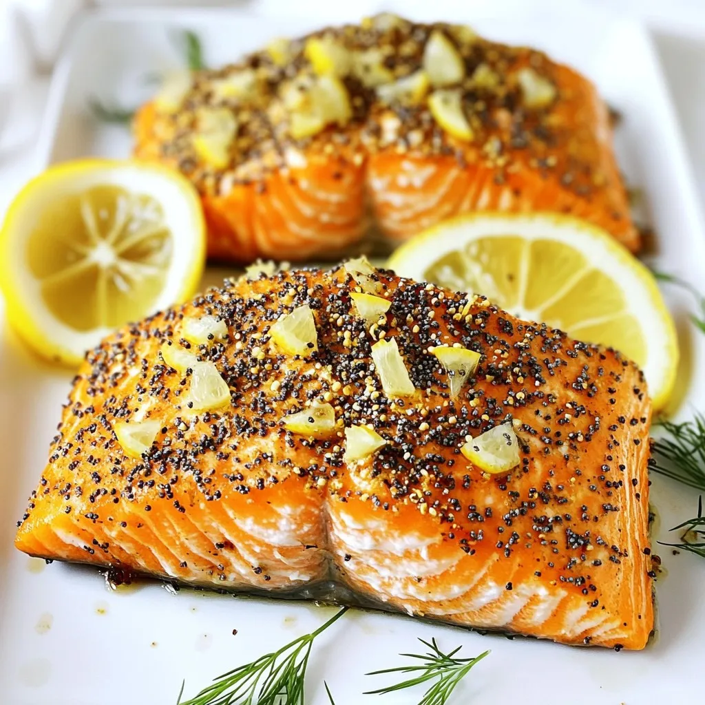 Um deinen köstlichen Air Fryer Everything Bagel Lachs zuzubereiten, benötigst du einige einfache Zutaten. Hier sind die Hauptzutaten: - 2 Lachsfilets - 2 Esslöffel Olivenöl - 2 Teelöffel Everything-Bagel-Gewürz - 1 Zitrone, in Scheiben geschnitten - Salz und Pfeffer nach Geschmack - Frische Kräuter zum Garnieren (wie Dill oder Petersilie) Diese Zutaten sind leicht zu finden und machen den Lachs besonders lecker. Möchtest du deinem Lachs noch mehr Geschmack verleihen? Hier sind einige zusätzliche Zutaten, die du verwenden kannst: - Senf oder Honig-Senf für eine süße Note - Knoblauchpulver für mehr Würze - Paprika für eine leichte Schärfe - Frische Zitronen- oder Limettenschale für zusätzlichen Zitrusgeschmack Mit diesen Zutaten kannst du deinen Lachs kreativ variieren und an deinen Geschmack anpassen. Die Wahl des richtigen Lachses ist wichtig. Hier sind einige Tipps, wie du die besten Lachsfilets findest: - Achte auf die Farbe: Frischer Lachs hat eine lebendige, glänzende Farbe. - Überprüfe den Geruch: Der Lachs sollte frisch riechen, nicht fischig. - Wähle Wildlachs, wenn möglich: Wildlachs hat oft einen besseren Geschmack und ist nachhaltiger. - Schau dir die Textur an: Das Filet sollte fest sein und nicht zerfallen. Mit diesen Tipps findest du die perfekten Lachsfilets für dein Rezept. {{ingredient_image_2}} Heize deinen Airfryer auf 200°C (400°F) vor. Lass ihn etwa 5 Minuten lang laufen. Diese Vorheizzeit ist wichtig. So wird dein Lachs gleichmäßig gar. Ein heißer Airfryer sorgt für knusprige Haut. Nimm zwei Lachsfilets und tupfe sie mit Küchenpapier trocken. Das hilft, die Gewürze besser haften zu lassen. Beträufle die Filets gleichmäßig mit Olivenöl. Das Öl gibt Geschmack und verhindert das Ankleben. Würze die Filets mit Salz und Pfeffer. Danach streue das Everything-Bagel-Gewürz großzügig auf die Oberseite. Achte darauf, dass die Filets gut bedeckt sind. Lege die Lachsfilets mit der Hautseite nach unten in den Korb des Airfryers. Platziere Zitronenscheiben oben auf jedem Filet. Diese geben frischen Geschmack. Frittiere die Lachsfilets im Airfryer bei 200°C (400°F) für 8-10 Minuten. Der Lachs ist fertig, wenn er leicht mit einer Gabel auseinanderfällt. Die Innentemperatur sollte 63°C (145°F) erreichen. Nimm den Lachs nach dem Garen aus dem Airfryer. Garniere ihn mit frischen Kräutern. Dill oder Petersilie sind tolle Optionen. Die Garzeit ist wichtig für einen perfekten Lachs. Bei 200°C (400°F) frittieren Sie den Lachs für 8-10 Minuten. Überprüfen Sie die Innentemperatur. Sie sollte 63°C (145°F) erreichen. So bleibt der Lachs saftig und zart. Wenn Sie einen dickeren Lachs haben, kann die Garzeit etwas länger sein. Ein dünner Lachs braucht weniger Zeit. Nutzen Sie eine Gabel, um zu testen, ob der Lachs leicht auseinanderfällt. Das Everything-Bagel-Gewürz gibt dem Lachs tollen Geschmack. Sie können aber auch andere Gewürze verwenden. Versuchen Sie Zitronenpfeffer oder Knoblauchpulver. Auch Paprika oder Dill passen gut. Kombinieren Sie diese Gewürze für eine neue Note. Frische Kräuter wie Petersilie oder Dill am Ende sind auch eine gute Wahl. So bleibt Ihr Gericht spannend und lecker. Die Präsentation macht viel aus. Servieren Sie den Lachs auf einem schönen Teller. Garnieren Sie ihn mit Zitronenscheiben und frischen Kräutern. Ein gemischter Salat oder grüne Beilagen passen gut dazu. Diese Farben machen das Gericht ansprechend. Denken Sie daran, dass das Auge mitisst. Ein schön angerichteter Teller ist ein Genuss für alle Sinne. Pro Tipps Die richtige Temperatur: Achten Sie darauf, dass Ihr Airfryer gut vorgeheizt ist, um eine gleichmäßige Garung des Lachses zu gewährleisten. Frische Zutaten: Verwenden Sie frische Kräuter und Zitrone für den besten Geschmack und um das Gericht aufzupeppen. Variationen: Experimentieren Sie mit verschiedenen Gewürzmischungen, um den Lachs nach Ihrem Geschmack zu variieren. Serviertipp: Servieren Sie den Lachs mit einer Beilage aus knackigem Gemüse oder einem frischen Salat für ein ausgewogenes Gericht. {{image_4}} Sie können den Lachs auch mit anderen Gewürzen aufpeppen. Verwenden Sie zum Beispiel Paprika oder Knoblauchpulver. Frische Kräuter wie Thymian oder Oregano geben dem Gericht einen neuen Geschmack. Experimentieren Sie mit verschiedenen Kombinationen, um Ihr ideales Rezept zu finden. Der Lachs schmeckt toll mit vielen Beilagen. Ein gemischter Salat passt perfekt dazu. Auch gebratenes Gemüse oder Quinoa sind gute Optionen. Wenn Sie etwas Herzhaftes wünschen, probieren Sie Kartoffelpüree oder Reis. Diese Beilagen ergänzen den Geschmack des Lachses. Sie können auch andere Fische im Airfryer zubereiten. Forelle oder Kabeljau sind gute Alternativen. Die Zubereitung bleibt ähnlich. Achten Sie nur auf die Garzeit, da sie variieren kann. Überprüfen Sie den Fisch auf die richtige Temperatur, damit er saftig bleibt. Mit der richtigen Würze wird jeder Fisch zum Genuss. Wenn Sie Lachs übrig haben, lassen Sie ihn zuerst abkühlen. Wickeln Sie die Filets dann fest in Frischhaltefolie oder legen Sie sie in einen luftdichten Behälter. So bleibt der Lachs frisch. Ich empfehle, die Filets innerhalb von zwei Stunden nach dem Kochen zu lagern. Die beste Methode, um übrig gebliebenen Lachs zu lagern, ist im Kühlschrank. Stellen Sie sicher, dass die Temperatur unter 4°C (40°F) liegt. Für längere Aufbewahrung können Sie den Lachs auch einfrieren. Wickeln Sie ihn gut ein, um Gefrierbrand zu vermeiden. Im Kühlschrank bleibt der Lachs etwa 2 bis 3 Tage frisch. Wenn Sie ihn einfrieren, hält er bis zu 3 Monate. Denken Sie daran, den Lachs vor dem Verzehr vollständig aufzutauen. Dies geschieht am besten über Nacht im Kühlschrank. Lachs im Airfryer braucht 8-10 Minuten. Die genaue Zeit hängt von der Dicke der Filets ab. Überprüfen Sie die Innentemperatur. Sie sollte 63°C (145°F) erreichen. So bleibt der Lachs saftig und zart. Wenn Sie dickere Filets haben, fügen Sie ein paar Minuten hinzu. Ja, gefrorenen Lachs können Sie im Airfryer zubereiten. Es ist einfach und schnell. Legen Sie die gefrorenen Filets direkt in den Airfryer. Kochen Sie sie bei 200°C (400°F) für etwa 12-15 Minuten. Achten Sie darauf, die Innentemperatur zu überprüfen. Sie sollte ebenfalls 63°C (145°F) betragen. Sie können viele Gewürze verwenden, wenn Sie kein Everything-Bagel-Gewürz haben. Eine Mischung aus Sesam, Mohn und Knoblauchpulver funktioniert gut. Auch italienische Kräuter oder Paprika geben dem Lachs einen anderen Geschmack. Seien Sie kreativ und probieren Sie verschiedene Kombinationen aus. Zusammengefasst, wir haben die besten Zutaten für köstlichen Air Fryer Everything Bagel Lachs erkundet. Ich habe Tipps für die Zubereitung und das Garen geteilt. Außerdem gab es Vorschläge für Variationen und Aufbewahrung. Nutze diese Ideen, um deinen Lachs perfekt zuzubereiten. Experimentiere mit Gewürzen und Beilagen, um neue Geschmäcker zu entdecken. Mit diesen Tipps zauberst du ein leckeres Gericht. Vertraue in deine Fähigkeiten! Viel Spaß beim Kochen!