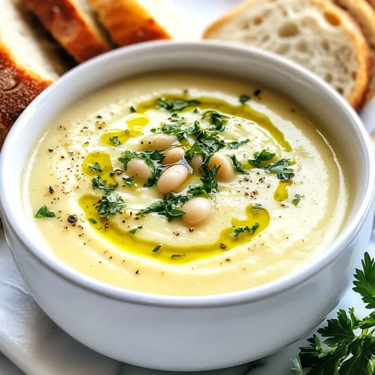 - 2 Tassen konservierte weiße Bohnen (z. B. Cannellini oder Große Nordbohnen), gut abgespült und abgetropft - 4 Knoblauchzehen, fein gehackt - 1 mittlere Zwiebel, gewürfelt - 3 Tassen Gemüsebrühe - 1 Tasse Kokosmilch (für die Cremigkeit) - 2 Esslöffel Olivenöl - 1 Teelöffel Thymian (frisch oder getrocknet) - 1 Teelöffel Rosmarin (frisch oder getrocknet) - Salz und Pfeffer nach Geschmack - Frische Petersilie, gehackt (zum Garnieren) Wähle frische oder hochwertige Zutaten. Die Bohnen sollten gut verarbeitet sein. Achte darauf, dass der Knoblauch fest und ohne braune Stellen ist. Eine gute Zwiebel hat eine feste Haut und fühlt sich schwer an. Gemüsebrühe sollte klar und aromatisch sein. Verwende ungesüßte Kokosmilch für den besten Geschmack. Frische Kräuter wie Thymian und Rosmarin bringen viel Aroma. Für Veganer kann die Kokosmilch die einzige Quelle von Fett sein. Statt Brühe kannst du auch Wasser verwenden, wenn du es leichter magst. Manche Menschen mögen keine Bohnen. Du kannst sie durch Erbsen oder Linsen ersetzen. Achte darauf, die Kochzeit anzupassen. Wenn du Gluten meiden musst, überprüfe die Brühe, um sicherzustellen, dass sie glutenfrei ist. {{ingredient_image_2}} Zuerst brauchst du die richtigen Zutaten. Hier ist, was du brauchst: - 2 Tassen konservierte weiße Bohnen - 4 Knoblauchzehen - 1 mittlere Zwiebel - 3 Tassen Gemüsebrühe - 1 Tasse Kokosmilch - 2 Esslöffel Olivenöl - 1 Teelöffel Thymian - 1 Teelöffel Rosmarin - Salz und Pfeffer - Frische Petersilie zum Garnieren Wasche die Bohnen gut ab. Schneide die Zwiebel in kleine Stücke. Hacke den Knoblauch fein. So hast du alles bereit. Jetzt geht es ans Kochen. Erhitze das Olivenöl in einem großen Topf bei mittlerer Hitze. Füge die gewürfelte Zwiebel hinzu und brate sie 5 Minuten lang. Sie sollte weich und durchscheinend sein. Gib den gehackten Knoblauch dazu und brate ihn für 2 Minuten mit. Achte darauf, dass er nicht verbrennt, sonst wird er bitter. Rühre den Thymian und Rosmarin ein. Lass die Mischung noch eine Minute kochen, bis sie duftet. Jetzt kommen die Bohnen und die Gemüsebrühe in den Topf. Bring alles zum Kochen. Reduziere dann die Hitze und lass die Suppe 15 Minuten lang köcheln. Nach dem Köcheln benutzt du einen Stabmixer, um die Suppe glatt zu pürieren. Du kannst auch einen Standmixer verwenden, aber dann püriere die Suppe portionsweise. Rühre die Kokosmilch in die pürierte Suppe ein. Stelle die Suppe wieder auf niedrige Hitze. Lass sie 5 Minuten köcheln, damit die Aromen gut zusammenkommen. Schmecke die Suppe mit Salz und Pfeffer ab. Jetzt ist deine cremige Knoblauch-weiße-Bohnensuppe fertig! Um deine cremige Knoblauch-weiße-Bohnensuppe wirklich aromatisch zu machen, achte auf die Zwiebel und den Knoblauch. Brate die Zwiebel gut an, bis sie weich ist. Das bringt süße Aromen hervor. Füge den Knoblauch später hinzu, damit er nicht verbrennt. Frische Kräuter wie Thymian und Rosmarin sind wichtig. Sie geben der Suppe einen tollen Geschmack. Du kannst die Suppe noch interessanter machen. Füge einen Spritzer Zitronensaft hinzu. Das bringt Frische und einen schönen Kontrast. Auch geräucherter Paprika passt gut. Er gibt der Suppe eine rauchige Tiefe. Wenn du es scharf magst, füge etwas rote Paprika oder Cayennepfeffer hinzu. Diese kleinen Änderungen machen viel aus und bringen neue Geschmäcker hervor. Die Präsentation ist wichtig. Serviere die Suppe in tiefen Tellern. Garniere sie mit frischer Petersilie. Ein Spritzer Olivenöl obenauf sieht toll aus und gibt Geschmack. Reiche knuspriges Brot dazu. Es passt super zur Suppe. Diese einfachen Tipps machen deine Suppe nicht nur lecker, sondern auch schön anzusehen. Pro Tipps Frische Kräuter verwenden: Frische Kräuter wie Thymian und Rosmarin verleihen der Suppe ein intensiveres Aroma. Füge sie zum Ende der Kochzeit hinzu, um ihren Geschmack zu bewahren. Konsistenz anpassen: Wenn du eine dickere Suppe bevorzugst, püriere sie länger oder füge weniger Brühe hinzu. Für eine dünnere Konsistenz einfach mehr Brühe oder Wasser hinzufügen. Zusätzliche Aromen: Für mehr Tiefe kannst du einen Spritzer Zitronensaft oder einen Teelöffel Balsamico-Essig vor dem Servieren hinzufügen. Serviervorschläge: Reiche die Suppe mit knusprigem Brot oder gerösteten Croutons für zusätzlichen Geschmack und Textur. Ein Spritzer Olivenöl als Garnitur rundet das Gericht ab. {{image_4}} Die Cremigkeit dieser Suppe kommt von Kokosmilch. Sie macht die Suppe reichhaltig und lecker. Du kannst auch andere pflanzliche Milchsorten verwenden. Mandelmilch oder Cashewmilch sind gute Alternativen. Sie sorgen ebenfalls für eine angenehme Textur. Wenn du auf Nüsse allergisch bist, wähle Hafermilch. Diese ist mild und passt gut zu den Aromen. Um die Suppe noch nahrhafter zu machen, füge Gemüse hinzu. Karotten oder Sellerie sind eine tolle Wahl. Sie bringen Geschmack und Farbe. Auch Spinat oder Grünkohl passen gut. Diese grünen Blätter sind gesund und geben einen schönen Kontrast. Du kannst auch etwas gekochten Reis oder Quinoa hinzufügen. Das macht die Suppe sättigender und gibt dir mehr Energie. Jeder hat seinen eigenen Geschmack. Wenn du es scharf magst, füge eine Prise Cayennepfeffer hinzu. Das bringt eine angenehme Wärme. Für ein rauchiges Aroma kannst du geräuchertes Paprikapulver verwenden. Wenn du frische Kräuter magst, probiere Koriander oder Basilikum. Diese Kräuter geben der Suppe eine frische Note. Sei kreativ und passe die Aromen an deinen Geschmack an! Die cremige Knoblauch-weiße-Bohnen-Suppe lässt sich gut aufbewahren. Lass die Suppe zuerst abkühlen. Dann fülle sie in einen luftdichten Behälter. So bleibt die Suppe frisch und lecker. Du kannst sie bis zu drei Tage im Kühlschrank aufbewahren. Wenn du die Suppe länger lagern möchtest, friere sie ein. Nutze dazu gefrierfeste Behälter oder Beutel. Beim Wiederwärmen der Suppe solltest du vorsichtig sein. Gieße die Suppe in einen Topf und erwärme sie bei niedriger Hitze. Rühre sie gut um, damit sie gleichmäßig warm wird. Du kannst auch einen Mikrowellenbehälter benutzen. Stelle die Mikrowelle auf niedrige Stufe und erwärme die Suppe in kurzen Intervallen. Rühre zwischendurch um, um ein Anbrennen zu vermeiden. Im Kühlschrank hält sich die Suppe drei bis vier Tage. Das Einfrieren verlängert die Haltbarkeit auf drei Monate. Achte darauf, die Suppe in Portionen einzufrieren. So kannst du nur die Menge auftauen, die du brauchst. Wenn du die Suppe auftauen möchtest, lasse sie über Nacht im Kühlschrank. Alternativ kannst du sie in der Mikrowelle auftauen. Die cremige Knoblauch-weiße-Bohnen-Suppe hält sich gut. Im Kühlschrank bleibt sie etwa 3 bis 4 Tage frisch. Achte darauf, die Suppe in einem luftdichten Behälter aufzubewahren. Wenn du die Suppe länger genießen möchtest, friere sie ein. Im Gefrierfach bleibt sie bis zu 3 Monate gut. Ja, du kannst die Suppe im Voraus zubereiten. Das macht die Vorbereitung einfacher. Koche die Suppe wie beschrieben und lasse sie abkühlen. Dann fülle sie in einen Behälter und stelle sie in den Kühlschrank. Du kannst sie bis zu 3 Tage im Voraus machen. Erwärme die Suppe vor dem Servieren einfach auf dem Herd oder in der Mikrowelle. Zu dieser Suppe passen viele Beilagen. Hier sind einige Ideen: - Knuspriges Brot oder Baguette - Ein frischer gemischter Salat - Gegrilltes Gemüse - Parmesan oder Feta zum Bestreuen Diese Beilagen ergänzen die Aromen der Suppe perfekt und machen das Essen rundum lecker. Zusammenfassend haben wir die wichtigen Zutaten, Schritte und Variationen für eine köstliche Suppe behandelt. Ich habe Tipps gegeben, um den Geschmack zu maximieren. Vergiss nicht, deine Suppe gut zu lagern und die Haltbarkeit zu beachten. Gehe kreativ mit den Zutaten um und passe sie an deinen Geschmack an. So wird jede Suppe einzigartig und lecker. Nutze diese Tipps, um deine Suppenkünste zu verbessern und viel Freude beim Kochen zu haben.