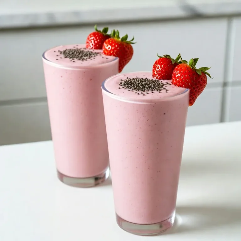 Für diesen leckeren Erdbeer-Kokos-Smoothie brauchst du: - 1 Tasse frische Erdbeeren, entkelcht und in Scheiben geschnitten - 1 reife Banane, gefroren - 1 Tasse Kokosmilch (aus der Dose oder im Karton) - 1/2 Tasse griechischer Joghurt (natur oder mit Kokosgeschmack) - 1 Esslöffel Honig oder Agavensirup (nach Geschmack anpassen) - 1 Esslöffel Chiasamen - 1/2 Teelöffel Vanilleextrakt - Eiswürfel (optional, für eine dickere Konsistenz) Wähle für deinen Smoothie die besten Erdbeeren. Sie sollten rot und fest sein. Achte darauf, dass sie keinen Schimmel haben. Wenn du die Erdbeeren riechst, sollten sie süß duften. Bei den Bananen ist es wichtig, dass sie reif sind. Wenn sie zu grün sind, schmecken sie nicht süß. Eine gefrorene Banane sorgt für eine cremige Textur. Wenn du keine gefrorene Banane hast, schneide eine frische Banane in Stücke und lege sie für einige Stunden in den Gefrierschrank. Wenn du keine Kokosmilch magst, kannst du Mandel- oder Hafermilch verwenden. Diese Optionen sind auch lecker und gesund. Für den Joghurt kannst du Sojajoghurt oder einen anderen pflanzlichen Joghurt nehmen. Das macht den Smoothie vegan. Du kannst auch normalen Joghurt verwenden, wenn du keine Allergien hast. Probiere verschiedene Kombinationen aus, um deinen perfekten Geschmack zu finden. {{ingredient_image_2}} Um einen tollen Erdbeer-Kokos-Smoothie zu machen, brauchen wir frische Zutaten. Hier ist, was du benötigst: - 1 Tasse frische Erdbeeren, entkelcht und in Scheiben geschnitten - 1 reife Banane, gefroren - 1 Tasse Kokosmilch (aus der Dose oder im Karton) - 1/2 Tasse griechischer Joghurt (natur oder mit Kokosgeschmack) - 1 Esslöffel Honig oder Agavensirup (nach Geschmack anpassen) - 1 Esslöffel Chiasamen - 1/2 Teelöffel Vanilleextrakt - Eiswürfel (optional, für eine dickere Konsistenz) Zuerst wasche die Erdbeeren gut. Entferne die grünen Blätter und schneide sie in Scheiben. Die gefrorene Banane ist wichtig, da sie den Smoothie schön cremig macht. Du kannst die Banane auch frisch verwenden, aber dann musst du mehr Eis hinzufügen. Jetzt kommt der Spaß! Nimm einen Mixer und füge die Erdbeeren, die gefrorene Banane, die Kokosmilch und den griechischen Joghurt hinzu. Das ist die Basis für deinen Smoothie. Füge dann den Honig oder Agavensirup, die Chiasamen und den Vanilleextrakt hinzu. Wenn du einen dickeren Smoothie magst, füge ein paar Eiswürfel hinzu. Mix alles bei hoher Geschwindigkeit. Halte an und kratze die Seiten des Mixers ab, falls nötig. Mixe weiter, bis alles schön glatt und cremig ist. Jetzt solltest du einen leckeren, rosa Smoothie haben. Manchmal magst du deinen Smoothie dicker oder dünner. Hier sind einige Tipps: - Für einen dickeren Smoothie: Füge mehr gefrorene Banane oder Eiswürfel hinzu. - Für einen dünneren Smoothie: Gib mehr Kokosmilch hinzu, bis du die gewünschte Konsistenz hast. - Probiere den Smoothie und passe die Süße nach deinem Geschmack an. Füge mehr Honig oder Agavensirup hinzu, falls nötig. Diese Schritte helfen dir, den perfekten Erdbeer-Kokos-Smoothie zu machen. Genieße ihn! Ein häufiger Fehler ist, dass die Zutaten nicht gut gemixt werden. Um dies zu vermeiden, schneide die Erdbeeren und die Banane gut klein. Das hilft dem Mixer. Stelle sicher, dass der Mixer genügend Leistung hat. Wenn du einen klumpigen Smoothie magst, füge weniger Kokosmilch hinzu. Wenn du ihn dicker magst, kommen Eiswürfel gut dazu. Überprüfe die Konsistenz beim Mixen. Der Smoothie schmeckt am besten, wenn er kalt serviert wird. Kühle die Gläser vorher, um den Smoothie frisch zu halten. Verwende gefrorene Bananen, um die Kälte zu verstärken. Du kannst auch Eiswürfel hinzufügen, um den Smoothie kühler zu machen. Ein kalter Smoothie ist erfrischend, besonders an warmen Tagen. Garnierungen machen den Smoothie noch besser. Du kannst ganze Erdbeeren obenauf legen. Das sieht toll aus und bringt mehr Geschmack. Ein Hauch von Chiasamen gibt eine knusprige Note. Auch Kokosraspel sind eine gute Wahl. Sie verleihen dem Smoothie einen tropischen Flair. Experimentiere mit verschiedenen Garnierungen, um deinen eigenen Stil zu finden. Pro Tipps Frische Erdbeeren: Verwenden Sie frische, reife Erdbeeren für den besten Geschmack und die beste Farbe in Ihrem Smoothie. Gefrorene Banane: Eine gefrorene Banane sorgt für eine cremige Konsistenz und natürliche Süße, ohne zusätzlichen Zucker hinzuzufügen. Kokosmilch: Experimentieren Sie mit ungesüßter Kokosmilch für einen weniger süßen Geschmack oder verwenden Sie gesüßte Kokosmilch für mehr Süße. Chiasamen: Chiasamen fügen nicht nur Nährstoffe hinzu, sondern helfen auch, den Smoothie zu verdicken und machen ihn sättigender. {{image_4}} Wenn du eine vegane oder glutenfreie Option möchtest, ist das einfach. Ersetze die Kokosmilch durch Mandelmilch oder Hafermilch. Verwende statt griechischem Joghurt einen pflanzlichen Joghurt aus Kokosnuss oder Soja. Honig kannst du durch Agavensirup oder Dattelsirup ersetzen. So bleibt der Smoothie lecker und passt zu deinen Bedürfnissen. Um mehr Nährstoffe hinzuzufügen, probiere diese Zutaten aus: - Spinat: Eine Handvoll frischer Spinat gibt dir Eisen und Vitamine. - Protein-Pulver: Ein Löffel pflanzliches Protein-Pulver erhöht den Proteingehalt. - Avocado: Eine halbe Avocado macht den Smoothie cremiger und bietet gesunde Fette. Diese Zutaten sind einfach zu integrieren und machen deinen Smoothie noch nahrhafter. Du kannst den Erdbeer-Kokos-Smoothie anpassen, je nach Saison. Im Sommer sind frische Pfirsiche oder Mangos großartig. Im Herbst könntest du Kürbis oder Äpfel hinzufügen. Diese Früchte bringen neue Aromen und machen dein Getränk spannend. Experimentiere mit verschiedenen Kombinationen und finde deine Lieblingsmischung! Du kannst deinen Erdbeer-Kokos-Smoothie im Kühlschrank aufbewahren. Stelle sicher, dass er in einem gut verschlossenen Behälter ist. So bleibt er frisch. Am besten trinkst du ihn innerhalb von 24 Stunden. Wenn du ihn länger aufbewahrst, trennt sich die Konsistenz. Ein kurzes Umrühren bringt ihn wieder in Form. Das Einfrieren ist eine tolle Option! Gieße den Smoothie in Eiswürfelformen oder in kleine Behälter. So kannst du ihn portionsweise einfrieren. Wenn du Lust auf einen Smoothie hast, nimm einfach einen Würfel oder einen Behälter heraus. Lass ihn im Kühlschrank auftauen oder mixe ihn wieder auf, wenn du ihn magst. Die Zutaten haben unterschiedliche Haltbarkeiten. Frische Erdbeeren sind etwa 3 bis 5 Tage im Kühlschrank haltbar. Eine gefrorene Banane bleibt bis zu 6 Monate gut. Kokosmilch hält sich ungeöffnet bis zu 2 Jahre. Nach dem Öffnen solltest du sie innerhalb von 4 bis 7 Tagen verwenden. Griechischer Joghurt bleibt 1 bis 3 Wochen nach dem Öffnen frisch. Achte immer auf das Haltbarkeitsdatum, um sicher zu gehen. Ein Erdbeer-Kokos-Smoothie hat etwa 300 Kalorien pro Portion. Dies hängt von den genauen Zutaten ab. Wenn Sie weniger Süßstoff oder Joghurt verwenden, kann sich die Kalorienzahl ändern. Denken Sie daran, die Portionen zu kontrollieren. So bleibt der Smoothie leicht und frisch. Ja, Sie können die Banane ersetzen. Ein guter Ersatz ist eine halbe Avocado. Dadurch bleibt die Cremigkeit erhalten. Sie können auch einen Esslöffel Erdnussbutter verwenden. Dies gibt einen anderen Geschmack und mehr Protein. Versuchen Sie, die Konsistenz nach dem Mixen zu prüfen. Fügen Sie bei Bedarf etwas mehr Flüssigkeit hinzu. Ja, dieser Smoothie ist ideal für Kinder. Er enthält gesunde Früchte und Joghurt. Er schmeckt süß und frisch, was Kinder mögen. Sie können den Honig auch weglassen, wenn Sie es möchten. So ist er noch gesünder. Achten Sie darauf, die Konsistenz anzupassen. So wird der Smoothie leichter zu trinken. Dieser Blogbeitrag hat dir alles über den Erdbeer-Kokos-Smoothie erklärt. Du hast die besten Zutaten kennengelernt, um Geschmack und Nährstoffe zu maximieren. Die Schritt-für-Schritt-Anleitung hilft dir, sicher zu mixen. Mit unseren Tipps und Varianten kannst du kreativ werden. Auch die Lagerung ist wichtig, damit dein Smoothie frisch bleibt. Experimentiere mit Zutaten und finde deine perfekte Mischung! Smoothies sollten Spaß machen und gut schmecken.