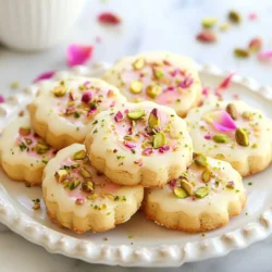 Um Pistazie und Rose zu vereinen, brauchst du einige Hauptzutaten. Das sind: - 240 g ungesalzene Butter, weich geworden - 85 g Puderzucker - 1 Teelöffel Vanilleextrakt - 240 g Weizenmehl - 60 g fein gemahlene Pistazien - 1/4 Teelöffel Salz - 2 Esslöffel Rosenwasser - 35 g gehackte Pistazien (zum Bestreuen) Diese Zutaten sind der Schlüssel zu einem köstlichen Shortbread. Die Butter sorgt für Zartheit, während die Pistazien den besonderen Crunch geben. Für eine besondere Note kannst du auch essbare Rosenblätter verwenden. Diese sind nicht nur hübsch, sie bringen auch einen zusätzlichen Hauch von Blütenaroma. Wenn du magst, kannst du auch etwas mehr Rosenwasser hinzufügen. So wird der Geschmack intensiver. Falls du keine Pistazien magst, kannst du Mandeln oder Walnüsse verwenden. Diese Nüsse bringen auch einen tollen Geschmack. Du kannst auch das Weizenmehl durch Mandelmehl ersetzen, um eine glutenfreie Variante zu machen. Achte darauf, die Mengen anzupassen, da sich die Textur ändern kann. {{ingredient_image_2}} Heize den Ofen auf 175 °C vor. Nimm ein Backblech und lege es mit Backpapier aus. Dies hilft, die Kekse nicht anzuhaften. Nimm eine große Rührschüssel. Gib die weiche Butter und den Puderzucker hinein. Benutze einen elektrischen Mixer. Schlage die Mischung für etwa drei bis vier Minuten. Sie sollte leicht und fluffig sein. Füge den Vanilleextrakt und das Rosenwasser zur Butter-Zucker-Mischung hinzu. Mische alles gut. In einer anderen Schüssel vermische das Weizenmehl, die gemahlenen Pistazien und das Salz. Gib diese Mischung nach und nach zur Butter-Mischung. Rühre, bis alles gut vermengt ist. Forme den Teig zu einer flachen Scheibe. Wickele ihn in Frischhaltefolie und lege ihn für 30 Minuten in den Kühlschrank. Nimm den Teig nach dem Kühlen aus dem Kühlschrank. Lege ihn auf eine leicht bemehlte Arbeitsfläche. Rolle den Teig auf etwa 0,5 cm Dicke aus. Verwende einen Ausstecher, um die Kekse in die gewünschte Form zu schneiden. Lege die Formen auf das Backblech. Streue die gehackten Pistazien gleichmäßig über jeden Keks. Drücke sie leicht in den Teig. Backe die Kekse für 12 bis 15 Minuten. Sie sind fertig, wenn die Ränder goldbraun sind. Nimm die Kekse aus dem Ofen. Lass sie für 5 Minuten auf dem Backblech abkühlen. Übertrage sie dann auf ein Kuchengitter. Für eine schöne Note kannst du die Kekse mit essbaren Rosenblättern garnieren, solange sie noch warm sind. Um die perfekte Textur zu erreichen, nutzen Sie weiche Butter. Sie sollte Raumtemperatur haben. Schlagen Sie die Butter und den Puderzucker gut. Dies macht den Teig leicht und luftig. Kühlen Sie den Teig dann für 30 Minuten. So bleibt er beim Backen stabil. Achten Sie darauf, den Teig nicht zu lange zu rühren. Zu viel Rühren kann die Kekse hart machen. Für einen intensiveren Geschmack verwenden Sie hochwertige Zutaten. Frisches Rosenwasser macht einen großen Unterschied. Achten Sie auch auf die Pistazien. Sie sollten frisch und knackig sein. Rösten Sie die gehackten Pistazien leicht an. Dies verstärkt ihren Geschmack. Experimentieren Sie mit etwas mehr Vanilleextrakt für ein zusätzliches Aroma. Die Form der Kekse kann viel ausmachen. Verwenden Sie einfache Ausstechformen für einen klassischen Look. Herzformen oder Sterne sind beliebt. Für eine kreative Note probieren Sie Blumenformen. Achten Sie darauf, die Formen nicht zu klein zu wählen. Kleinere Kekse können schnell verbrennen. Genießen Sie das Dekorieren mit essbaren Rosenblättern. Das bringt Farbe und Eleganz. Pro Tipps Butter richtig temperieren: Stellen Sie sicher, dass die Butter weich genug ist, aber nicht geschmolzen, um eine cremige Konsistenz zu erreichen. Pistazien frisch mahlen: Mahlen Sie die Pistazien selbst, um den frischesten Geschmack und das beste Aroma zu erzielen. Teig ruhen lassen: Lassen Sie den Teig im Kühlschrank ruhen, damit sich die Aromen entfalten und die Struktur beim Backen stabil bleibt. Rosenwasser dosieren: Beginnen Sie mit einer kleinen Menge Rosenwasser und fügen Sie mehr hinzu, um den gewünschten Geschmack zu erreichen, da es sehr intensiv sein kann. {{image_4}} Möchten Sie den Geschmack Ihrer Pistazien-Rosen-Shortbread ändern? Fügen Sie etwas Zimt oder Muskatnuss hinzu. Diese Gewürze geben dem Gebäck eine warme Note. Sie können auch eine Prise Kardamom verwenden. Das bringt eine exotische Note in die Shortbread-Kekse. Experimentieren Sie mit verschiedenen Aromen und finden Sie Ihre Lieblingskombination. Wenn Sie eine glutenfreie Version möchten, brauchen Sie einfach glutenfreies Mehl. Ersetzen Sie das Weizenmehl durch eine Mischung aus Mandel- und Kokosmehl. Diese Mehle geben dem Shortbread eine nussige Note. Achten Sie darauf, das Verhältnis anzupassen. So bleibt die Textur angenehm und krümelig. Pistazien sind großartig, aber warum nicht auch andere Nüsse ausprobieren? Mandeln oder Walnüsse sind tolle Alternativen. Mahlen Sie die Nüsse fein, um die richtige Textur zu erreichen. Sie können auch gehackte Haselnüsse verwenden. Diese Nüsse bringen einen neuen Geschmack in Ihr Shortbread. Probieren Sie verschiedene Nüsse aus, um Ihre eigene Kreation zu finden. Die Pistazien-Rosen-Shortbread bleiben bei Zimmertemperatur frisch. Legen Sie die Kekse in eine luftdichte Dose. So bleiben sie bis zu einer Woche lecker. Stellen Sie die Dose an einen kühlen, trockenen Ort. Vermeiden Sie direkte Sonneneinstrahlung. Für eine längere Lagerung können Sie die Shortbread auch im Kühlschrank aufbewahren. Wickeln Sie die Kekse in Frischhaltefolie ein. Legen Sie sie dann in einen luftdichten Behälter. So halten sie sich bis zu zwei Wochen. Beachten Sie, dass Kälte die Textur leicht verändern kann. Das Einfrieren der Shortbread ist eine gute Idee für spätere Genüsse. Lassen Sie die Kekse zuerst vollständig abkühlen. Wickeln Sie sie einzeln in Frischhaltefolie. Legen Sie die eingewickelten Kekse in einen Gefrierbeutel. So bleiben sie bis zu drei Monate frisch. Zum Auftauen lassen Sie die Kekse einfach bei Zimmertemperatur liegen. Pistazien-Rosen-Shortbread bleiben frisch für etwa eine Woche. Bewahre sie in einem luftdichten Behälter auf. So bleiben sie knusprig und lecker. Wenn du sie länger aufbewahren möchtest, kannst du sie im Kühlschrank lagern. Dort halten sie bis zu zwei Wochen. Ja, du kannst das Rosenwasser weglassen. Es gibt den Shortbread einen besonderen Geschmack und Duft. Wenn du es nicht magst, probiere einfach Vanille oder Mandelessenz. Diese Optionen passen auch gut zu den Pistazien. Die Shortbread-Kekse sind schon schön, aber du kannst sie noch mehr aufpeppen. Streue gehackte Pistazien oben drauf. Essbare Rosenblätter sind auch eine tolle Idee. Du kannst die Kekse nach dem Backen mit etwas Puderzucker bestäuben. Das sieht festlich aus und schmeckt gut. Ja, du kannst eine vegane Variante machen. Verwende vegane Butter statt normaler Butter. Achte darauf, dass das Rosenwasser und die anderen Zutaten auch vegan sind. So kannst du die Kekse ohne tierische Produkte genießen. Zusammengefasst haben wir die wichtigsten Zutaten für Shortbread-Kekse besprochen. Ich habe die Schritte erklärt, um perfekte Kekse zu backen. Mit einfachen Tipps könnt ihr die Textur und den Geschmack verbessern. Außerdem gibt es viele Variationen, um den Keks nach eurem Wunsch zu gestalten. Denkt an die besten Lagerungshinweise, um die Kekse frisch zu halten. Jetzt habt ihr alles, was ihr braucht, um leckere Shortbread-Kekse zu machen. Viel Spaß beim Backen!