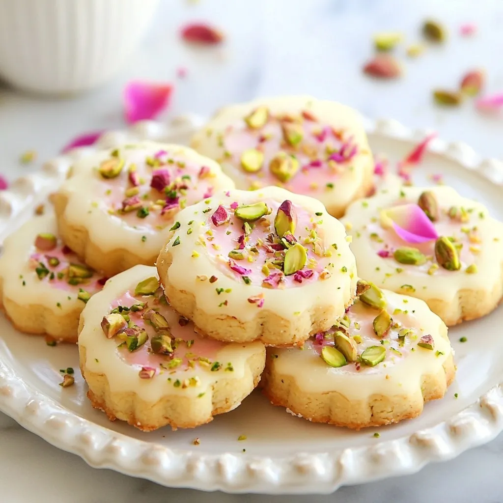 Um Pistazie und Rose zu vereinen, brauchst du einige Hauptzutaten. Das sind: - 240 g ungesalzene Butter, weich geworden - 85 g Puderzucker - 1 Teelöffel Vanilleextrakt - 240 g Weizenmehl - 60 g fein gemahlene Pistazien - 1/4 Teelöffel Salz - 2 Esslöffel Rosenwasser - 35 g gehackte Pistazien (zum Bestreuen) Diese Zutaten sind der Schlüssel zu einem köstlichen Shortbread. Die Butter sorgt für Zartheit, während die Pistazien den besonderen Crunch geben. Für eine besondere Note kannst du auch essbare Rosenblätter verwenden. Diese sind nicht nur hübsch, sie bringen auch einen zusätzlichen Hauch von Blütenaroma. Wenn du magst, kannst du auch etwas mehr Rosenwasser hinzufügen. So wird der Geschmack intensiver. Falls du keine Pistazien magst, kannst du Mandeln oder Walnüsse verwenden. Diese Nüsse bringen auch einen tollen Geschmack. Du kannst auch das Weizenmehl durch Mandelmehl ersetzen, um eine glutenfreie Variante zu machen. Achte darauf, die Mengen anzupassen, da sich die Textur ändern kann. {{ingredient_image_2}} Heize den Ofen auf 175 °C vor. Nimm ein Backblech und lege es mit Backpapier aus. Dies hilft, die Kekse nicht anzuhaften. Nimm eine große Rührschüssel. Gib die weiche Butter und den Puderzucker hinein. Benutze einen elektrischen Mixer. Schlage die Mischung für etwa drei bis vier Minuten. Sie sollte leicht und fluffig sein. Füge den Vanilleextrakt und das Rosenwasser zur Butter-Zucker-Mischung hinzu. Mische alles gut. In einer anderen Schüssel vermische das Weizenmehl, die gemahlenen Pistazien und das Salz. Gib diese Mischung nach und nach zur Butter-Mischung. Rühre, bis alles gut vermengt ist. Forme den Teig zu einer flachen Scheibe. Wickele ihn in Frischhaltefolie und lege ihn für 30 Minuten in den Kühlschrank. Nimm den Teig nach dem Kühlen aus dem Kühlschrank. Lege ihn auf eine leicht bemehlte Arbeitsfläche. Rolle den Teig auf etwa 0,5 cm Dicke aus. Verwende einen Ausstecher, um die Kekse in die gewünschte Form zu schneiden. Lege die Formen auf das Backblech. Streue die gehackten Pistazien gleichmäßig über jeden Keks. Drücke sie leicht in den Teig. Backe die Kekse für 12 bis 15 Minuten. Sie sind fertig, wenn die Ränder goldbraun sind. Nimm die Kekse aus dem Ofen. Lass sie für 5 Minuten auf dem Backblech abkühlen. Übertrage sie dann auf ein Kuchengitter. Für eine schöne Note kannst du die Kekse mit essbaren Rosenblättern garnieren, solange sie noch warm sind. Um die perfekte Textur zu erreichen, nutzen Sie weiche Butter. Sie sollte Raumtemperatur haben. Schlagen Sie die Butter und den Puderzucker gut. Dies macht den Teig leicht und luftig. Kühlen Sie den Teig dann für 30 Minuten. So bleibt er beim Backen stabil. Achten Sie darauf, den Teig nicht zu lange zu rühren. Zu viel Rühren kann die Kekse hart machen. Für einen intensiveren Geschmack verwenden Sie hochwertige Zutaten. Frisches Rosenwasser macht einen großen Unterschied. Achten Sie auch auf die Pistazien. Sie sollten frisch und knackig sein. Rösten Sie die gehackten Pistazien leicht an. Dies verstärkt ihren Geschmack. Experimentieren Sie mit etwas mehr Vanilleextrakt für ein zusätzliches Aroma. Die Form der Kekse kann viel ausmachen. Verwenden Sie einfache Ausstechformen für einen klassischen Look. Herzformen oder Sterne sind beliebt. Für eine kreative Note probieren Sie Blumenformen. Achten Sie darauf, die Formen nicht zu klein zu wählen. Kleinere Kekse können schnell verbrennen. Genießen Sie das Dekorieren mit essbaren Rosenblättern. Das bringt Farbe und Eleganz. Pro Tipps Butter richtig temperieren: Stellen Sie sicher, dass die Butter weich genug ist, aber nicht geschmolzen, um eine cremige Konsistenz zu erreichen. Pistazien frisch mahlen: Mahlen Sie die Pistazien selbst, um den frischesten Geschmack und das beste Aroma zu erzielen. Teig ruhen lassen: Lassen Sie den Teig im Kühlschrank ruhen, damit sich die Aromen entfalten und die Struktur beim Backen stabil bleibt. Rosenwasser dosieren: Beginnen Sie mit einer kleinen Menge Rosenwasser und fügen Sie mehr hinzu, um den gewünschten Geschmack zu erreichen, da es sehr intensiv sein kann. {{image_4}} Möchten Sie den Geschmack Ihrer Pistazien-Rosen-Shortbread ändern? Fügen Sie etwas Zimt oder Muskatnuss hinzu. Diese Gewürze geben dem Gebäck eine warme Note. Sie können auch eine Prise Kardamom verwenden. Das bringt eine exotische Note in die Shortbread-Kekse. Experimentieren Sie mit verschiedenen Aromen und finden Sie Ihre Lieblingskombination. Wenn Sie eine glutenfreie Version möchten, brauchen Sie einfach glutenfreies Mehl. Ersetzen Sie das Weizenmehl durch eine Mischung aus Mandel- und Kokosmehl. Diese Mehle geben dem Shortbread eine nussige Note. Achten Sie darauf, das Verhältnis anzupassen. So bleibt die Textur angenehm und krümelig. Pistazien sind großartig, aber warum nicht auch andere Nüsse ausprobieren? Mandeln oder Walnüsse sind tolle Alternativen. Mahlen Sie die Nüsse fein, um die richtige Textur zu erreichen. Sie können auch gehackte Haselnüsse verwenden. Diese Nüsse bringen einen neuen Geschmack in Ihr Shortbread. Probieren Sie verschiedene Nüsse aus, um Ihre eigene Kreation zu finden. Die Pistazien-Rosen-Shortbread bleiben bei Zimmertemperatur frisch. Legen Sie die Kekse in eine luftdichte Dose. So bleiben sie bis zu einer Woche lecker. Stellen Sie die Dose an einen kühlen, trockenen Ort. Vermeiden Sie direkte Sonneneinstrahlung. Für eine längere Lagerung können Sie die Shortbread auch im Kühlschrank aufbewahren. Wickeln Sie die Kekse in Frischhaltefolie ein. Legen Sie sie dann in einen luftdichten Behälter. So halten sie sich bis zu zwei Wochen. Beachten Sie, dass Kälte die Textur leicht verändern kann. Das Einfrieren der Shortbread ist eine gute Idee für spätere Genüsse. Lassen Sie die Kekse zuerst vollständig abkühlen. Wickeln Sie sie einzeln in Frischhaltefolie. Legen Sie die eingewickelten Kekse in einen Gefrierbeutel. So bleiben sie bis zu drei Monate frisch. Zum Auftauen lassen Sie die Kekse einfach bei Zimmertemperatur liegen. Pistazien-Rosen-Shortbread bleiben frisch für etwa eine Woche. Bewahre sie in einem luftdichten Behälter auf. So bleiben sie knusprig und lecker. Wenn du sie länger aufbewahren möchtest, kannst du sie im Kühlschrank lagern. Dort halten sie bis zu zwei Wochen. Ja, du kannst das Rosenwasser weglassen. Es gibt den Shortbread einen besonderen Geschmack und Duft. Wenn du es nicht magst, probiere einfach Vanille oder Mandelessenz. Diese Optionen passen auch gut zu den Pistazien. Die Shortbread-Kekse sind schon schön, aber du kannst sie noch mehr aufpeppen. Streue gehackte Pistazien oben drauf. Essbare Rosenblätter sind auch eine tolle Idee. Du kannst die Kekse nach dem Backen mit etwas Puderzucker bestäuben. Das sieht festlich aus und schmeckt gut. Ja, du kannst eine vegane Variante machen. Verwende vegane Butter statt normaler Butter. Achte darauf, dass das Rosenwasser und die anderen Zutaten auch vegan sind. So kannst du die Kekse ohne tierische Produkte genießen. Zusammengefasst haben wir die wichtigsten Zutaten für Shortbread-Kekse besprochen. Ich habe die Schritte erklärt, um perfekte Kekse zu backen. Mit einfachen Tipps könnt ihr die Textur und den Geschmack verbessern. Außerdem gibt es viele Variationen, um den Keks nach eurem Wunsch zu gestalten. Denkt an die besten Lagerungshinweise, um die Kekse frisch zu halten. Jetzt habt ihr alles, was ihr braucht, um leckere Shortbread-Kekse zu machen. Viel Spaß beim Backen!