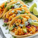 Für diese leckeren Tacos benötigst du: - 1 großen Kopf Blumenkohl, in kleine Röschen zerteilt - 1 Tasse Weizenmehl - 1 Tasse Wasser - 1 Teelöffel Knoblauchpulver - 1 Teelöffel Paprika - 1 Teelöffel Salz - 1 Tasse Buffalo-Sauce - 8 kleine Mais-Tortillas - 1 Tasse geschnittene Kohlblätter - ½ Tasse Blauschimmelkäse, zerbröselt - ¼ Tasse frischer Koriander, gehackt - 1 Avocado, in Scheiben geschnitten - Limettenviertel zum Servieren Diese Zutaten bringen viel Geschmack. Der Blumenkohl wird knusprig und die Buffalo-Sauce sorgt für einen tollen Kick. Wenn du vegane Tacos machen möchtest, gibt es einfache Alternativen: - Verwende Kichererbsenmehl statt Weizenmehl. - Nutze pflanzliche Buffalo-Sauce. - Ersetze den Blauschimmelkäse durch eine vegane Käsealternative. Diese Optionen machen das Rezept vielseitig und anpassbar für jeden Geschmack. Die Gewürze sind wichtig für den Geschmack der Tacos. - Knoblauchpulver: Gibt einen herzhaften Geschmack. - Paprika: Fügt eine süße, rauchige Note hinzu. - Salz: Verstärkt die Aromen der anderen Zutaten. Zusammen sorgen diese Gewürze dafür, dass der Blumenkohl nicht nur lecker ist, sondern auch spannend im Geschmack. {{ingredient_image_2}} Zuerst heize deinen Ofen auf 220°C vor. Lege ein Backblech mit Backpapier aus. Dann bereite die Zutaten vor. Du brauchst einen großen Kopf Blumenkohl und einige Gewürze. Mische in einer Schüssel Weizenmehl, Wasser, Knoblauchpulver, Paprika und Salz. Rühre gut, bis eine glatte Masse entsteht. Zerlege den Blumenkohl in kleine Röschen. Tauche jedes Stück in den Teig. Achte darauf, dass der Blumenkohl gut bedeckt ist. Lege die Röschen auf das Backblech. Backe sie 25 bis 30 Minuten. Wende die Röschen einmal, damit sie gleichmäßig garen. Wenn sie goldbraun sind, nimm sie aus dem Ofen. Gib die Blumenkohlstücke in eine Schüssel und vermische sie mit der Buffalo-Sauce. Erwärme die Mais-Tortillas in einer Pfanne. Nimm eine Tortilla und füge eine gute Menge Blumenkohl hinzu. Garniere die Tacos mit geschnittenem Kohl, Blauschimmelkäse, Avocadoscheiben und frischem Koriander. Serviere die Tacos sofort mit Limettenvierteln. So bekommst du einen spritzigen Kick! Um den Blumenkohl echt knusprig zu machen, gibt es einige Tipps. Wichtig ist die richtige Teigmischung. Der Teig sollte dick genug sein. Das hilft, die Röschen knusprig zu halten. Tauche die Blumenkohlröschen gleichmäßig in den Teig. Lege sie mit etwas Abstand auf das Backblech. So kann die heiße Luft gut zirkulieren. Wende die Röschen einmal während des Backens. So werden sie von allen Seiten gleichmäßig goldbraun. Ich empfehle, den Ofen gut vorzuheizen. 220°C sind perfekt für die richtige Knusprigkeit. Buffalo-Sauce kann man leicht anpassen. Du kannst fertige Sauce verwenden oder sie selbst machen. Für eine mildere Sauce mische Butter und Hot Sauce. Füge etwas Honig oder Ahornsirup hinzu, um die Schärfe zu dämpfen. Für mehr Schärfe kannst du Cayennepfeffer oder Chili-Pulver hinzufügen. Experimentiere mit verschiedenen Saucen. Probiere zum Beispiel BBQ-Sauce für einen süßeren Geschmack. Jeder hat seinen eigenen Geschmack. Finde die Mischung, die dir am besten gefällt. Einige Küchenhelfer machen das Kochen einfacher. Ein gutes Backblech ist wichtig. Verwende Backpapier, damit die Röschen nicht kleben bleiben. Ein großer Löffel hilft beim Tauchen der Röschen in den Teig. Eine Zange ist nützlich, um sie nach dem Backen zu wenden. Eine Pfanne ist nötig, um die Tortillas zu erwärmen. Wenn du frische Kräuter schneidest, ist ein scharfes Messer hilfreich. Diese Werkzeuge machen das Kochen einfacher und schneller. Pro Tipps Blumenkohl richtig vorbereiten: Stelle sicher, dass die Röschen gleichmäßig geschnitten sind, damit sie gleichmäßig garen und knusprig werden. Würze anpassen: Experimentiere mit verschiedenen Gewürzen in der Teigmischung, um den Geschmack nach deinem persönlichen Vorlieben zu optimieren. Blauschimmelkäse ersetzen: Für eine vegane Option kannst du den Blauschimmelkäse durch eine pflanzliche Käsealternative oder guacamole ersetzen. Frische Zutaten verwenden: Verwende frische Limetten und Koriander für den besten Geschmack und eine lebendige Präsentation deiner Tacos. {{image_4}} Wenn du nach einer veganen Option suchst, lasse den Blauschimmelkäse weg. Stattdessen verwende einen veganen Käse oder Avocado als cremige Alternative. Für eine glutenfreie Version kannst du glutenfreies Mehl verwenden. Das hält die Tacos lecker und gesund. Du kannst die Tacos mit verschiedenen Beilagen aufpeppen. Probiere zum Beispiel: - Gegrillte Paprika - Frische Tomaten - Rote Zwiebeln - Radieschen Diese Füllungen bringen mehr Farbe und Geschmack hinein. Wenn du es schärfer magst, füge etwas Cayennepfeffer in die Buffalo-Sauce hinzu. Das gibt den Tacos einen extra Kick. Für mildere Tacos verwende weniger Buffalo-Sauce oder eine milde Variante. So kannst du den perfekten Geschmack für jeden Gast finden. Um die Reste deiner Buffalo Blumenkohl-Tacos gut zu lagern, lege sie in einen luftdichten Behälter. Achte darauf, dass die Tacos nicht zu eng gepackt sind. So bleibt der Blumenkohl knusprig. Du kannst die gefüllten Tacos auch einzeln in Frischhaltefolie wickeln. Das hält sie frisch und verhindert, dass sie austrocknen. Wenn du die Tacos wieder aufwärmen möchtest, benutze eine Pfanne oder einen Ofen. Erhitze sie bei mittlerer Hitze in der Pfanne, bis sie warm sind. So bleibt der Blumenkohl knusprig. Im Ofen solltest du die Tacos bei 180°C für etwa 10 Minuten aufwärmen. Achte darauf, sie mit Aluminiumfolie abzudecken, damit sie nicht austrocknen. Die Zutaten für die Tacos haben unterschiedliche Haltbarkeiten. Frischer Blumenkohl bleibt im Kühlschrank etwa eine Woche frisch. Die Buffalo-Sauce hält sich in einem luftdichten Behälter bis zu zwei Wochen. Tortillas sind ebenfalls mehrere Wochen haltbar, solange sie kühl und trocken gelagert werden. Achte darauf, die Avocado erst kurz vor dem Servieren zu schneiden. So bleibt sie frisch und grün. Ja, du kannst die Buffalo-Sauce selbst machen. Mische einfach scharfe Soße mit geschmolzener Butter. Du kannst auch etwas Essig und Knoblauch hinzufügen für mehr Geschmack. Probiere verschiedene Mischungen, bis sie dir gefällt. Diese hausgemachte Sauce ist frisch und voller Geschmack. Buffalo Blumenkohl-Tacos sind eine gesunde Wahl. Blumenkohl ist kalorienarm und voller Vitamine. Die Tacos enthalten auch gesunde Fette aus der Avocado. Wenn du eine vegane Sauce verwendest, bleibt das Gericht rein pflanzlich. Achte darauf, frische Zutaten zu wählen, um den Nährwert zu maximieren. Du kannst die Tacos einfach vorbereiten. Backe den Blumenkohl und stelle die Tacos zusammen. Bewahre die Reste in einem luftdichten Behälter auf. Im Kühlschrank halten sie bis zu drei Tage. Wenn du sie aufwärmen möchtest, nutze den Ofen für die beste Konsistenz. Buffalo Blumenkohl-Tacos sind lecker und einfach zuzubereiten. Wir haben die besten Zutaten besprochen, um den Geschmack zu verbessern. Die Schritt-für-Schritt-Anleitung macht die Zubereitung leicht. Tipps helfen, den Blumenkohl schön knusprig zu machen. Variationen bieten kreative Möglichkeiten für alle. Reste lassen sich gut lagern und wieder erwärmen. Diese Tacos sind nicht nur gesund, sondern auch anpassbar. Probiere sie aus und genieße die Vielfalt!