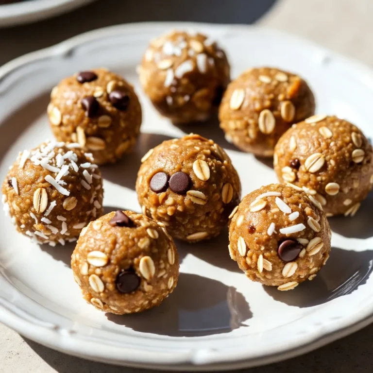 Um leckere Erdnussbutter Protein Bälle zu machen, brauchst du folgende Zutaten: - 1 Tasse natürliche Erdnussbutter - 1/2 Tasse Honig oder Ahornsirup - 1 Tasse zarte Haferflocken - 1/2 Tasse Proteinpulver (Vanille oder Schokolade) - 1/4 Tasse gemahlene Leinsamen - 1/4 Tasse Mini-Schokoladenstückchen (nach Wahl) - 1/4 Tasse ungesüßte Kokosraspeln - Eine Prise Salz Diese Zutaten geben dir die perfekte Mischung für Energie und Geschmack. Es ist einfach, die Zutaten anzupassen. Du kannst Erdnussbutter durch Mandelbutter ersetzen, wenn du das magst. Anstelle von Honig kannst du auch Agavendicksaft verwenden. Wenn du kein Proteinpulver hast, lasse es einfach weg. Du kannst auch mehr Leinsamen oder Haferflocken hinzufügen. Die Mini-Schokoladenstückchen sind optional. Vielleicht magst du stattdessen Trockenfrüchte oder Nüsse. Sei kreativ und finde deinen eigenen perfekten Snack! Wenn du Zutaten kaufst, achte auf Qualität. Wähle natürliche Erdnussbutter ohne Zuckerzusatz. Das gibt dir einen tollen Geschmack ohne ungesunde Stoffe. Achte darauf, dass dein Proteinpulver aus guten Quellen stammt. Es sollte frei von Füllstoffen sein. Bei Haferflocken und Kokosraspeln wähle die ungesüßten Varianten. Hochwertige Zutaten machen deine Erdnussbutter Protein Bälle noch besser! Experimentiere mit verschiedenen Marken, um die besten für dich zu finden. {{ingredient_image_2}} Beginne mit einer großen Rührschüssel. Gib eine Tasse natürliche Erdnussbutter hinein. Füge dann 1/2 Tasse Honig oder Ahornsirup hinzu. Mische alles gut, bis die Masse glatt ist. Es ist wichtig, dass die Mischung gleichmäßig wird. So verbinden sich die Aromen später besser. Jetzt kommen die trockenen Zutaten. Nimm 1 Tasse zarte Haferflocken und füge sie zur Erdnussbutter-Mischung hinzu. Danach gib 1/2 Tasse Proteinpulver dazu. Ich empfehle Vanille oder Schokolade für den besten Geschmack. Füge auch 1/4 Tasse gemahlene Leinsamen und eine Prise Salz hinzu. Mische alles gut mit einem Löffel oder Teigschaber. So vereinen sich die Zutaten perfekt. Jetzt wird es spannend! Nimm eine kleine Menge der Mischung in die Hand. Forme sie zu einem Ball, etwa so groß wie ein Esslöffel. Lege die Bällchen auf ein mit Backpapier belegtes Blech. Wiederhole dies, bis die Mischung aufgebraucht ist. Stelle das Blech dann für mindestens eine Stunde in den Kühlschrank. So werden die Bällchen fest und lecker. Nach dem Kühlen kannst du die Bällchen in einen luftdichten Behälter umfüllen. Sie halten sich im Kühlschrank bis zu zwei Wochen. Um perfekte Protein Bälle zu machen, beginne mit hochwertiger Erdnussbutter. Sie sollte natürlich und ohne Zuckerzusatz sein. Die Mischung muss glatt und gleichmäßig sein. Wenn du die Zutaten gut vermengst, bekommst du eine bessere Textur. Achte darauf, die Haferflocken gut einzumischen. Diese geben den Bällen Struktur. Forme die Bällchen gleichmäßig, etwa so groß wie ein Esslöffel. So halten sie beim Kühlen besser zusammen. Ein häufiger Fehler ist, die Zutaten nicht gut zu vermengen. Dadurch können die Bällchen bröckelig werden. Ein anderer Fehler ist die falsche Kühlzeit. Lass die Bällchen mindestens eine Stunde im Kühlschrank, damit sie fest werden. Wenn du zu viel Honig oder Sirup verwendest, werden die Bällchen zu süß. Reduziere die Menge, wenn du es nicht zu süß magst. Vermeide auch, die Bällchen zu groß zu formen, da sie sonst nicht gut kühlen. Du kannst die Süße anpassen, indem du den Honig oder Sirup reduzierst. Wenn du eine weniger süße Variante willst, verwende nur die Hälfte davon. Für eine andere Textur kannst du mehr Kokosraspeln oder Nüsse hinzufügen. Diese geben einen leckeren Crunch. Wenn du mit dem Proteinpulver experimentierst, probiere verschiedene Geschmacksrichtungen aus. So kannst du deine Protein Bälle ganz nach deinem Geschmack gestalten. Pro Tipps Wahl der Erdnussbutter: Verwenden Sie natürliche, ungesüßte Erdnussbutter für den besten Geschmack und die gesündesten Nährstoffe. Proteinpulver hinzufügen: Experimentieren Sie mit verschiedenen Geschmacksrichtungen von Proteinpulver, um die Energie-Bites nach Ihrem Geschmack anzupassen. Vorsicht beim Kühlen: Lassen Sie die Bites im Kühlschrank ruhen, bis sie fest sind, um die beste Textur zu erzielen und sie leichter formen zu können. Variationen ausprobieren: Fügen Sie verschiedene Nüsse, Trockenfrüchte oder Samen hinzu, um Abwechslung in die Bites zu bringen und sie noch nahrhafter zu machen. {{image_4}} Du kannst die Erdnussbutter Protein Bällchen leicht anpassen. Mit unterschiedlichem Proteinpulver kannst du neue Geschmäcker ausprobieren. Zum Beispiel, wenn du Schokolade magst, wähle Schokoladenprotein. Für eine mildere Note nimm Vanilleprotein. Du kannst auch Kakaopulver hinzufügen, um den Schokoladengeschmack zu verstärken. Ein Spritzer Vanilleextrakt gibt den Bällchen einen feinen Geschmack. Nüsse und Trockenfrüchte bringen extra Crunch und Geschmack. Mandeln, Walnüsse oder Cashews sind tolle Optionen. Du kannst sie grob hacken und in die Mischung geben. Trockenfrüchte wie Rosinen, Cranberries oder Aprikosen passen ebenfalls gut. Diese Zutaten machen die Bällchen süßer und gesünder. Sie fügen auch Ballaststoffe hinzu, die gut für die Verdauung sind. Für eine vegane Variante kannst du Honig durch Ahornsirup ersetzen. So bleibt die Rezeptur pflanzlich. Achte darauf, dass das Proteinpulver vegan ist. Es gibt viele pflanzliche Optionen, wie Erbsen- oder Reisprotein. Wenn du zusätzliche Süße möchtest, kannst du auch Dattelpaste verwenden. Diese Anpassungen machen die Bällchen für alle zugänglich und lecker. Um die frisch zubereiteten Erdnussbutter Protein Bälle gut aufzubewahren, lege sie in einen luftdichten Behälter. Das schützt die Bällchen vor Feuchtigkeit und Gerüchen. Stelle den Behälter in den Kühlschrank. So bleiben die Bällchen frisch und lecker. Du kannst sie bis zu zwei Wochen genießen. Die Haltbarkeit der Erdnussbutter Protein Bälle beträgt etwa zwei Wochen im Kühlschrank. Achte darauf, dass der Behälter immer gut verschlossen ist. Überprüfe die Bällchen regelmäßig auf Veränderungen in Geruch oder Aussehen. Wenn sie komisch riechen oder anders aussehen, entsorge sie lieber. Wenn du mehr Bällchen machen möchtest, friere sie ein. Lege die geformten Bällchen auf ein Backblech und friere sie für etwa eine Stunde ein. Danach kannst du sie in einen Gefrierbeutel oder einen luftdichten Behälter umfüllen. So bleiben sie bis zu drei Monate frisch. Wenn du Lust auf einen Snack hast, nimm einfach die gewünschte Menge heraus und lasse sie bei Raumtemperatur auftauen. So hast du immer einen gesunden Snack bereit! Ich empfehle, zwei bis drei Protein Bälle pro Snack zu essen. Diese Menge gibt dir Energie, ohne zu schwer im Magen zu liegen. Achte darauf, wie du dich fühlst, und passe die Menge an. Jeder Körper ist anders. Erdnussbutter Protein Bälle sind gesund, wenn du sie in Maßen isst. Sie enthalten gesunde Fette aus Erdnussbutter und Ballaststoffe aus Haferflocken. Auch das Proteinpulver hilft, Muskeln zu stärken. Achte darauf, natürliche Zutaten zu wählen. So vermeidest du ungesunde Zusatzstoffe. Ja, diese Bällchen sind ideal für die Sportvorbereitung. Sie bieten dir schnelle Energie und helfen dir, den Hunger zu stillen. Die Mischung aus Kohlenhydraten und Proteinen macht sie perfekt als Snack vor oder nach dem Training. Nimm sie mit, wenn du unterwegs bist! In diesem Artikel haben wir alles über Proteinbälle besprochen. Du hast gelernt, welche Zutaten du benötigst und wie du sie zubereitest. Tipps für Vielfalt und Fehlervermeidung helfen dir, perfekte Bälle zu machen. Auch die Lagerung hat Software für die Haltbarkeit und Vorratshaltung behandelt. Sei kreativ mit deinen Rezepten und genieße gesunde Snacks. Experimentiere mit Geschmäckern und Zutaten nach deinem Wunsch! Proteinbälle sind einfach, nahrhaft und ein echter Genuss.