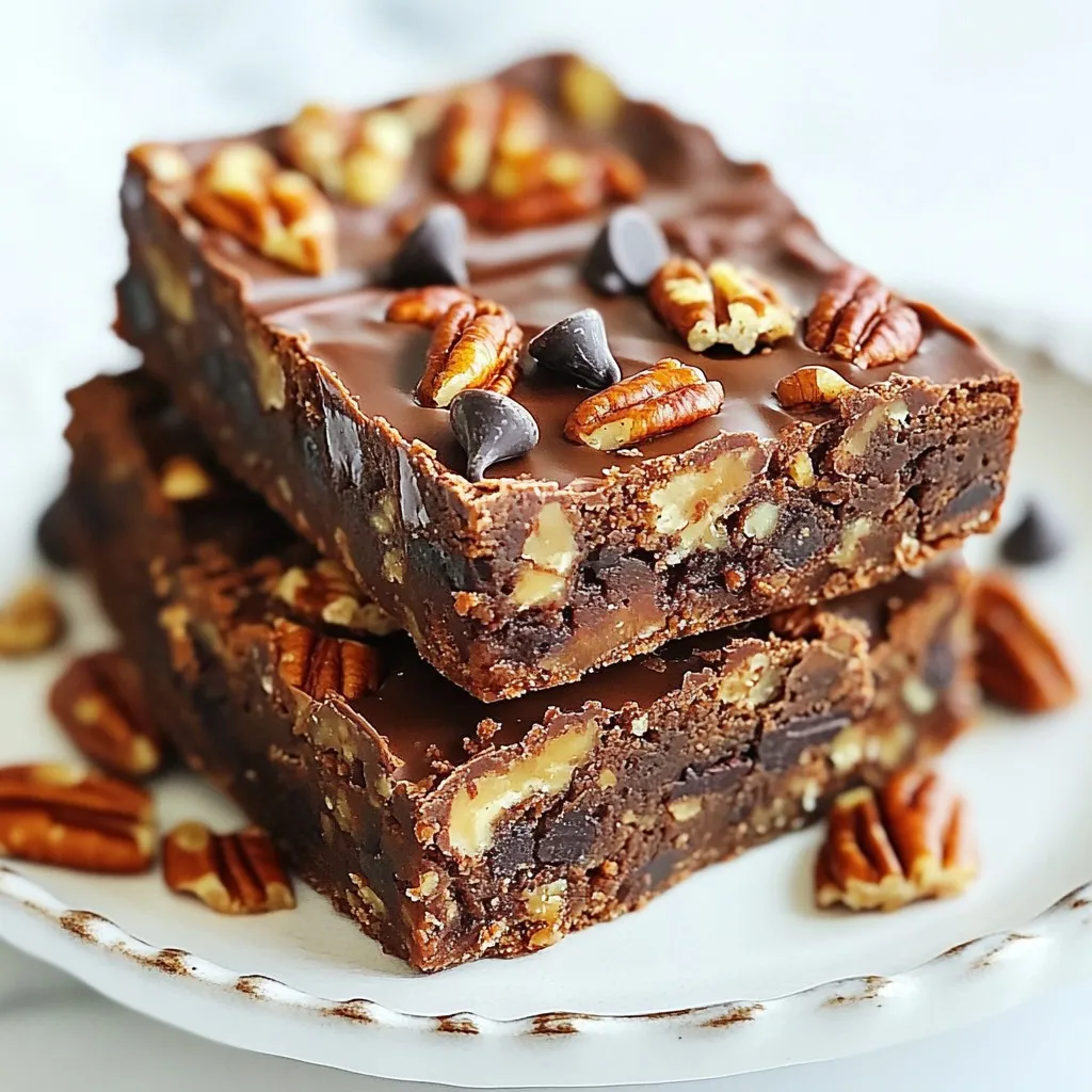 Für die Ahorn-Pekannuss-Fudge-Riegel brauchen wir einige einfache, aber leckere Zutaten. Diese Zutaten verbinden sich gut und bieten tollen Geschmack. - 1 Tasse ungesüßte Mandelbutter - 1/2 Tasse reiner Ahornsirup - 1/4 Tasse geschmolzenes Kokosöl - 1 Teelöffel Vanilleextrakt - 2 Tassen Haferflocken (gerollt) - 1 Tasse Pekannüsse, grob gehackt - 1/2 Tasse Kakaopulver - 1/4 Teelöffel Meersalz - 1/2 Tasse Zartbitter-Schokoladenstückchen (optional) Jede Zutat hat ihren eigenen Zweck. Die Mandelbutter sorgt für die Basis und einen cremigen Geschmack. Der Ahornsirup bringt Süße und ein wenig Flüssigkeit. Das Kokosöl hilft, alles gut zu verbinden und gibt einen feinen Geschmack. Vanilleextrakt rundet die Aromen ab. Die Haferflocken geben der Mischung die nötige Festigkeit. Die Pekannüsse bringen einen knusprigen Biss. Kakaopulver fügt einen schokoladigen Geschmack hinzu. Das Meersalz hebt die Aromen an. Die Schokoladenstückchen sind optional, aber sie machen die Riegel noch schokoladiger und leckerer. Falls Sie keine Mandelbutter haben, können Sie Erdnussbutter verwenden. Sie bekommen einen anderen, aber ebenso köstlichen Geschmack. Wenn Sie keinen Ahornsirup haben, ist Honig eine gute Wahl. Für eine vegane Option lassen Sie die Schokoladenstückchen weg oder wählen Sie eine milchfreie Variante. Wenn Sie Nüsse nicht mögen, können Sie die Pekannüsse durch Sonnenblumenkerne ersetzen. So bleiben die Riegel knusprig und lecker. {{ingredient_image_2}} Heize deinen Ofen auf 175°C vor. Das sorgt für die perfekte Temperatur beim Backen. Nimm eine 20x20 cm große Backform. Lege die Form mit Backpapier aus. Lass etwas Papier über den Rand hängen. So kannst du die Riegel später leicht herausnehmen. Gib in eine große Schüssel die ungesüßte Mandelbutter, den reinen Ahornsirup, das geschmolzene Kokosöl und den Vanilleextrakt. Rühre alles gut um. Achte darauf, dass die Mischung glatt und gleichmäßig ist. Dies gibt den Riegeln einen tollen Geschmack und eine schöne Textur. In einer separaten Schüssel vermenge die Haferflocken, das Kakaopulver und das Meersalz. Mische die trockenen Zutaten gut. Füge sie dann nach und nach zu der feuchten Mischung hinzu. Rühre alles, bis du eine dichte Masse bekommst. Achte darauf, dass alles gut verbunden ist. Hebe die gehackten Pekannüsse und eventuell die Schokoladenstückchen unter. Gieße den Teig in die Backform. Drücke ihn fest, damit die Riegel gut zusammenhalten. Backe die Mischung für 20-25 Minuten. Die Ränder sollten fest und die Mitte leicht weich sein. Lass die Riegel 10 Minuten in der Form abkühlen. Hebe sie dann mit dem Backpapier heraus und lass sie auf einem Kuchengitter ganz abkühlen. Wenn sie kalt sind, schneide sie in Quadrate oder Stäbchen. Um die beste Textur der Riegel zu erreichen, drücken Sie die Mischung fest in die Form. Das hilft, die Riegel kompakt und stabil zu machen. Backen Sie sie bis die Ränder fest sind, aber die Mitte noch weich bleibt. So bleiben die Riegel saftig. Lassen Sie sie nach dem Backen gut abkühlen. Das macht sie einfacher zu schneiden. Die Qualität der Zutaten macht viel aus. Verwenden Sie reine Mandelbutter ohne Zusätze. Dies gibt den Riegeln einen reinen, nussigen Geschmack. Wählen Sie echten Ahornsirup, nicht den künstlichen Sirup. Frische Pekannüsse bringen mehr Aroma. Zartbitter-Schokoladenstückchen sind eine tolle Ergänzung, besonders wenn sie milchfrei sind. Hochwertige Zutaten sorgen für einen intensiven Geschmack. Eine schöne Präsentation macht die Riegel noch ansprechender. Servieren Sie die Riegel auf einem hübschen Teller. Garnieren Sie sie mit ganzen Pekannüssen. Ein Spritzer Ahornsirup auf den Riegeln sieht toll aus. Sie können auch Kakaopulver oder Schokoladenstückchen darüber streuen. Das macht den Genuss noch schöner. Pro Tipps Die richtige Mandelbutter wählen: Achten Sie darauf, ungesüßte Mandelbutter ohne Zusatzstoffe zu verwenden, um den natürlichen Geschmack der Riegel zu bewahren. Variationen ausprobieren: Fügen Sie getrocknete Früchte oder andere Nüsse hinzu, um den Riegeln eine zusätzliche Geschmacksnote und Textur zu verleihen. Riegel gut kühlen: Lassen Sie die Riegel nach dem Backen vollständig abkühlen, damit sie fester werden und sich leichter schneiden lassen. Aufbewahrungstipps: Lagern Sie die Riegel in einem luftdichten Behälter im Kühlschrank, um ihre Frische und Textur zu erhalten. {{image_4}} Für alle, die glutenfrei leben, sind diese Riegel eine tolle Wahl. Verwenden Sie einfach glutenfreie Haferflocken. Die meisten Marken bieten jetzt glutenfreie Optionen an. So bleibt der Genuss ohne Bauchschmerzen. Achten Sie darauf, dass die anderen Zutaten auch glutenfrei sind. Viele Produkte sind von Natur aus glutenfrei. Sie können die Pekannüsse leicht durch andere Nüsse ersetzen. Walnüsse oder Mandeln passen gut. Trockenfrüchte wie Cranberries oder Aprikosen geben süße Akzente. Fügen Sie die Extras einfach in die Mischung hinzu. So können Sie den Geschmack nach Ihrem Wunsch anpassen. Machen Sie die Riegel noch bunter und leckerer. Die Schokolade kann auch variieren. Verwenden Sie Vollmilchschokolade für mehr Süße. Zartbitter-Schokolade gibt den Riegeln eine schöne Tiefe. Für einen besonderen Twist können Sie weiße Schokolade hinzufügen. Diese Optionen bieten viele neue Geschmäcker. Experimentieren Sie mit verschiedenen Schokoladensorten für Ihren perfekten Riegel. Um die Ahorn-Pekannuss-Fudge-Riegel frisch zu halten, bewahre sie in einem luftdichten Behälter auf. Lege ein Stück Backpapier zwischen die Riegel. So kleben sie nicht zusammen. Stelle den Behälter an einem kühlen, dunklen Ort auf, fern von direkter Sonne. So bleiben die Riegel bis zu einer Woche frisch. Die Riegel sind bis zu einer Woche im Kühlschrank haltbar. Wenn du sie länger aufbewahren möchtest, friere sie ein. Schneide die Riegel in Stücke und lege sie in einen gefriergeeigneten Beutel. Drücke die Luft heraus und beschrifte den Beutel mit dem Datum. So bleiben sie bis zu drei Monate frisch. Zum Auftauen lege sie einfach für ein paar Stunden in den Kühlschrank. Um die Riegel gleichmäßig zu portionieren, benutze ein scharfes Messer. Schneide zuerst in der Mitte und dann in kleinere Stücke. Wenn du gleich große Riegel möchtest, verwende ein Lineal. So hast du 16 perfekte Portionen. Denke daran, dass du die Riegel auch nach Belieben kleiner oder größer schneiden kannst. Je nach Bedürfnis und Anlass! Ahorn-Pekannuss-Fudge-Riegel sind gut für etwa eine Woche. Lagern Sie sie in einem luftdichten Behälter. Die Kälte im Kühlschrank kann die Haltbarkeit verlängern. So bleiben die Riegel frisch und lecker. Sie können die Riegel auch einfrieren. Im Gefrierbeutel halten sie bis zu drei Monate. Lassen Sie sie einfach vor dem Essen auftauen. Ja, Sie können die Mandelbutter ersetzen. Erdnussbutter ist eine gute Wahl. Sie hat einen ähnlichen Geschmack und eine ähnliche Textur. Cashewbutter funktioniert auch gut, wenn Sie eine mildere Option möchten. Achten Sie darauf, dass die Konsistenz gleich bleibt. So bleibt das Rezept gut. Die besten Zutaten finden Sie in Bioläden oder Supermärkten. Suchen Sie nach reinen, ungesüßten Mandelbutter und echtem Ahornsirup. Diese sind oft in der Naturkostabteilung. Auch Online-Shops bieten eine große Auswahl. Achten Sie auf hochwertige Produkte. Hochwertige Zutaten machen Ihre Riegel noch leckerer. In diesem Artikel haben wir die wichtigsten Zutaten für Ahorn-Pekannuss-Fudge-Riegel besprochen. Ich habe die Schritte erklärt, um leckere Riegel zu backen. Tipps, Variationen und Aufbewahrung waren ebenfalls Teil des Themas. Denken Sie daran, mit hochwertigen Zutaten zu arbeiten. Experimentieren Sie auch mit Variationen. So finden Sie den perfekten Riegel für sich. Viel Spaß beim Ausprobieren!