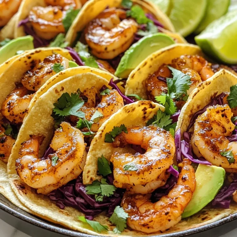 Für die Spicy Garlic Shrimp Tacos brauchst du: - 450 g große Garnelen, geschält und entdarmt - 4 Knoblauchzehen, fein gehackt - 8 kleine Tortillas aus Mais Diese Zutaten bilden die Basis für dein Gericht. Die Garnelen sind saftig und perfekt für die Tacos. Der Knoblauch bringt einen tollen Geschmack. Die Maistortillas sind weich und halten die Füllung gut. Für den perfekten Geschmack benötigst du: - 1 Teelöffel geräuchertes Paprikapulver - 1 Teelöffel Cayennepfeffer (nach Geschmack anpassen) - 2 Esslöffel Olivenöl - Salz und Pfeffer nach Geschmack - 1 Esslöffel Limettensaft Diese Gewürze verleihen den Garnelen einen scharfen und rauchigen Geschmack. Das Olivenöl hilft beim Braten und macht die Garnelen zart. Limettensaft bringt Frische und Säure. Um die Tacos zu vervollständigen, benötigst du: - 1 Tasse rote Kohl, fein gehobelt - 1 Avocado, in Scheiben geschnitten - Frische Korianderblätter zum Garnieren - Limettenspalten zum Servieren Der rote Kohl bringt Crunch und Farbe. Die Avocado sorgt für Cremigkeit. Frischer Koriander gibt den Tacos ein tolles Aroma. Limettenspalten sind perfekt zum Auspressen über die Tacos. {{ingredient_image_2}} Zuerst nimmst du die großen Garnelen. Sie sollten geschält und entdarmt sein. In einer mittelgroßen Schüssel vermischst du die Garnelen mit dem fein gehackten Knoblauch. Füge dann das geräucherte Paprikapulver und den Cayennepfeffer hinzu. Du kannst den Cayennepfeffer nach Geschmack anpassen. Das Olivenöl und der Limettensaft kommen auch dazu. Vergiss nicht, Salz und Pfeffer hinzuzufügen. Rühre alles gut um, bis die Garnelen gleichmäßig bedeckt sind. Lass sie dann etwa 15 Minuten marinieren. Diese Schritte bringen viel Geschmack in deine Garnelen. Erhitze eine Pfanne bei mittlerer bis hoher Hitze. Wenn die Pfanne heiß ist, gib die marinierten Garnelen hinein. Brate sie für 2-3 Minuten auf jeder Seite. Sie sind fertig, wenn sie rosa und undurchsichtig sind. Nimm die Pfanne dann vom Herd. Achte darauf, dass die Garnelen nicht zu lange braten. So bleiben sie zart und saftig. Während die Garnelen braten, kannst du die Maistortillas vorbereiten. Erhitze eine trockene Pfanne. Lege eine Tortilla hinein und erwärme sie für etwa 30 Sekunden auf jeder Seite. Die Tortillas sollten geschmeidig sein, aber nicht knusprig. Das Erwärmen macht sie weich und einfach zu füllen. Wiederhole diesen Schritt für alle Tortillas. Jetzt wird es spannend! Nimm eine erwärmte Tortilla und lege einige gebratene Garnelen darauf. Füge dann den gehobelten roten Kohl hinzu. Die Avocadoscheiben kommen als Nächstes darauf. Garniere jeden Taco mit frischen Korianderblättern. Serviere die Tacos mit Limettenspalten. So kann jeder die Tacos nach Belieben würzen. Es ist einfach, lecker und sieht toll aus! Um perfekte Garnelen zu machen, achte auf die Größe. Große Garnelen sind saftiger. Du solltest die Garnelen vor dem Kochen gut abtrocknen. Das sorgt dafür, dass sie gut braten und schön knusprig werden. Mariniere die Garnelen mindestens 15 Minuten. So nehmen sie den Geschmack von Knoblauch und Gewürzen auf. Zum Braten verwende eine heiße Pfanne. Garnele brauchen nur 2-3 Minuten pro Seite. Die beste Wahl sind kleine Maistortillas. Sie sind weich und halten die Füllung gut. Achte darauf, frische Tortillas zu wählen. Du kannst sie auch selbst machen, wenn du Zeit hast. Erwärme die Tortillas in einer trockenen Pfanne. Das macht sie geschmeidig und lecker. So sind sie leichter zu füllen und zu essen. Beim Anrichten kommt es auf die Farben an. Lege die Garnelen schön auf die Tortilla. Füge den roten Kohl und die Avocado hinzu. Das sieht toll aus und schmeckt frisch. Garniere die Tacos mit Koriander. Die Limettenspalten geben einen tollen zusätzlichen Geschmack. Serviere die Tacos auf einem großen Teller. Das lädt deine Gäste zum Essen ein. Pro Tipps Garnelen richtig marinieren: Lassen Sie die Garnelen mindestens 15 Minuten marinieren, um den vollen Geschmack der Gewürze aufzunehmen. Pfanne gut erhitzen: Stellen Sie sicher, dass die Pfanne heiß genug ist, bevor Sie die Garnelen hinzufügen, um ein perfektes Anbraten zu gewährleisten. Tortillas warmhalten: Wickeln Sie die warmen Tortillas in ein Küchentuch, um sie während der Zubereitung der Tacos warm und geschmeidig zu halten. Koriander frisch verwenden: Verwenden Sie frische Korianderblätter als Garnitur, um den Tacos einen aromatischen und frischen Geschmack zu verleihen. {{image_4}} Wenn du nach einer vegetarischen Option suchst, sind gebratene Pilze eine tolle Wahl. Champignons oder Portobello-Pilze haben einen herzhaften Geschmack. Du kannst sie mit ähnlichen Gewürzen wie bei den Garnelen marinieren. Auch gebratene Zucchini oder Paprika können in die Tacos kommen. Diese Alternativen sind leicht und lecker. Es gibt viele Möglichkeiten, die Gewürze zu variieren. Du könntest zum Beispiel Kreuzkümmel hinzufügen. Dieser gibt einen warmen, erdigen Geschmack. Auch frische Chilis wären eine gute Wahl, um mehr Schärfe zu bringen. Experimentiere mit Gewürzen, um deinen persönlichen Favoriten zu finden. Die richtigen Beilagen machen die Tacos noch besser. Probiere, frischen Salat oder Salsa dazu zu servieren. Ein cremiger Joghurt oder Guacamole passt auch gut. Diese Beilagen bringen Frische und einen tollen Geschmack. Sie ergänzen die Garnelen perfekt und machen dein Gericht vielseitig und spannend. Wenn Sie Garnelen übrig haben, lassen Sie sie zuerst abkühlen. Legen Sie die Garnelen in einen luftdichten Behälter. Sie können sie im Kühlschrank für bis zu drei Tage aufbewahren. Wenn Sie die Garnelen länger aufbewahren möchten, frieren Sie sie ein. So bleiben sie bis zu drei Monate frisch. Achten Sie darauf, die Garnelen vor dem Einfrieren gut zu verpacken. Tortillas sind am besten, wenn sie frisch sind. Lagern Sie die Tortillas in einer luftdichten Tüte oder einem Behälter. So bleiben sie weich und geschmeidig. Sie können sie auch im Kühlschrank aufbewahren, um die Haltbarkeit zu verlängern. Wenn Sie Tortillas aufbewahren, verwenden Sie sie innerhalb von einer Woche. Für längere Lagerung, frieren Sie sie ein. Wickeln Sie die Tortillas in Frischhaltefolie, um sie vor Gefrierbrand zu schützen. Die fertigen Tacos schmecken am besten frisch. Wenn Sie übrig gebliebene Tacos haben, lagern Sie sie im Kühlschrank. Sie sind dort für bis zu zwei Tage haltbar. Um die Tacos aufzuwärmen, legen Sie sie in eine Pfanne oder in den Ofen. Vermeiden Sie die Mikrowelle, da sie die Tortillas gummiartig machen kann. Genießen Sie die Tacos so schnell wie möglich für den besten Geschmack! Die Schärfe hängt von deinem Geschmack ab. Ich benutze Cayennepfeffer. Du kannst den Cayennepfeffer nach Belieben anpassen. Für weniger Schärfe, verwende einfach weniger. Wenn du mehr Schärfe magst, füge mehr hinzu. Ja, du kannst die Garnelen im Voraus marinieren. Marinieren verbessert den Geschmack. Ich empfehle, die Garnelen bis zu zwei Stunden im Kühlschrank zu marinieren. So ziehen die Aromen gut ein. Du kannst Hähnchen oder Tofu verwenden. Diese Optionen sind ebenfalls lecker. Achte darauf, die Kochzeit anzupassen. Hähnchen benötigt mehr Zeit als Garnelen. Tofu ist eine gute Wahl für Vegetarier. Spicy Garlic Shrimp Tacos sind einfach und lecker. Wir haben die besten Zutaten besprochen und die Schritt-für-Schritt-Anleitung gegeben. Du weißt jetzt, wie du Garnelen perfekt zubereitest und die besten Tortillas auswählst. Auch einige coole Variationen und Lagerungstipps sind wichtig. Experimentiere mit verschiedenen Gewürzen und Beilagen, um deinen eigenen Stil zu finden. Mach diese Tacos dein nächstes Rezept. Sie sind nicht nur einfach, sondern auch voller Geschmack und Freude!