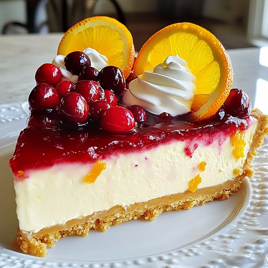 Für dein leckeres Cranberry Orange Cheesecake brauchst du folgende Zutaten: - 1 ½ Tassen Graham-Cracker-Brösel - ½ Tasse ungesalzene Butter, geschmolzen - 4 (je 225 g) Packungen Frischkäse, weich - 1 Tasse Zucker - 1 Teelöffel Vanilleextrakt - 4 große Eier - Schale von 1 Orange - 1 Tasse frische Cranberries, grob gehackt - ½ Tasse Orangensaft - 1 Esslöffel Speisestärke - 1 Teelöffel Zimt - ¼ Teelöffel Salz - Schlagsahne (zum Servieren) - Frische Cranberries & Orangenscheiben (zur Garnitur) Für den besten Geschmack solltest du frische Zutaten verwenden. Wähle reife Orangen. Sie sind süßer und saftiger. Frische Cranberries geben dem Käsekuchen eine tolle Farbe und einen frischen Geschmack. Nutze hochwertigen Frischkäse, um die Cremigkeit zu garantieren. Achte darauf, ungesalzene Butter zu verwenden. Dadurch bleibt der Käsekuchen schön süß und cremig. Wenn du keine Graham-Cracker hast, kannst du zerbröselte Kekse verwenden. Butterkekse sind eine gute Wahl. Für eine glutenfreie Option nutze glutenfreie Kekse. Anstelle von frischen Cranberries kannst du auch getrocknete Cranberries verwenden. Diese sind süßer und sorgen für eine andere Textur. Wenn du eine vegane Variante möchtest, ersetze den Frischkäse durch veganen Frischkäse und die Eier durch Apfelmus. {{ingredient_image_2}} Zuerst heizen Sie Ihren Ofen auf 160 °C vor. Fetten Sie eine 23 cm Springform gründlich ein. In einer mittleren Schüssel vermengen Sie 1 ½ Tassen Graham-Cracker-Brösel mit ½ Tasse geschmolzener Butter. Mischen Sie, bis die Brösel gut verbunden sind. Drücken Sie die Mischung gleichmäßig in den Boden der Springform, um eine feste Kruste zu bilden. Backen Sie diese Kruste für 10 Minuten. Lassen Sie sie dann abkühlen. Nehmen Sie eine große Rührschüssel. Schlagen Sie 4 Packungen weichen Frischkäse und 1 Tasse Zucker mit einem Handmixer. Mixen Sie, bis die Mischung cremig und glatt ist. Fügen Sie 1 Teelöffel Vanilleextrakt, die Schale von 1 Orange und ¼ Teelöffel Salz hinzu. Mischen Sie weiter, bis alles gut vermengt ist. Geben Sie 4 große Eier einzeln hinzu. Mixen Sie nur kurz nach jeder Zugabe, um Übermixen zu vermeiden. In einer kleinen Schüssel vermengen Sie 1 Tasse gehackte Cranberries mit 1 Esslöffel Speisestärke und 1 Teelöffel Zimt. Falten Sie die Cranberries und ½ Tasse Orangensaft vorsichtig in die Frischkäsemischung. Gießen Sie die Frischkäsemischung über die abgekühlte Kruste. Glätten Sie die Oberfläche mit einem Spachtel. Backen Sie im vorgeheizten Ofen für 55-60 Minuten. Die Mitte sollte fest, aber noch leicht wackelig sein. Nach dem Backen schalten Sie den Ofen aus und öffnen die Tür einen Spalt. Lassen Sie den Käsekuchen eine Stunde lang im Ofen abkühlen. Das hilft, Risse zu vermeiden. Stellen Sie den Käsekuchen für mindestens 4 Stunden, besser über Nacht, in den Kühlschrank. Servieren Sie ihn gut gekühlt mit Schlagsahne, frischen Cranberries und Orangenscheiben. Um die perfekte Konsistenz für Ihren Cranberry Orange Cheesecake zu erreichen, ist es wichtig, alle Zutaten gut vorzubereiten. Verwenden Sie weichen Frischkäse, damit er glatt wird. Stellen Sie sicher, dass die Eier Zimmertemperatur haben. Das macht die Mischung cremiger. Mixen Sie die Zutaten nur, bis sie gut verbunden sind. Übermixen kann den Käsekuchen zu luftig machen. Risse im Käsekuchen sind oft das Resultat von plötzlichem Temperaturwechsel. Lassen Sie den Kuchen im abgeschalteten Ofen abkühlen. Öffnen Sie die Tür leicht, um die Temperatur langsam zu senken. Dies hilft, Risse zu vermeiden. Ein Wasserbad kann auch helfen, die Hitze gleichmäßig zu verteilen. Backen Sie den Kuchen nicht zu lange; die Mitte sollte leicht wackelig sein. Das Anrichten Ihres Käsekuchens kann einen großen Unterschied machen. Servieren Sie ihn gut gekühlt mit einem Klecks Schlagsahne. Garnieren Sie mit frischen Cranberries und Orangenscheiben. Das sieht schön aus und verleiht einen frischen Geschmack. Für besondere Anlässe können Sie auch essbare Blüten hinzufügen. Sie sorgen für einen festlichen Touch. Pro Tipps Die richtige Konsistenz: Achten Sie darauf, dass der Frischkäse weich und gut temperiert ist, damit eine glatte und cremige Käsekuchenmasse entsteht. Cranberries vorbereiten: Die gehackten Cranberries mit Speisestärke und Zimt zu mischen hilft, die Feuchtigkeit zu kontrollieren und verhindert, dass sie im Kuchen sinken. Langsame Abkühlung: Das langsame Abkühlen im Ofen verhindert Risse auf der Oberfläche des Käsekuchens. Lassen Sie die Ofentür einen Spalt offen, während er abkühlt. Vorbereitung im Voraus: Bereiten Sie den Käsekuchen einen Tag im Voraus zu, damit er genug Zeit hat, um im Kühlschrank fest zu werden und die Aromen sich gut entfalten können. {{image_4}} Cranberry Orange Cheesecake ist lecker, aber du kannst ihn noch mehr aufpeppen! Probiere eine Schokoladen-Cranberry-Version. Füge einfach geschmolzene Schokolade in die Käsemischung hinzu. Das gibt einen reichen Schokoladengeschmack. Eine Limetten-Variante ist auch toll. Ersetze den Orangensaft durch frischen Limettensaft. Das bringt einen frischen, spritzigen Geschmack. Wenn du glutenfrei leben möchtest, mache die Kruste anders. Verwende glutenfreie Kekse statt Graham-Crackern. Du kannst auch gemahlene Mandeln oder Haferflocken nutzen. Achte darauf, dass die Produkte wirklich glutenfrei sind. So genießt du diesen Käsekuchen ohne Sorge. Für eine vegane Version verwende veganen Frischkäse. Es gibt viele tolle Marken auf dem Markt. Statt Eier kannst du Apfelmus oder Chia-Samen nutzen. Mische 1 Esslöffel Chia-Samen mit 3 Esslöffeln Wasser. Lass es 15 Minuten quellen. Das macht die Masse schön cremig. So kannst du den Käsekuchen vegan und trotzdem lecker machen! Um den Cranberry Orange Cheesecake frisch zu halten, empfehle ich die richtige Lagerung. Decken Sie den Käsekuchen gut mit Frischhaltefolie oder Alufolie ab. So bleibt er feucht und lecker. Alternativ können Sie den Käsekuchen in einem luftdichten Behälter aufbewahren. Platzieren Sie ihn im Kühlschrank, um die Frische zu bewahren. Im Kühlschrank hält der Käsekuchen etwa 5 bis 7 Tage. Achten Sie darauf, die Folie nach jedem Servieren zu wechseln. Wenn Sie ihn länger aufbewahren möchten, können Sie ihn auch einfrieren. In einem luftdichten Behälter hält er bis zu 3 Monate. Lassen Sie ihn vor dem Servieren im Kühlschrank auftauen. Nach ein paar Tagen kann der Geschmack etwas nachlassen. Um das zu beheben, empfehle ich, frische Orangenschalen und etwas Orangensaft darüber zu geben. Dies bringt den frischen Geschmack zurück. Auch ein Klecks frische Schlagsahne kann helfen, den Käsekuchen wieder aufzupeppen. Um Risse zu vermeiden, ist es wichtig, den Käsekuchen langsam abzukühlen. Nach dem Backen, schalten Sie den Ofen aus und lassen die Tür einen Spalt offen. So kann der Käsekuchen sanft abkühlen. Außerdem sollten Sie die Eier einzeln und nur kurz einmixen. Übermixen kann Luftblasen erzeugen, die beim Backen Risse verursachen. Ja, Sie können getrocknete Cranberries verwenden. Diese sind süßer und haben weniger Säure. Verwenden Sie etwa ¾ Tasse getrocknete Cranberries. Weichen Sie sie vorher in warmem Wasser für 10 Minuten ein. Das macht sie weicher und hilft, die Textur des Käsekuchens zu bewahren. Ja, der Käsekuchen eignet sich hervorragend zur Vorbereitung. Sie können ihn bis zu zwei Tage im Voraus backen. Lassen Sie ihn nach dem Backen gut kühlen und stellen ihn dann in den Kühlschrank. So entfalten sich die Aromen besser. Servieren Sie ihn gut gekühlt und garnieren ihn kurz vor dem Servieren. Dieser Blogpost hat die wichtigsten Aspekte für einen leckeren Käsekuchen behandelt. Wir haben die Zutaten, die Zubereitung und viele nützliche Tipps besprochen. Die Auswahl hochwertiger Zutaten sorgt für tollen Geschmack. Die Schritt-für-Schritt-Anleitung hilft dir, im Handumdrehen einen perfekten Käsekuchen zu backen. Denk daran, mit Variationen zu experimentieren und deinen Käsekuchen richtig zu lagern. So bleibt er frisch und köstlich. Nutze diese Hinweise, um dein Backen zu verbessern und beeindrucke deine Gäste. Viel Spaß beim Ausprobieren!