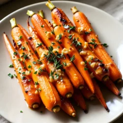 Um die besten Honig-Knoblauch-Butter Röstkarotten zu machen, brauchst du: - 450 g Babykarotten oder normale Karotten, geschält und in Sticks geschnitten - 3 Esslöffel ungesalzene Butter, geschmolzen - 2 Esslöffel Honig - 4 Knoblauchzehen, fein gehackt - 1 Teelöffel frische Thymianblätter oder ½ Teelöffel getrockneter Thymian - Salz und Pfeffer nach Geschmack - Frische Petersilie, gehackt, zum Garnieren Diese Zutaten bringen die süße und herzhafte Note zusammen. Die Karotten bleiben knackig und die Butter macht sie reichhaltig. Du kannst das Rezept leicht anpassen, indem du zusätzliche Gewürze hinzufügst. Probiere: - Ein wenig Paprika für eine leichte Schärfe - Einen Spritzer Zitronensaft für Frische - Eine Prise Kreuzkümmel für einen warmen, erdigen Geschmack Diese Aromen bringen mehr Tiefe in das Gericht und machen es einzigartig. Wähle beim Einkauf frische Karotten mit leuchtender Farbe. Achte darauf, dass sie fest und knusprig sind. Vermeide welke oder braune Stellen. Babykarotten sind süßer und zarter, während normale Karotten mehr Geschmack haben. Wenn du die Wahl hast, nimm Bio-Karotten, um den besten Geschmack und Nährstoffgehalt zu erhalten. {{ingredient_image_2}} Heize deinen Ofen auf 200°C vor. Das ist wichtig, um die Karotten gut zu rösten. Nimm ein Backblech und lege es mit Backpapier aus. Das macht die Reinigung leicht und hilft, dass die Karotten nicht ankleben. Nimm eine mittelgroße Schüssel. Gebe 3 Esslöffel geschmolzene Butter hinein. Füge 2 Esslöffel Honig und 4 fein gehackte Knoblauchzehen hinzu. Rühre auch 1 Teelöffel frische Thymianblätter dazu. Würze mit Salz und Pfeffer. Mische alles gut, bis es eine glatte Sauce gibt. Diese Mischung macht die Karotten süß und würzig. Lege 450 g Babykarotten auf das Backblech. Gieße die Honig-Knoblauch-Buttermischung über die Karotten. Mische die Karotten vorsichtig, damit die Sauce überall hinkommt. Es ist wichtig, dass die Karotten in einer einzigen Schicht liegen. Röste die Karotten im Ofen für 25-30 Minuten. Wende sie nach der Hälfte der Zeit. So werden sie weich und karamellisiert. Nach dem Rösten nimm die Karotten aus dem Ofen und lass sie kurz abkühlen. Probiere sie und passe die Würze an, bevor du sie servierst. Garnieren mit frischer, gehackter Petersilie macht das Gericht hübsch und lecker. Um die Karotten gleichmäßig zu rösten, lege sie in einer einzigen Schicht auf das Backblech. Wenn die Karotten übereinander liegen, garen sie ungleichmäßig. Wende die Karotten nach 15 Minuten. Das hilft, dass sie von allen Seiten gar werden. Achte darauf, dass der Ofen die richtige Temperatur hat. Ein vorgeheizter Ofen ist wichtig für die perfekte Röstung. Du kannst viele Aromen hinzufügen, um die Röstkarotten zu verfeinern. Probiere, etwas Zimt oder Paprika hinzuzufügen. Für eine scharfe Note, füge etwas Cayennepfeffer hinzu. Frische Kräuter wie Rosmarin oder Oregano bringen zusätzliche Frische. Wenn du den Honig magst, kannst du auch Ahornsirup verwenden. Der Geschmack wird süß und lecker. Honig-Knoblauch-Butter Röstkarotten passen gut zu vielen Gerichten. Sie sind perfekt als Beilage zu gebratenem Hähnchen oder Lamm. Serviere sie mit einem frischen Salat für eine bunte Mahlzeit. Du kannst die Karotten auch auf einem Buffet oder bei einem Grillabend anbieten. Ihre Farben und Aromen machen sie zu einem echten Hingucker. Garniere sie mit frischer Petersilie für mehr Farbe und Geschmack. Pro Tipps Karotten gleichmäßig schneiden: Um ein gleichmäßiges Rösten zu gewährleisten, achte darauf, dass die Karotten alle ähnliche Größen haben. Butter nicht zu heiß schmelzen: Schmelze die Butter langsam, um sicherzustellen, dass sie nicht bräunt, bevor sie mit den anderen Zutaten kombiniert wird. Würzen vor dem Rösten: Probiere die Honig-Knoblauch-Buttermischung, bevor du sie über die Karotten gießt, um sicherzustellen, dass der Geschmack perfekt ist. Reste aufbewahren: Die Röstkarotten schmecken auch kalt oder in einem Salat hervorragend. Bewahre Reste in einem luftdichten Behälter im Kühlschrank auf. {{image_4}} Du kannst die Röstkarotten leicht anpassen. Füge andere Gemüsesorten hinzu, um neue Geschmäcker zu erleben. Brokkoli, Blumenkohl oder Süßkartoffeln passen gut. Diese Gemüsesorten nehmen auch die Honig-Knoblauch-Butter gut auf. Schneide sie in ähnliche Größen, damit sie gleichmäßig garen. Wenn du den Honig ersetzen möchtest, probiere Agavendicksaft oder Ahornsirup. Beide geben eine süße Note, die lecker ist. Für die Butter kannst du auch Olivenöl oder Kokosöl verwenden. Diese Fette bringen neue Aromen in dein Gericht. Achte darauf, dass du das Öl bei niedriger Temperatur verwendest, um den Geschmack nicht zu verändern. Das Rezept lässt sich auch mit anderen Kräutern und Gewürzen variieren. Verwende Rosmarin oder Oregano für einen anderen Dreh. Du kannst auch etwas Chili oder Paprika für einen scharfen Kick hinzufügen. Experimentiere mit den Kräutern, um deinen eigenen Stil zu finden und deine Röstkarotten zu verfeinern. Wenn du Reste von den Honig-Knoblauch-Butter Röstkarotten hast, lagere sie in einem luftdichten Behälter. Das schützt die Karotten vor Feuchtigkeit und Gerüchen im Kühlschrank. Du kannst sie bis zu drei Tage aufbewahren. Um die Karotten aufzuwärmen, lege sie auf ein Backblech. Heize den Ofen auf 180°C (350°F) vor. Röste die Karotten für etwa 10-15 Minuten. So bleiben sie zart und bekommen eine schöne Farbe. Du kannst sie auch in der Mikrowelle aufwärmen, aber die Textur wird nicht gleich gut sein. Im Kühlschrank halten sich die Röstkarotten drei Tage. Wenn du sie länger aufbewahren möchtest, friere sie ein. Verwende einen gefrierfesten Behälter oder Beutel. So bleiben sie bis zu drei Monate frisch. Beim Auftauen, lasse sie einfach im Kühlschrank über Nacht. Die Karotten sollten etwa 25 bis 30 Minuten im Ofen rösten. Es ist wichtig, sie nach der Hälfte der Zeit zu wenden. So werden sie gleichmäßig zart und erhalten eine schöne Karamellisierung. Wenn die Karotten zart sind und leicht bräunlich aussehen, sind sie fertig. Ja, du kannst frische Knoblauchzehen ersetzen. Verwende in diesem Fall etwa 1 Teelöffel Knoblauchpulver. Der Geschmack wird etwas anders sein, aber es wird trotzdem lecker. Frischer Knoblauch hat einen intensiveren Geschmack, aber das Pulver ist eine gute Alternative. Das Rezept ist nicht vegan, da es Butter enthält. Du kannst jedoch vegane Butter verwenden, um es vegan zu machen. Das Rezept ist glutenfrei, solange du keine glutenhaltigen Zutaten hinzufügst. Diese Röstkarotten sind also eine tolle Option für viele Ernährungsweisen. In diesem Artikel haben wir uns mit der Zubereitung von Honig-Knoblauch-Butter Röstkarotten beschäftigt. Wir haben die besten Zutaten, die Zubereitungsschritte und nützliche Tipps behandelt. Ich hoffe, diese Informationen helfen dir, schmackhafte Röstkarotten zu machen. Probiere die Vorschläge aus und ergänze sie nach deinem Geschmack. Mit diesen Tricks wirst du ein tolles Gericht zaubern! Es ist einfach und macht Spaß. Viel Freude beim Kochen und Genießen!
