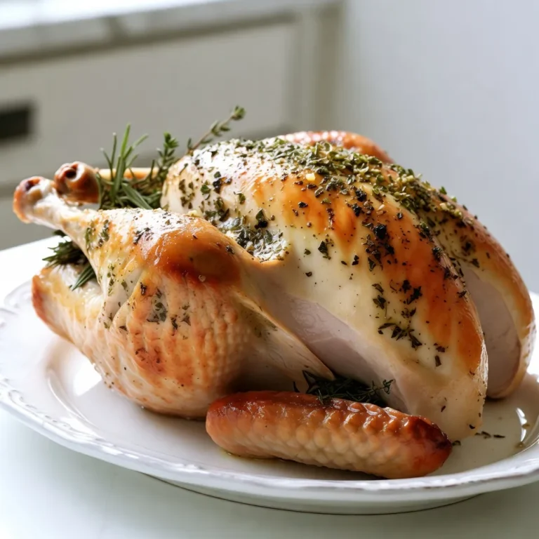 - 1 ganzes Truthuhn (ca. 5,5-6,5 kg), aufgetaut - 240 g ungesalzene Butter, weich - 1 Knoblauchkopf, Zehen geschält und fein gehackt - 2 Esslöffel frischer Rosmarin, gehackt - 2 Esslöffel frischer Thymian, gehackt - 2 Esslöffel frischer Salbei, gehackt - 1 Esslöffel Zitronenschale - 1 Esslöffel Salz - 1 Teelöffel schwarzer Pfeffer - 950 ml natriumarme Hühnerbrühe Ich empfehle, frische Kräuter wie Rosmarin, Thymian und Salbei in die Höhle des Truthuhns zu legen. Auch Zitronenhälften oder Zwiebelviertel bringen viel Geschmack. Diese Zutaten machen das Fleisch saftiger und aromatischer. Für die Kräuterbutter brauchen wir die weiche Butter, Knoblauch und frische Kräuter. Die Kombination aus Rosmarin, Thymian und Salbei gibt der Butter einen tollen Geschmack. Fügen Sie auch Zitronenschale, Salz und schwarzen Pfeffer hinzu. Diese Mischung sorgt dafür, dass der Truthahn beim Braten schön würzig wird. {{ingredient_image_2}} Zuerst heize ich den Ofen auf 165°C vor. Das ist wichtig, um eine gleichmäßige Garung zu erreichen. Dann nehme ich das aufgetaute Truthuhn und tupfe es mit einem Papiertuch trocken. Das hilft, die Haut knusprig zu machen. Als Nächstes löse ich vorsichtig die Haut von der Brust und den Beinen. Das mache ich mit meinen Fingern, um die Haut nicht zu reißen. Jetzt kommt der spaßige Teil! Ich nehme eine Rührschüssel und gebe die weiche Butter hinein. Dann füge ich den gehackten Knoblauch, Rosmarin, Thymian, Salbei, Zitronenschale, Salz und schwarzen Pfeffer hinzu. Ich rühre alles gut um, bis die Mischung gleichmäßig ist. Diese Kräuterbutter ist der Schlüssel zum Geschmack! Ich nehme einen Teil der Kräuterbutter und reibe sie vorsichtig unter die Haut. Das sorgt für viel Geschmack. Danach benutze ich die restliche Butter, um die Außenfläche des Truthuhns einzureiben. Ich fülle auch frische Kräuter in die Höhle des Truthuhns. Das gibt zusätzlichen Geschmack. Man kann auch Zitronenhälften oder Zwiebelviertel hinzufügen, wenn man möchte. Ich lege den Truthahn auf ein Rost in einer großen Bratpfanne. Dann gieße ich die Hühnerbrühe in die Pfanne. Das hält das Fleisch feucht. Ich decke den Truthahn locker mit Aluminiumfolie ab, damit die Haut nicht zu dunkel wird. Jetzt kommt der Truthahn für etwa 2,5 bis 3,5 Stunden in den Ofen. Ich prüfe die Innentemperatur. Sie sollte 75°C erreichen. In der letzten Stunde nehme ich die Folie ab. Das sorgt für eine schöne goldene Haut. Alle 30 Minuten gieße ich den Bratensaft über den Truthahn. Nach dem Braten lasse ich ihn 20-30 Minuten ruhen. Dann schneide ich ihn auf und serviere ihn mit Beilagen. Um den besten Knoblauch Kräuter Butter gebratenen Truthahn zu machen, gibt es einige Dinge zu beachten. Zuerst, verwenden Sie frische Kräuter. Diese geben dem Truthahn einen tollen Geschmack. Wenn Sie die Butter machen, mischen Sie die Kräuter gut mit der Butter. Dies hilft, den Geschmack zu verteilen. Achten Sie darauf, die Haut des Truthuhns vorsichtig zu lösen. So können Sie die Butter direkt unter die Haut bringen. Das macht das Fleisch saftiger. Ein saftiger Truthahn ist der Traum jeder Feier. Um das zu erreichen, gießen Sie alle 30 Minuten Bratensaft über den Truthahn. Dies hilft, das Fleisch feucht zu halten. Auch das Ruhen nach dem Braten ist wichtig. Lassen Sie den Truthahn mindestens 20 bis 30 Minuten ruhen. So können die Säfte ins Fleisch zurückfließen. Wenn Sie den Truthahn direkt nach dem Braten schneiden, wird er trocken. Die richtige Temperatur ist der Schlüssel zu einem perfekten Truthahn. Stellen Sie Ihren Ofen auf 165°C ein. Verwenden Sie ein Fleischthermometer, um sicherzugehen, dass die Innentemperatur 75°C erreicht. Überprüfen Sie die dicksten Stellen der Brust und der Oberschenkel. Wenn der Truthahn fertig ist, nehmen Sie ihn aus dem Ofen. Lassen Sie ihn ruhen, bevor Sie ihn schneiden. So bleibt er saftig und zart. Pro Tipps Die Haut knusprig machen: Um eine besonders knusprige Haut zu erhalten, tupfen Sie den Truthahn vor dem Einreiben mit der Butter gründlich trocken. Feuchtigkeit verhindert das Knusprigwerden. Zeit zum Ruhen: Lassen Sie den Truthahn nach dem Braten mindestens 20-30 Minuten ruhen. Dies hilft, die Säfte im Fleisch zu verteilen und sorgt für ein saftigeres Ergebnis. Bratensaft verwenden: Verwenden Sie den Bratensaft, um Ihre Beilagen zu würzen. Er ist voll von Geschmack und macht alles noch köstlicher. Kräuter variieren: Experimentieren Sie mit verschiedenen frischen Kräutern, um neue Geschmacksrichtungen zu entdecken. Petersilie, Estragon oder Oregano können ebenfalls interessante Aromen hinzufügen. {{image_4}} Für die Füllung des Truthuhns gibt es viele Optionen. Frische Kräuter sind einfach großartig und geben viel Geschmack. Sie können auch Zitronenhälften oder Zwiebelviertel verwenden. Beide bringen frische Aromen. Wenn Sie es herzhaft mögen, fügen Sie gewürfelte Äpfel oder Trockenfrüchte hinzu. Diese geben eine süße Note. Auch Nüsse wie Walnüsse oder Mandeln passen gut. Sie sorgen für einen tollen Crunch. Experimentieren Sie mit verschiedenen Zutaten, um den perfekten Geschmack zu finden. Die Kräuterbutter kann leicht variiert werden. Neben Rosmarin, Thymian und Salbei probieren Sie auch Oregano oder Estragon aus. Diese Kräuter haben unterschiedliche Geschmäcker und Aromen. Auch Gewürze können einen großen Unterschied machen. Fügen Sie etwas Paprika oder Kreuzkümmel hinzu, um eine neue Note zu erzielen. Denken Sie an frischen Dill oder Petersilie für eine frische Frische. Die Möglichkeiten sind endlos, und das macht das Kochen spannend und kreativ. Die richtige Beilage macht das Gericht perfekt. Klassiker wie Kartoffelbrei oder grünes Gemüse sind immer gut. Auch eine gute Soße ist wichtig. Eine einfache Bratensoße passt hervorragend. Sie können auch eine Preiselbeersoße für eine süße Note machen. Denk an frische Brötchen oder einen leckeren Salat. Diese ergänzen den Truthahn und machen das Essen noch besser. Wählen Sie Beilagen, die Ihren Geschmack treffen, und genießen Sie das Festmahl. Nach dem Festessen bleiben oft leckere Reste übrig. Um diese frisch zu halten, lege den Truthahn in einen luftdichten Behälter. Das hilft, den Geschmack zu bewahren. Du kannst auch die Reste in Alufolie wickeln. Wenn du die Haut magst, lass sie dran. So bleibt der Truthahn saftig. Um den Truthahn aufzuwärmen, heize deinen Ofen auf 165°C (325°F) vor. Lege die Truthahnstücke in eine Auflaufform. Füge etwas Hühnerbrühe hinzu, damit das Fleisch nicht austrocknet. Decke die Form mit Alufolie ab und wärme den Truthahn für etwa 20 bis 30 Minuten. So bleibt er zart und schmackhaft. Im Kühlschrank hält sich der Truthahn etwa 3 bis 4 Tage. Achte darauf, ihn gut abzudecken. Wenn du ihn länger aufbewahren möchtest, friere ihn ein. In einem luftdichten Behälter bleibt er bis zu 6 Monate frisch. Zum Auftauen lege ihn über Nacht in den Kühlschrank. So bleibt das Fleisch sicher und lecker. Der Truthahn sollte etwa 2,5 bis 3,5 Stunden im Ofen garen. Die genaue Zeit hängt von der Größe ab. Die Innentemperatur sollte 75°C erreichen. Dies sorgt dafür, dass das Fleisch sicher zu essen ist und gut schmeckt. Ein Fleischthermometer hilft Ihnen, die richtige Temperatur zu prüfen. Ja, Sie können einen gefrorenen Truthahn verwenden. Achten Sie darauf, ihn vollständig aufzutauen. Dies kann bis zu drei Tage im Kühlschrank dauern. Ein schnellerer Weg ist, den Truthahn in kaltem Wasser zu tauchen. Wechseln Sie das Wasser alle 30 Minuten, um sicherzustellen, dass es kalt bleibt. Wenn Sie keine frischen Kräuter haben, können Sie getrocknete verwenden. Verwenden Sie etwa ein Drittel der Menge, da getrocknete Kräuter stärker sind. Zum Beispiel, verwenden Sie 1 Esslöffel getrockneten Rosmarin statt 2 Esslöffel frischen. Dies gibt trotzdem Geschmack, auch wenn es nicht ganz so frisch schmeckt. Um Austrocknen zu vermeiden, braten Sie den Truthahn mit Brühe im Pfannenboden. Bedecken Sie ihn mit Folie, um ihn feucht zu halten. Gießen Sie den Truthahn alle 30 Minuten mit Bratensaft. Lassen Sie den Truthahn nach dem Braten ruhen. Dies hilft, die Säfte im Fleisch zu halten. Zusammengefasst geht es in diesem Artikel um die Zubereitung eines köstlichen Knoblauch-Kräuter-Butter-gemachten Truthahns. Wir haben die Hauptzutaten und zusätzliche Geschmäcker behandelt. Ich habe euch gezeigt, wie ihr Schritt für Schritt vom Vorbereiten bis zum Servieren kommt. Die Tipps helfen, den Truthahn saftig zu halten. Variationen und Lagerungshinweise sorgen dafür, dass ihr es auch später genießen könnt. Schaut in die FAQs, um alle eure Fragen zu klären. Kochen ist leicht und macht Spaß, also probiert es aus!