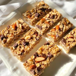 Für die Kokos-Schokoladenstückchen-Granola-Riegel brauchen Sie die folgenden Hauptzutaten: - 2 Tassen Haferflocken - 1 Tasse ungesüßte Kokosraspel - 1/2 Tasse Mandelbutter - 1/4 Tasse Honig oder Ahornsirup - 1/2 Tasse Zartbitterschokoladenstückchen - 1/2 Tasse gehackte Nüsse (Mandeln, Pekannüsse oder Walnüsse) - 1/2 Teelöffel Vanilleextrakt - 1/4 Teelöffel Salz - Optional: 1/4 Tasse getrocknete Früchte (Cranberries oder Rosinen) Diese Zutaten sorgen für einen tollen Geschmack und eine schöne Konsistenz. Falls Sie eine Zutat nicht haben oder eine andere verwenden möchten, gibt es gute Alternativen. Hier sind einige Vorschläge: - Anstelle von Mandelbutter können Sie Erdnussbutter oder Cashewbutter nutzen. - Wenn Sie keinen Honig haben, probieren Sie Agavendicksaft oder einen anderen Sirup. - Statt Zartbitterschokolade können Sie Milchschokolade oder weiße Schokolade verwenden. - Für die Nüsse sind Sonnenblumenkerne oder Kürbiskerne ebenfalls eine gute Wahl. Diese Ersatzmöglichkeiten helfen Ihnen, die Riegel nach Ihrem Geschmack anzupassen. Die Auswahl der richtigen Zutaten macht einen großen Unterschied. Hier sind einige Tipps: - Wählen Sie frische Haferflocken. Sie sollten nicht alt oder ranzig riechen. - Achten Sie darauf, ungesüßte Kokosraspel zu kaufen. So vermeiden Sie zusätzliche Süße. - Wenn möglich, verwenden Sie rohe Nüsse. Diese sind oft gesünder und schmackhafter. - Achten Sie auf die Qualität der Schokolade. Eine gute Schokolade verbessert den Geschmack der Riegel. Mit diesen Tipps stellen Sie sicher, dass Ihre Granola-Riegel frisch und lecker sind. {{ingredient_image_2}} Heize deinen Ofen auf 175°C vor. Nimm eine 22x22 cm große Backform. Lege die Form mit Backpapier aus. Lass das Papier ein wenig überstehen. So kannst du die Riegel später leicht herausnehmen. In einer großen Schüssel mische die Haferflocken, die ungesüßten Kokosraspel, die gehackten Nüsse und das Salz. Rühre alles gut durch. So verteilen sich die Zutaten gleichmäßig. Nimm einen kleinen Topf und stelle ihn auf niedrige Hitze. Gib die Mandelbutter, den Honig oder Ahornsirup und den Vanilleextrakt hinein. Rühre vorsichtig, bis die Mischung glatt und warm ist. Nimm den Topf dann vom Herd. Gieße die warme Mandelbutter-Mischung über die trockenen Zutaten. Rühre alles gründlich um. Achte darauf, dass alles gut vermischt ist. Füge die Zartbitterschokoladenstückchen und die getrockneten Früchte hinzu, falls du sie verwendest. Hebe diese vorsichtig unter. Übertrage die Mischung in die vorbereitete Backform. Drücke die Mischung fest an, um eine gleichmäßige Schicht zu bilden. Die Riegel kommen jetzt in den Ofen. Backe sie für etwa 15-20 Minuten. Achte darauf, dass die Ränder leicht goldbraun sind. Nimm die Form aus dem Ofen. Lass die Riegel mindestens 30 Minuten im Kühlschrank abkühlen. Wenn sie kalt sind, hebe sie mit dem Backpapier heraus. Schneide die Riegel in Quadrate oder Rechtecke. Bewahre sie in einem luftdichten Behälter auf. So bleiben sie frisch! Die richtige Backzeit macht den Unterschied. Backen Sie die Riegel bei 175°C. Nach 15 bis 20 Minuten sind sie perfekt. Die Ränder sollten goldbraun sein. Lassen Sie sie nach dem Backen abkühlen, damit sie fest werden. Um die Riegel fest und knusprig zu machen, drücken Sie die Mischung gut in die Form. Verwenden Sie einen Spatel oder Ihre Hände. Je fester Sie drücken, desto besser halten die Riegel. Lassen Sie sie vollständig im Kühlschrank abkühlen. Dies hilft, die Riegel stabil zu machen. Fügen Sie Nüsse oder Trockenfrüchte hinzu, um den Geschmack zu verändern. Mandeln, Pekannüsse oder Walnüsse sind großartig. Sie geben einen tollen Crunch. Getrocknete Cranberries oder Rosinen fügen Süße hinzu. Experimentieren Sie mit verschiedenen Zutaten für neue Geschmäcker. Pro Tipps Haferflocken auswählen: Verwenden Sie große, zarte Haferflocken für die beste Textur. Kleinere Haferflocken können die Riegel zu weich machen. Kokosraspel rösten: Rösten Sie die Kokosraspel leicht im Ofen, bevor Sie sie hinzufügen. Dies verstärkt den Geschmack und sorgt für zusätzlichen Crunch. Variationen ausprobieren: Experimentieren Sie mit verschiedenen Nüssen oder Samen, um den Riegeln eine persönliche Note zu verleihen. Kürbiskerne oder Sonnenblumenkerne sind eine großartige Ergänzung. Riegel richtig schneiden: Lassen Sie die Riegel vollständig abkühlen, bevor Sie sie schneiden. So verhindern Sie, dass sie bröckeln und erhalten schönere Stücke. {{image_4}} Wenn du glutenfreie Granola-Riegel machen möchtest, ist das ganz einfach. Du kannst glutenfreie Haferflocken verwenden. Diese sind leicht erhältlich und schmecken genauso gut. Achte darauf, dass die Marke glutenfrei zertifiziert ist. So kannst du sicher sein, dass keine Spuren von Gluten enthalten sind. Für eine vegane Version verwende einfach Ahornsirup anstelle von Honig. Mandelbutter ist bereits vegan. Du kannst auch Erdnussbutter oder Cashewbutter verwenden, wenn du magst. Diese Alternativen geben den Riegeln einen tollen Geschmack. Achte darauf, dass die Schokoladenstückchen vegan sind. Viele Marken bieten diese Option an. Du kannst mit den Geschmäckern spielen! Füge verschiedene Zutaten hinzu, um die Riegel zu verändern. Hier sind einige Ideen: - Schokoladenstückchen: Wechsle zwischen Zartbitter, Vollmilch oder sogar weißen Schokoladenstückchen. - Gewürze: Zimt oder Muskatnuss sorgen für eine warme Note. - Nüsse: Mandeln, Walnüsse oder Haselnüsse bringen Crunch und Geschmack. - Trockenfrüchte: Getrocknete Cranberries oder Aprikosen fügen Süße hinzu. Experimentiere, um deine perfekte Mischung zu finden! Um die Frische Ihrer Kokos-Schokoladenstückchen-Granola-Riegel zu bewahren, lagern Sie sie in einem luftdichten Behälter. So bleiben sie weich und lecker. Stellen Sie den Behälter an einen kühlen, trockenen Ort. Vermeiden Sie direkte Sonneneinstrahlung, um das Aroma zu schützen. Die Riegel halten sich bei Raumtemperatur bis zu einer Woche. Wenn Sie sie im Kühlschrank aufbewahren, bleiben sie länger frisch. In diesem Fall können sie bis zu zwei Wochen halten. Achten Sie darauf, dass sie gut verpackt sind, um Feuchtigkeit zu vermeiden. Wenn Sie die Riegel länger aufbewahren möchten, frieren Sie sie einfach ein. Schneiden Sie die Riegel in Portionen und wickeln Sie sie in Frischhaltefolie. Legen Sie die Riegel in einen gefrierfesten Beutel oder Behälter. So bleiben sie bis zu drei Monate frisch. Lassen Sie sie einfach bei Raumtemperatur auftauen, wenn Sie einen Riegel genießen möchten. Ja, du kannst die Granola-Riegel im Voraus machen. Das ist sehr praktisch. Bereite sie am Sonntag vor und genieße sie die ganze Woche. Lagere sie in einem luftdichten Behälter. So bleiben sie frisch und lecker. Es gibt viele Marken, die diese Riegel anbieten. Beliebte Marken sind Nature Valley, KIND und Larabar. Diese Riegel sind oft in Supermärkten zu finden. Achte beim Kauf auf die Zutatenliste. So kannst du sicherstellen, dass sie deinen Wünschen entsprechen. Ein Riegel hat etwa 150 Kalorien. Dies kann je nach Größe und Zutaten variieren. Wenn du mehr Nüsse oder Schokolade hinzufügst, kann die Kalorienzahl steigen. Achte auf die Portionierung, um die Kalorien im Blick zu behalten. Du kannst Erdnussbutter oder Cashewbutter verwenden. Diese Alternativen sind ebenfalls lecker. Wenn du eine nussfreie Option suchst, probiere Sonnenblumenkernbutter. Sie hat einen ähnlichen Geschmack. So kannst du die Riegel an deine Vorlieben anpassen. In diesem Blogbeitrag haben wir die besten Zutaten für Kokos-Schokoladenstückchen-Granola-Riegel besprochen. Ich habe Schritt für Schritt erklärt, wie man sie zubereitet. Tipps zur Backzeit und zur Lagerung helfen dir, tolle Riegel zu machen. Denk daran, du kannst variieren und deine eigenen Geschmäcker einbringen. Die Riegel sind einfach, lecker und gesund. Der Spaß beginnt in deiner Küche! Probiere es aus und genieße deine Kreation!