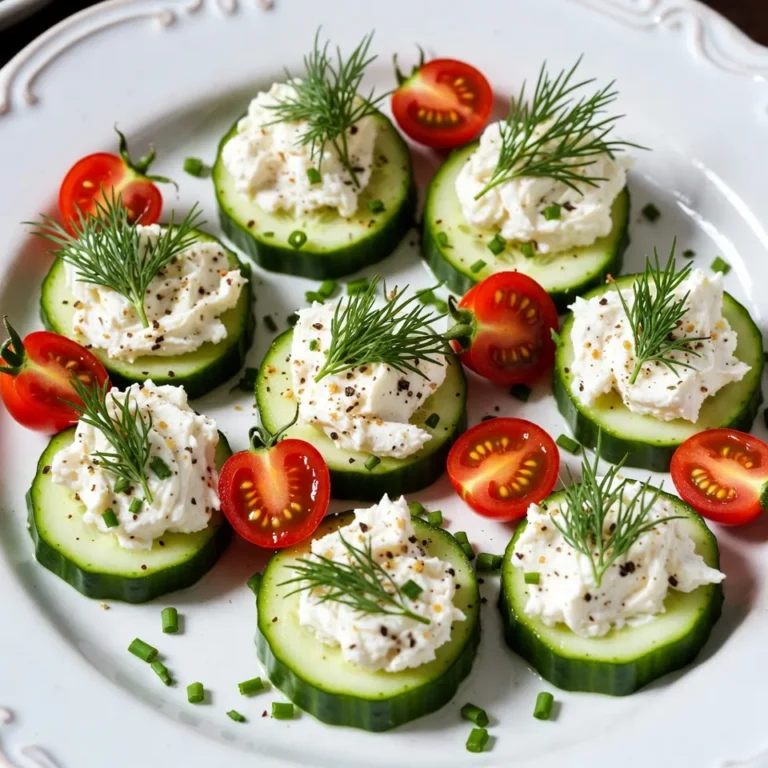 Um diese leckeren Häppchen zu machen, brauchst du: - 2 große Gurken - 1 Tasse Frischkäse, weich - 1 Esslöffel frischer Dill, gehackt - 1 Teelöffel Zitronensaft - 1 Teelöffel Knoblauchpulver - 1 Teelöffel Zwiebelpulver - 2 Teelöffel Alles Bagel Gewürz - Kirschtomaten, halbiert (zur Garnitur) - Frische Schnittlauch, gehackt (zur Garnitur) Diese Zutaten sorgen für einen frischen und tollen Geschmack. Der Frischkäse gibt eine schöne Basis, und die Gewürze bringen den typischen Alles Bagel Geschmack. Wähle Gurken, die fest und glänzend sind. Sie sollten keine weichen Stellen oder Flecken haben. Achte darauf, dass die Gurken eine gleichmäßige Farbe haben. Je frischer die Gurke, desto besser wird dein Gericht. Kaufe Gurken, die im Kühlschrank gelagert sind. So bleiben sie knackig und frisch. Wenn du sie selbst anbaust, ernte sie am besten am Vormittag. Dann sind sie voller Feuchtigkeit. Wenn du etwas Abwechslung willst, probiere andere Käsesorten. Ricotta oder Hüttenkäse sind gute Alternativen. Du kannst auch verschiedene Kräuter verwenden, wie Petersilie oder Basilikum. Für einen schärferen Geschmack füge etwas Chili-Pulver hinzu. Du kannst sogar andere Gemüsesorten verwenden, wie Karotten oder Paprika, um die Häppchen bunter zu machen. {{ingredient_image_2}} Zuerst wasche die Gurken gut unter fließendem Wasser. Es ist wichtig, den Schmutz zu entfernen. Danach schneide die Gurken in etwa 2,5 cm dicke Scheiben. Diese Dicke sorgt für den perfekten Biss. Lege die geschnittenen Scheiben auf ein Küchentuch, um überschüssiges Wasser zu entfernen. So bleibt dein Häppchen nicht matschig. Nimm eine Rührschüssel und gebe den weichen Frischkäse hinein. Füge dann den gehackten Dill, Zitronensaft, Knoblauchpulver und Zwiebelpulver hinzu. Diese Zutaten machen die Mischung frisch und würzig. Rühre alles gut mit einem Handmixer oder einem Löffel, bis die Masse glatt ist. Achte darauf, dass keine Klumpen bleiben. So wird die Frischkäsemischung schön cremig. Jetzt ist es Zeit, die Gurkenscheiben zu belegen. Richte die Scheiben auf einem Servierteller an. Nimm einen Löffel oder eine Spritztüte und setze eine Portion der Frischkäsemischung darauf. Streue dann das Alles Bagel Gewürz großzügig darüber. Dieses Gewürz gibt den Gurkenhäppchen ihren besonderen Geschmack. Garniere die Häppchen mit halbierten Kirschtomaten und gehacktem Schnittlauch. So sehen sie nicht nur gut aus, sondern schmecken auch toll. Am besten servierst du sie sofort, um die frische Textur zu genießen. Du kannst die Alles Bagel Gurken Häppchen anpassen. Füge zum Beispiel gehackte Oliven oder Paprika zur Frischkäsemischung hinzu. Das bringt einen neuen Geschmack. Auch andere Kräuter wie Petersilie oder Schnittlauch sind eine gute Wahl. Wenn du es schärfer magst, füge etwas Cayennepfeffer hinzu. Diese kleinen Änderungen machen das Rezept interessanter. Um die Gurken frisch zu halten, lege sie in einen luftdichten Behälter. Das hilft, die Feuchtigkeit zu bewahren. Du kannst die Häppchen auch 30 Minuten im Kühlschrank lagern. Achte darauf, dass sie gut abgedeckt sind. So bleibt die Textur knackig und der Geschmack frisch. Zu lange im Kühlschrank können sie weich werden. Zu diesen Häppchen passen viele Beilagen. Serviere sie mit knusprigen Crackern oder frischem Gemüse. Auch ein leichter Salat ist eine gute Wahl. Bei den Getränken sind Sprudelwasser oder ein frischer Eistee perfekt. Diese Optionen ergänzen die Aromen der Gurken und des Frischkäses gut. Pro Tipps Gurken vorbereiten: Wählen Sie frische und feste Gurken, um die beste Textur für Ihre Häppchen zu gewährleisten. Frischkäse variieren: Experimentieren Sie mit verschiedenen Geschmacksrichtungen von Frischkäse, wie z.B. Kräuter oder Paprika, um neue Aromen zu entdecken. Alles Bagel Gewürz selbst machen: Mischen Sie Sesam, Mohn, Knoblauchpulver, Zwiebelpulver und Salz, um Ihr eigenes würziges Topping zu kreieren. Servieren und genießen: Diese Häppchen sind am besten frisch, aber Sie können sie bis zu 30 Minuten im Kühlschrank aufbewahren, um sie kühl zu halten. {{image_4}} Wenn du eine vegane Variante für Alles Bagel Gurken Häppchen suchst, probiere pflanzliche Aufstriche. Nutze zum Beispiel Soja-Joghurt oder Cashew-Creme. Diese Optionen sind cremig und lecker. Mische sie mit Dill, Zitronensaft, und Gewürzen. So bleibt der Geschmack frisch und aromatisch. Die Gewürze sind der Schlüssel zu diesem Rezept. Du kannst mit verschiedenen Gewürzen spielen. Statt Alles Bagel Gewürz, probiere Italienische Kräuter oder Paprika. Diese bringen neue Aromen. Du kannst auch etwas scharfen Senf hinzufügen, um einen Kick zu bekommen. Experimentiere und finde deine Lieblingsmischung. Die Gurke ist nicht die einzige Option. Du kannst auch Karotten oder Sellerie verwenden. Schneide sie in Scheiben oder Sticks. Diese Gemüsesorten sind knackig und gesund. Sie nehmen die Frischkäsemischung gut auf. Füge auch Radieschen hinzu, um etwas Schärfe zu bringen. Sei kreativ mit deiner Gemüseauswahl! Um die Alles Bagel Gurken Häppchen frisch zu halten, lagere sie im Kühlschrank. Verwende einen luftdichten Behälter. So bleiben die Gurken knackig und der Frischkäse bleibt cremig. Stelle sicher, dass die Häppchen nicht direkt mit Luft in Berührung kommen. Das schützt sie vor Austrocknung und dem Verlust von Aromen. Du kannst die Gurken und die Frischkäsemischung separat vorbereiten. Schneide die Gurken am Vortag und bewahre sie in Wasser ein. So bleiben sie frisch. Bereite die Frischkäsemischung einen Tag vorher zu und stelle sie in den Kühlschrank. Am Tag des Servierens musst du nur noch alles zusammenstellen. Das spart Zeit und macht die Zubereitung einfach. Die Alles Bagel Gurken Häppchen halten sich im Kühlschrank bis zu 2 Tage. Achte darauf, sie in einem luftdichten Behälter zu lagern. Nach 48 Stunden kann die Textur der Gurken nachlassen. Daher ist es besser, sie frisch zuzubereiten, wenn du Gäste hast. So schmecken sie am besten. Die Alles Bagel Gurken Häppchen sind frisch am besten. Sie halten sich bis zu 30 Minuten bei Zimmertemperatur. Im Kühlschrank bleiben sie bis zu 2 Stunden gut. Nach dieser Zeit können die Gurken weich werden. Der Frischkäse kann sich auch trennen. Ich empfehle, die Häppchen immer frisch zu servieren. So schmecken sie am besten! Ja, die Frischkäsemischung lässt sich gut im Voraus machen. Bereiten Sie die Mischung bis zu 24 Stunden vorher vor. Lagern Sie sie in einem luftdichten Behälter im Kühlschrank. So bleibt sie frisch und lecker. Denken Sie daran, die Mischung vor dem Belegen der Gurken gut durchzurühren. So wird sie wieder schön cremig. Das Geheimnis für perfekte Gurkenscheiben liegt in der Dicke. Schneiden Sie die Gurken in etwa 2,5 cm dicke Scheiben. So sind sie stabil und halten die Füllung gut. Achten Sie darauf, frische Gurken zu wählen. Sie sollten fest und knackig sein. Waschen Sie die Gurken gründlich, um Schmutz zu entfernen. So genießen Sie den besten Geschmack! Diese Anleitung für Alles Bagel Gurken Häppchen bietet einfache Schritte und nützliche Tipps. Ich habe die besten Zutaten, Lagerungshinweise und Variationen besprochen. Du kannst dein Rezept leicht anpassen, um neue Geschmäcker zu entdecken. Denke daran, frische Gurken zu wählen und deine Mischung gut zu lagern. Mit dieser Anleitung wirst du deine Gäste beeindrucken und gesunde Snacks genießen. Sei kreativ und probiere verschiedene Kombinationen aus. Viel Spaß beim Kochen!