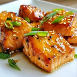 - 450 g Lachsfilet, ohne Haut, in mundgerechte Würfel geschnitten - 60 ml Honig - 45 ml Sojasauce (geringer Natriumgehalt, wenn gewünscht) - 3 Knoblauchzehen, fein gehackt - 1 Esslöffel frischer Ingwer, gerieben - 30 ml Olivenöl - 1 Esslöffel Sesamsamen (optional) - 2 Frühlingszwiebeln, in Ringe geschnitten (zum Garnieren) - Salz und Pfeffer nach Geschmack Ich empfehle, frische Zutaten zu verwenden. Frischer Lachs gibt den besten Geschmack. Lagern Sie den Lachs im Kühlschrank und verwenden Sie ihn innerhalb von zwei Tagen. Knoblauch und Ingwer können Sie ebenfalls frisch reiben und hacken. Sie bringen mehr Aroma in das Gericht. Halten Sie alle Zutaten bereit, um den Kochprozess zu erleichtern. Wenn Sie keinen Lachs mögen, probieren Sie Hähnchenbrust oder Tofu. Diese funktionieren gut in der Marinade. Für den Honig können Sie Agavendicksaft oder Ahornsirup verwenden. Sojasauce lässt sich durch Kokosnussaminos oder Tamari ersetzen. Nutzen Sie Olivenöl oder Erdnussöl, je nach Geschmack. {{ingredient_image_2}} Um die Honig-Knoblauch glasierte Lachs Häppchen zuzubereiten, marinieren Sie die Lachswürfel in einer Mischung aus Honig, Sojasauce, Knoblauch und Ingwer. Dann braten Sie die Stücke goldbraun und servieren sie mit der eingedickten Marinade. 1. Marinade anrühren: Nehmen Sie eine mittelgroße Schüssel. Geben Sie 60 ml Honig, 45 ml Sojasauce, 3 fein gehackte Knoblauchzehen und 1 Esslöffel geriebenen Ingwer hinein. Rühren Sie alles gut durch. 2. Lachs marinieren: Fügen Sie 450 g gewürfelten Lachs hinzu. Vermengen Sie ihn sanft, sodass alle Stücke gut bedeckt sind. Lassen Sie die Marinade 15 bis 20 Minuten bei Raumtemperatur einziehen. 3. Öl erhitzen: Erhitzen Sie 30 ml Olivenöl in einer großen Pfanne bei mittlerer bis hoher Hitze. 4. Lachs anbraten: Nehmen Sie die Lachsstücke aus der Marinade (bewahren Sie die Marinade auf) und legen Sie sie in die Pfanne. Braten Sie den Lachs 2 bis 3 Minuten auf jeder Seite, bis er goldbraun ist. 5. Marinade eindicken: Gießen Sie die reservierte Marinade in die Pfanne. Lassen Sie sie 2 bis 3 Minuten kochen, bis sie leicht eindickt. 6. Anrichten: Nehmen Sie die Pfanne vom Herd. Streuen Sie nach Wunsch Sesamsamen darüber und garnieren Sie mit geschnittenen Frühlingszwiebeln. - Achten Sie darauf, die Pfanne nicht zu überfüllen. Arbeiten Sie in Chargen, wenn nötig. - Prüfen Sie den Lachs nach 2 bis 3 Minuten. Er sollte goldbraun und durchgegart sein. - Verwenden Sie frische Zutaten für den besten Geschmack. Ein häufiger Fehler ist, den Lachs zu lange in der Marinade zu lassen. 20 Minuten reichen aus. Zu langes Marinieren kann den Fisch zäh machen. Ein weiterer Fehler ist, die Pfanne zu überfüllen. Wenn das passiert, gart der Lachs nicht gleichmäßig. Braten Sie die Häppchen in kleinen Portionen, um beste Ergebnisse zu erzielen. Achten Sie auch auf die Hitze. Zu hohe Hitze kann den Lachs außen verbrennen, während er innen roh bleibt. Sie können das Rezept leicht anpassen. Fügen Sie etwas scharfen Chili oder Cayennepfeffer zur Marinade hinzu, wenn Sie es scharf mögen. Für eine fruchtige Note probieren Sie Ananassaft oder Limettensaft. Diese Fette können Sie auch als Marinade verwenden: Erdnussöl oder Avocadoöl. Beide bringen neue Geschmäcker. Wenn Sie es süßer mögen, fügen Sie mehr Honig hinzu. Experimentieren Sie und finden Sie Ihre perfekte Mischung. Servieren Sie die Lachs Häppchen auf einem großen, flachen Teller. Garnieren Sie sie mit Frühlingszwiebeln und Sesamsamen für einen schönen Look. Stellen Sie eine kleine Schale mit der restlichen Marinade zum Dippen bereit. Das macht das Essen noch besser. Denken Sie daran, den Lachs warm zu halten, bis Sie ihn servieren. So bleibt er saftig und lecker. Pro Tipps Marinieren für mehr Geschmack: Lassen Sie die Lachswürfel mindestens 20 Minuten in der Marinade ziehen, um die Aromen voll auszuloten. Die richtige Hitze: Achten Sie darauf, dass das Öl in der Pfanne heiß genug ist, bevor Sie den Lachs hinzufügen, um eine schöne Kruste zu erzielen. Gleichmäßiges Garen: Überfüllen Sie die Pfanne nicht mit Lachs, damit jedes Stück gleichmäßig gart und nicht dampft. Serviertipps: Garnieren Sie die Häppchen mit frischen Frühlingszwiebeln und Sesamsamen für zusätzlichen Crunch und Farbe. {{image_4}} Für einen leckeren Auflauf kannst du die Lachshäppchen leicht abwandeln. Mische die Lachsstücke mit etwas gekochtem Gemüse wie Brokkoli oder Spinat. Füge die Marinade hinzu und lege alles in eine Auflaufform. Überbacke das Ganze mit Käse für einen schönen Geschmack. So hast du ein herzhaftes Gericht, das die ganze Familie lieben wird. Die gegrillte Variante bringt ein tolles Aroma. Du kannst die marinierten Lachsstücke auf Spieße stecken und sie auf dem Grill garen. Achte darauf, sie regelmäßig zu wenden, damit sie gleichmäßig bräunen. Diese Version hat einen rauchigen Geschmack, der wunderbar zu den süßen und herzhaften Aromen passt. Wenn du eine pflanzliche Option suchst, kann Tofu eine tolle Wahl sein. Schneide den Tofu in Würfel und mariniere ihn wie den Lachs. Brate die Tofuwürfel in der Pfanne oder grille sie. Du kannst auch Tempeh oder Seitan verwenden, um verschiedene Texturen und Geschmäcker zu genießen. Diese Varianten sind gesund und bieten viele Möglichkeiten. Um die Reste der Honig-Knoblauch glasierte Lachs Häppchen gut zu lagern, lege sie in einen luftdichten Behälter. Achte darauf, dass der Behälter gut verschlossen ist. So bleiben die Häppchen frisch und lecker. Du kannst sie bis zu drei Tage im Kühlschrank aufbewahren. Wenn du die Häppchen länger aufbewahren willst, friere sie ein. Lege sie auf ein Backblech und stelle sie ins Gefrierfach. Nach ein paar Stunden kannst du sie in einen Gefrierbeutel umfüllen. So kleben sie nicht zusammen. Zum Auftauen lege sie einfach über Nacht in den Kühlschrank. Die Lachshäppchen sind bis zu drei Tage im Kühlschrank haltbar. Achte darauf, sie gut verpackt zu lagern. Wenn sie unangenehm riechen oder die Farbe sich ändert, wirf sie weg. Sicherheit geht vor! Die Marinade hält sich gut im Kühlschrank. Sie bleibt frisch für etwa 3 bis 5 Tage. Bewahren Sie sie in einem luftdichten Behälter auf. Das sorgt dafür, dass die Aromen nicht verloren gehen. Vor der Nutzung sollten Sie die Marinade gut umrühren. So vermischen sich die Zutaten wieder. Ja, Sie können dieses Rezept für viele andere Fische verwenden. Zum Beispiel sind Forelle und Kabeljau gute Alternativen. Achten Sie darauf, die Garzeit anzupassen. Dünnere Fische benötigen weniger Zeit. Dickere Fische brauchen vielleicht etwas länger. Die Marinade wird auch in diesen Fällen gut schmecken. Um die Lachs Häppchen aufzuwärmen, nutzen Sie eine Pfanne. Erhitzen Sie die Pfanne bei mittlerer Hitze. Fügen Sie ein wenig Öl hinzu, um ein Anhaften zu verhindern. Legen Sie die Häppchen in die Pfanne und erwärmen Sie sie für etwa 2-3 Minuten. Drehen Sie sie einmal um, damit sie gleichmäßig warm werden. So bleibt der Lachs saftig und lecker. In diesem Blogpost haben wir die Zutaten, die Zubereitung und die besten Tipps für Honig-Knoblauch glasierte Lachs Häppchen behandelt. Ich hoffe, du fühlst dich jetzt bereit, dieses leckere Gericht zuzubereiten. Denke an die Alternativen für die Zutaten und die Variationen, die du ausprobieren kannst. Vermeide häufige Fehler und achte auf die Lagerung der Reste. Mit diesen Informationen kannst du dein Kocherlebnis verbessern und deine Gäste beeindrucken. Viel Spaß beim Kochen!