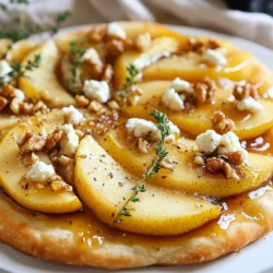 - 1 großes Fladenbrot oder dünn ausgerollter Pizzateig - 2 reife Birnen, dünn geschnitten - 1 Tasse Ziegenkäse, zerbröckelt - ¼ Tasse Walnüsse, grob gehackt - 2 Esslöffel ungesalzene Butter - 2 Esslöffel brauner Zucker - 2 Esslöffel frische Thymianblätter oder 1 Esslöffel getrockneter Thymian - 1 Esslöffel Balsamico-Glasur (optional) - Salz und Pfeffer nach Geschmack - Olivenöl zum Beträufeln Die Hauptzutaten bilden die Basis für unser köstliches Fladenbrot. Das Fladenbrot oder der Pizzateig sorgt für eine knusprige Grundlage. Die Birnen bringen Frische und Süße. Ziegenkäse fügt einen würzigen Geschmack hinzu, während die Walnüsse für Crunch sorgen. Die zusätzlichen Zutaten sind wichtig für die Karamellisierung. Ungesalzene Butter hilft, die Birnen weich zu machen, während brauner Zucker ihnen eine goldene Farbe verleiht. Die Gewürze und Verfeinerungen bringen das Gericht auf das nächste Level. Frischer Thymian gibt einen tollen Duft. Ein Hauch von Balsamico-Glasur kann die Aromen abrunden. Vergessen Sie nicht, das Fladenbrot mit Salz und Pfeffer zu würzen. Olivenöl macht alles noch besser. Mit diesen Zutaten wird Ihr Fladenbrot zu einem echten Genuss! {{ingredient_image_2}} Zuerst wähle zwei reife Birnen. Sie müssen frisch und saftig sein. Wasche die Birnen gründlich. Schneide sie dann in dünne Scheiben. Dünne Scheiben helfen, dass die Birnen schneller weich werden. Lege die geschnittenen Birnen auf einen Teller, damit sie bereit sind. Erhitze eine mittelgroße Pfanne bei mittlerer Hitze. Gib zwei Esslöffel ungesalzene Butter in die Pfanne und lasse sie schmelzen. Füge die Birnen hinzu und sautiere sie für drei bis vier Minuten. Rühre dabei um, damit sie gleichmäßig weich werden. Nun streue zwei Esslöffel braunen Zucker über die Birnen. Rühre vorsichtig um, damit der Zucker nicht klumpt. Lasse die Birnen weitere fünf bis sieben Minuten köcheln. Sie sollten goldbraun und karamellisiert sein. Nimm die Pfanne vom Herd und stelle sie beiseite. Nehme das Fladenbrot oder den ausgerollten Pizzateig. Rolle ihn auf einer leicht bemehlten Fläche aus. Mache die gewünschte Dicke. Währenddessen heize den Ofen auf 220°C vor. Nimm ein Backblech und stelle es in den heißen Ofen, damit es sich erwärmt. Sobald der Teig ausgerollt ist, nimm das Backblech heraus. Lege das Fladenbrot darauf. Beträufle es mit etwas Olivenöl. Würze es mit Salz und Pfeffer nach deinem Geschmack. Verteile die karamellisierten Birnen gleichmäßig auf dem Fladenbrot. Jetzt streue eine Tasse zerbröckelten Ziegenkäse und ¼ Tasse grob gehackte Walnüsse über die Birnen. Zum Schluss verteile frische Thymianblätter darüber. Schiebe das Backblech in den Ofen. Backe das Fladenbrot für zehn bis zwölf Minuten. Achte darauf, dass es goldbraun wird und der Käse leicht blubbert. Nach dem Backen, nimm das Fladenbrot aus dem Ofen. Beträufle es eventuell mit Balsamico-Glasur für einen zusätzlichen Geschmack. Garnieren kannst du es mit den reservierten Thymianblättern. Schneide das Fladenbrot in Stücke und serviere es warm. Um die Birnen perfekt zu karamellisieren, schmelze die Butter bei mittlerer Hitze. Füge die Birnen hinzu, wenn die Butter blubbert. Rühre die Birnen sanft. Der braune Zucker kommt erst später dazu. Lass die Birnen etwa 5-7 Minuten kochen. Sie sollten goldbraun und weich sein. Zu viel Hitze kann sie verbrennen, also achte darauf. Ziegenkäse passt gut, aber du kannst auch andere Käse ausprobieren. Feta macht das Fladenbrot salziger. Mozzarella gibt eine schöne, schmelzende Textur. Für einen kräftigeren Geschmack kannst du Blauschimmelkäse verwenden. Wähle, was dir am besten gefällt, um deinen eigenen Stil zu zeigen. Für den Teig kannst du fertiges Fladenbrot nutzen oder Pizzateig selbst machen. Wenn du selbst machst, achte darauf, ihn gut durchzukneten. Lass ihn kurz ruhen. Das hilft, die Struktur zu verbessern. Rolle den Teig auf einer bemehlten Fläche aus. So bleibt er nicht kleben. Ein dünnerer Teig macht das Fladenbrot knuspriger. Pro Tipps Die richtige Birne wählen: Verwenden Sie reife, saftige Birnen, wie z.B. Williams oder Conference, für den besten Geschmack und die perfekte Textur. Butter richtig schmelzen: Schmelzen Sie die Butter bei mittlerer Hitze, um ein Anbrennen zu vermeiden und die Birnen gleichmäßig zu karamellisieren. Walnüsse rösten: Rösten Sie die Walnüsse vorher leicht in einer Pfanne, um ihren Geschmack zu intensivieren und eine knusprige Textur zu erhalten. Variationen ausprobieren: Experimentieren Sie mit verschiedenen Käsesorten wie Feta oder Brie, um neue Geschmacksrichtungen zu entdecken. {{image_4}} Wenn du das Fladenbrot vegetarisch machen möchtest, sind die Zutaten perfekt. Du kannst die Karamellisierten Birnen und Ziegenkäse einfach so belassen. Füge noch etwas Spinat oder Rucola hinzu, um das Gericht grün und frisch zu machen. Diese Blätter bringen einen tollen Kontrast zur Süße der Birnen. Wenn du magst, kannst du auch frische Feigen verwenden. Sie sorgen für einen zusätzlichen süßen Kick. Für glutenfreies Fladenbrot kannst du einen glutenfreien Pizzateig verwenden. Diese Teige sind oft gut im Geschmack und leicht. Achte darauf, dass alle anderen Zutaten, wie die Birnen und der Ziegenkäse, auch glutenfrei sind. So bleibt dein Gericht lecker und sicher. Eine andere Möglichkeit ist, Gemüse wie Zucchini oder Auberginen als Basis zu nehmen. Das gibt dem Gericht eine neue, spannende Note. Wir können das Fladenbrot noch aufregender gestalten. Probiere, einige frische Kräuter hinzuzufügen. Rosmarin oder Basilikum passen gut zu den Birnen. Eine Prise Zimt über die Birnen kann auch einen warmen Geschmack bringen. Wenn du es schärfer magst, füge ein paar rote Pfefferflocken hinzu. Diese kleinen Änderungen bringen mehr Tiefe und Vielfalt in dein Gericht. Um Reste von deinem Fladenbrot zu lagern, lass es zuerst abkühlen. Wickel das Fladenbrot dann in Frischhaltefolie oder lege es in einen luftdichten Behälter. So bleibt es frisch und lecker. Ideal ist es, die Reste innerhalb von zwei Tagen zu verzehren. Wenn du das Fladenbrot wieder aufwärmen möchtest, heize deinen Ofen auf 180°C (350°F) vor. Lege das Fladenbrot auf ein Backblech und backe es für etwa 5-7 Minuten. So wird es knusprig und der Käse schmilzt wieder. Du kannst auch eine Mikrowelle verwenden, aber das macht es weich und nicht knusprig. Im Kühlschrank hält sich das Fladenbrot etwa 2-3 Tage. Achte darauf, dass es gut verpackt ist, um Austrocknen zu vermeiden. Wenn du es länger aufbewahren möchtest, friere es ein. Im Gefrierfach bleibt es bis zu einem Monat frisch. Die Zubereitung der karamellisierten Birnen dauert etwa 10 bis 12 Minuten. Zuerst schmelzen Sie die Butter und fügen die Birnen hinzu. Nach 3 bis 4 Minuten fügen Sie den braunen Zucker hinzu. Dann kochen Sie die Birnen weitere 5 bis 7 Minuten, bis sie goldbraun sind. Ja, Sie können Ziegenkäse durch Feta oder Brie ersetzen. Feta gibt einen salzigen Geschmack, während Brie cremig ist. Beide Käse passen gut zu Birnen. Wählen Sie den Käse, der Ihnen am besten gefällt. Ein frischer grüner Salat passt gut dazu. Ein einfacher Rucola-Salat mit Balsamico-Dressing ergänzt die Aromen. Sie können auch eine Tomatensuppe dazu servieren. Diese Beilagen runden das Gericht perfekt ab. Um das Rezept für mehr Personen zu machen, verdoppeln Sie die Zutaten. Verwenden Sie mehr Fladenbrot oder Pizzateig. Bereiten Sie die Birnen in größeren Mengen zu. Achten Sie darauf, genug Platz im Ofen zu haben, um alles gleichmäßig zu backen. In diesem Artikel haben wir die Hauptzutaten für unser Fladenbrot erkundet. Wir haben gelernt, wie man die Birnen perfekt karamellisiert und den Teig macht. Ich habe dir Tipps gegeben, wie du die beste Karamellisierung erreichst und verschiedene Varianten ausprobierst. Das Aufbewahren und Aufwärmen der Reste ist ebenfalls wichtig. Zusammenfassend kann ich sagen: Dieses Rezept macht Spaß und ist sehr vielseitig. Probiere verschiedene Käse und Zutaten aus. Du wirst sicher Freude daran haben!